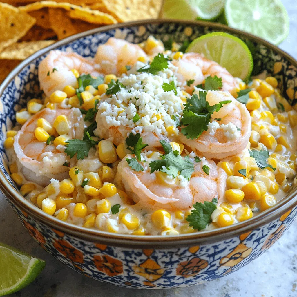 - 1 pound shrimp, peeled and deveined - 2 cups corn kernels (fresh or frozen) - 1 tablespoon olive oil - 1 teaspoon chili powder - 1 teaspoon garlic powder - 1 teaspoon lime zest - 1 tablespoon lime juice - 1/4 cup mayonnaise - 1/4 cup crumbled cotija cheese - 2 tablespoons fresh cilantro, chopped - 1/2 teaspoon smoked paprika - Salt and pepper to taste - Tortilla chips, for serving (optional) Choosing fresh ingredients makes a big difference. Use shrimp that feels firm and smells sweet. For corn, fresh is best, but frozen works well too. Olive oil gives a nice flavor and helps cook the shrimp evenly. You can swap shrimp for chicken or tofu if you want. Both options cook well and take on flavors nicely. If you need a dairy-free version, use vegan mayonnaise. For extra spice, try adding jalapeños or other peppers to the mix. By knowing these swaps, you can make this dish fit your needs. Feel free to experiment with what you have. This recipe is flexible and fun to adapt. For the full recipe, check out the details in the cooking section. First, you need to heat a large skillet over medium heat. Add one tablespoon of olive oil. Wait for the oil to shimmer before adding the shrimp. For the shrimp, use one pound, peeled and deveined. Season the shrimp with one teaspoon of chili powder, one teaspoon of garlic powder, lime zest, salt, and pepper. It’s important to coat the shrimp evenly. Cook the shrimp for about 3-4 minutes, turning them occasionally. They should turn pink and opaque. Once done, remove the shrimp from the skillet and set them aside. In the same skillet, add two cups of corn kernels, fresh or frozen. Sauté the corn for about 5-6 minutes. You want them to caramelize and heat through. This will give the corn a sweet and rich flavor. After that, reduce the heat to low. Add 1/4 cup of mayonnaise, one tablespoon of lime juice, and 1/2 teaspoon of smoked paprika to the corn. Mix in half of the crumbled cotija cheese as well. Stir everything well and heat for 2-3 minutes until combined. Now it’s time to mix the shrimp back in. Gently combine the shrimp with the corn sauce in the skillet. Heat everything through for a minute. For a beautiful presentation, serve the shrimp and corn sauce in a decorative bowl. Top it with the remaining cotija cheese and chopped fresh cilantro. You can serve this dish with tortilla chips for an extra crunch. This dish is colorful and packed with flavor. You can follow these steps for a delightful meal. For the complete recipe, be sure to check [Full Recipe]. - Avoiding overcooking shrimp: Cook shrimp for just 3-4 minutes. They turn pink when done. If you cook too long, they get tough. Keep an eye on them! - Ideal heat levels for cooking: Use medium heat. This helps shrimp cook evenly. High heat can burn them, while low heat can make them rubbery. - Additional spices for flavor depth: Try adding cayenne for heat or cumin for warmth. A pinch of smoked paprika adds a nice touch too. Experiment to find your favorite mix! - Adding texture with garnishes like avocado or nuts: Chop fresh avocado for creaminess. Toasted nuts add crunch. Both make the dish more appealing and tasty. - Serving suggestions and plating techniques: Use a colorful bowl to serve. Layer the shrimp and corn sauce for a nice effect. Place tortilla chips around for extra flair. - Garnishing ideas for an appealing look: Add lime wedges and fresh cilantro on top. This not only looks good but also adds freshness to each bite. For the full recipe, check out Shrimp Delight with Mexican Street Corn Sauce . {{image_2}} You can easily switch up the shrimp in this dish. Try chicken or tofu instead. These proteins absorb flavors well, just like shrimp. For seafood lovers, scallops or fish can work. Use what you have on hand. If you want a vegetarian version, use jackfruit or chickpeas. Both add great texture and flavor. You can also swap mayonnaise for vegan mayo. This keeps the dish creamy and rich without the dairy. To change the flavor, add new spices or herbs. Try cumin or oregano for a different twist. Fresh herbs like basil or parsley can brighten the dish. You may also want to add a hint of heat with fresh jalapeños or hot sauce. Adjust the spice to suit your taste. Different regions have their own versions of this dish. In some areas, you might find lime and cilantro mixed in with the corn sauce. In others, they might add more cheese or spices. Explore these variations to keep things exciting. Pair this dish with simple sides. Rice or a fresh salad works well. You can also serve it in tacos or wraps. This makes the meal fun and easy to eat. If you want crunch, serve with tortilla chips. You can dip them in the sauce for extra flavor. This dish also looks great on a platter. Serve it family-style for a casual meal. Add lime wedges and extra cilantro for a pop of color. You’ll impress your guests with both the taste and the look of it! For the full recipe, check out Shrimp Delight with Mexican Street Corn Sauce. To keep shrimp and corn sauce fresh, place them in an airtight container. Make sure the shrimp cool completely before sealing. This helps prevent moisture buildup. Store the dish in the fridge. It should stay good for 3 to 4 days. Reheat shrimp and corn sauce gently to keep them tender. Use a skillet over low heat. Stir often to avoid burning. You can also use the microwave. Heat in short bursts, stirring in between. Pair reheated leftovers with rice or a fresh salad for a full meal. To freeze this dish, first let it cool completely. Then, transfer it to a freezer-safe container. Use a vacuum sealer if you have one. This helps prevent freezer burn. The dish can be frozen for up to 2 months. For thawing, place it in the fridge overnight. Reheat using the skillet method to keep the texture nice. Enjoy your meal later with the same great taste! For the full details on how to make this dish, check out the Full Recipe. Making Shrimp with Mexican Street Corn Sauce takes about 20 minutes. You will need 10 minutes to prep and about 10 minutes to cook. This makes it a quick and tasty option for any meal. Yes, you can make this dish ahead of time. Cook the shrimp and corn sauce, then store them separately in the fridge. When you are ready to eat, just heat them up together. This keeps the shrimp juicy and the sauce creamy. If cotija cheese is hard to find, you can use feta cheese. It has a similar salty and crumbly texture. You can also use queso fresco or even shredded Parmesan for a different but tasty flavor. The dish can have a mild spice level. It uses chili powder, which adds flavor without too much heat. If you like it spicier, consider adding diced jalapeños or more chili powder to your liking. To make the recipe gluten-free, ensure that any sauces you use are gluten-free. The main ingredients, shrimp, corn, and cotija cheese, are gluten-free. You can serve it with gluten-free tortilla chips or skip them altogether for a lighter dish. For the full recipe, check out the details above. You learned how to make a tasty shrimp dish with Mexican street corn sauce. We covered essential ingredients, step-by-step cooking tips, and fun variations. Ensuring your shrimp are not overcooked is key, and seasoning makes a big difference. Play with spices and substitute ingredients to make it your own. Enjoy serving this on busy nights or at gatherings. With proper storage, you can also enjoy it later. Dive in and start cooking this delicious dish today!