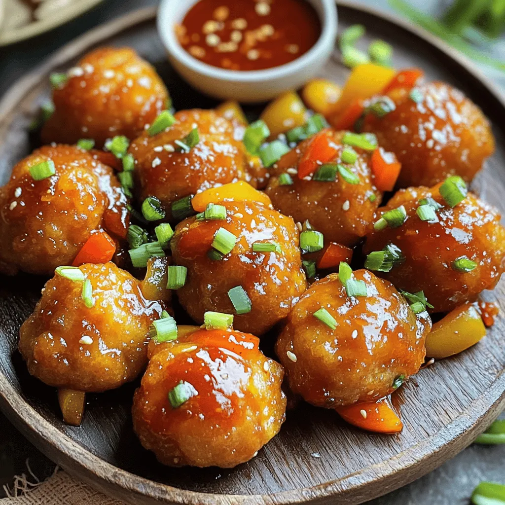 For a great Soya Chunks Manchurian, you need: - 1 cup soya chunks - 1/2 cup all-purpose flour - 2 tablespoons cornstarch - 1 teaspoon ginger-garlic paste - 1/2 teaspoon chili powder - 1/2 teaspoon black pepper - 1 teaspoon salt - 1/4 cup water (adjust as needed) - Oil for frying - 1 tablespoon oil (for sauce) - 1 small onion, chopped - 1 bell pepper, diced - 2 green chilies, slit - 2 tablespoons soy sauce - 2 tablespoons tomato ketchup - 1 tablespoon vinegar - 1 teaspoon sugar - 1 tablespoon chopped spring onions (for garnish) You can add extra ingredients for more taste: - 1 teaspoon sesame oil for a nutty flavor - 1/2 teaspoon garlic powder for a deeper garlic taste - A pinch of red pepper flakes for added heat - Chopped cilantro for fresh flavor Soya chunks are a great source of protein. Each serving gives you: - Calories: About 220 - Protein: 15g - Carbohydrates: 30g - Fat: 8g - Fiber: 5g This dish is a tasty and healthy choice. You can enjoy it while watching your diet. Start by soaking 1 cup of soya chunks in hot water. Let them sit for 15-20 minutes. This helps them get soft. Once they are ready, drain the water. Squeeze out any extra water from the chunks. This step is key for the best texture. In a mixing bowl, add 1/2 cup of all-purpose flour, 2 tablespoons of cornstarch, and 1 teaspoon of ginger-garlic paste. Next, add 1/2 teaspoon of chili powder, 1/2 teaspoon of black pepper, and 1 teaspoon of salt. Mix these dry ingredients well. Gradually add about 1/4 cup of water to the mix to form a thick batter. The batter should be smooth and not too runny. Heat 1 tablespoon of oil in a separate pan over medium heat. Add 1 small chopped onion and sauté until it turns translucent. Then, add 1 diced bell pepper and 2 slit green chilies. Cook these for 2-3 minutes until soft. Next, stir in 2 tablespoons of soy sauce, 2 tablespoons of tomato ketchup, 1 tablespoon of vinegar, and 1 teaspoon of sugar. Mix everything well and let it cook for 2 minutes. Finally, add the fried soya chunks to the sauce and toss them to coat. Cook for another 2-3 minutes, then remove from heat. Garnish with 1 tablespoon of chopped spring onions. For the full recipe, check the recipe section above. Enjoy your delicious Soya Chunks Manchurian! Frying the soya chunks just right makes a big difference. Heat the oil to medium-high before frying. This helps the chunks become crispy. If the oil is not hot enough, the chunks will absorb too much oil. Fry in small batches to avoid crowding. This ensures even cooking and crispiness. Drain the fried chunks on paper towels to remove excess oil. You can control the heat in Soya Chunks Manchurian easily. If you prefer it milder, reduce the chili powder. You can also remove the seeds from green chilies. For more heat, add extra chili powder or use spicier chilies. Always taste as you go. This helps you find the perfect balance for your palate. Presentation adds to the dish's appeal. Serve the Soya Chunks Manchurian on a large platter. Garnish it with chopped spring onions for color. A small bowl of chili sauce on the side adds a nice touch. You can pair it with steamed rice or noodles. This makes a complete meal. For a fun twist, serve it in lettuce wraps for a crunchy bite. Enjoy your flavorful creation! {{image_2}} You can easily boost the nutrition of soya chunks Manchurian. Adding fresh veggies makes it healthy and colorful. Try adding carrots, peas, or broccoli. These veggies not only add vitamins but also nice textures. Chop them into small pieces and sauté with the onions. This makes the dish more fun and tasty. If you need a gluten-free version, you can swap the all-purpose flour. Use rice flour or chickpea flour instead. These flours work well and keep the batter crisp. Just ensure that the soy sauce is gluten-free too. This way, everyone can enjoy this delicious dish without worry. For spice lovers, make a spicy version of soya chunks Manchurian. You can add more chili powder or use fresh chopped green chilies. You can also toss in some red chili flakes for an extra kick. This adds heat and flavor to the sauce. Serve this spicy dish with rice or noodles for a complete meal. Feel free to explore these variations and make the recipe your own! For the full experience, check out the Full Recipe. To keep your Soya Chunks Manchurian fresh, store it in an airtight container. Let it cool first. Place it in the fridge if you plan to eat it within 2-3 days. If you're storing for longer, consider freezing it. When you're ready to enjoy your leftovers, reheat them in a pan. Use low to medium heat. Add a splash of water to prevent sticking. Stir until heated through. You can also microwave it, but the texture may change slightly. To freeze your Soya Chunks Manchurian, let it cool completely. Place it in a freezer-safe container. It can last up to 2 months in the freezer. When ready to eat, thaw in the fridge overnight before reheating. This helps retain flavor and texture. For the best experience, try to consume it sooner rather than later. The best way to cook soya chunks is by soaking them in hot water. Soak them for 15 to 20 minutes until soft. Drain and squeeze out excess water to remove any bitterness. After that, you can fry, sauté, or add them to any dish. For recipes like Soya Chunks Manchurian, frying gives a nice crunch. Yes, you can make Soya Chunks Manchurian in advance. Prepare the soya chunks and sauce separately. Store them in airtight containers in the fridge. When you're ready to serve, reheat the sauce and toss in the fried soya chunks. This keeps them crispy and fresh. To make Soya Chunks Manchurian healthier, use less oil for frying. You can also bake the soya chunks instead of frying them. Swap all-purpose flour for whole wheat flour for added fiber. Add more vegetables to the sauce to boost nutrition. This way, you keep the flavor while making it a bit healthier. For a complete guide, check the Full Recipe. Soya Chunks Manchurian offers a tasty blend of flavors and nutrition. We explored main and optional ingredients, along with vital nutrition info, to make the dish shine. I shared simple steps for preparation, frying, and sauce creation. Tips for frying, adjusting spiciness, and serving round out the mix. Feel free to get creative with variations, storage tips, and answers to common questions. Enjoy making this dish, knowing it’s easy and flexible for your taste!
