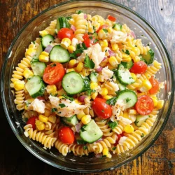 - 8 ounces rotini pasta - 1 cup cooked crab meat (fresh or canned) - 1 cup cherry tomatoes, halved - 1 cup cucumber, diced - 1/2 cup red bell pepper, diced - 1/4 cup red onion, finely chopped - 1/2 cup sweet corn (canned or frozen) - 1/3 cup mayonnaise - 2 tablespoons Greek yogurt - 1 tablespoon lemon juice - 1 tablespoon Dijon mustard - 1 teaspoon Old Bay seasoning - Salt and pepper to taste - Fresh parsley, chopped for garnish - Pot for boiling pasta - Mixing bowls - Whisk for dressing Gather these ingredients before you start. Fresh crab meat gives the best taste. If you can't find fresh, canned crab works well too. The rotini pasta holds the dressing nicely and adds a fun twist. For tools, a pot for boiling pasta is key. You need a big mixing bowl for the veggies and another for the dressing. A whisk helps make the dressing smooth. Using these fresh ingredients will help you create a bright and tasty dish. You can find the full recipe in the section above. Boiling the rotini Start with a large pot. Fill it with water and add a pinch of salt. Bring the water to a rolling boil. Add the rotini pasta and cook it according to the package instructions. You want it to be al dente, which means it should be firm yet cooked through. This usually takes about 8 to 10 minutes. Rinsing and cooling the pasta Once the pasta is cooked, drain it in a colander. Rinse it under cold water to stop the cooking process. This also helps cool it down quickly. Make sure to shake off any excess water. Set the pasta aside while you prepare the veggies. Chopping techniques for veggies While the pasta cooks, grab your vegetables. Take the cherry tomatoes and cut them in half. Dice the cucumber, red bell pepper, and red onion into small pieces. You can use a sharp knife for clean cuts. Place all the chopped veggies in a large mixing bowl. Add the sweet corn for a nice touch. Combining ingredients in the bowl Make sure all your chopped vegetables are mixed well in the bowl. This will ensure that every bite of your salad has a bit of everything. It is important to keep your veggies fresh and colorful for a vibrant dish. Mixing the dressing In a small bowl, you will create the dressing. Combine mayonnaise, Greek yogurt, lemon juice, Dijon mustard, Old Bay seasoning, salt, and pepper. Use a whisk to blend everything until it is smooth. This dressing will add a creamy and tangy flavor to your salad. Combining pasta, crab, and vegetables Now, add the cooled pasta and crab meat to the bowl of veggies. Pour the dressing over everything. Gently toss the mixture until all ingredients are well coated. You want to make sure every piece is flavorful. After this, cover the bowl with plastic wrap and chill it in the fridge for at least 30 minutes. This will let the flavors blend nicely. Enjoy your Seafood Pasta Salad with Real Crab! For the complete recipe, see the [Full Recipe]. To make your seafood pasta salad truly shine, you need balance. Each ingredient should complement the others. For instance, the sweetness of the corn pairs well with the tangy dressing. Don't be afraid to taste as you go. Adjusting seasoning is key. If it feels bland, add a pinch more salt or a splash of lemon juice. These small tweaks can lift the dish. Texture is important in this salad. For crunch, use fresh veggies like cucumbers and bell peppers. They add a nice bite. You can also try adding toasted nuts for extra crunch. Chilling the salad is essential. It melds the flavors and keeps it refreshing. Aim to chill for at least 30 minutes. This waiting time pays off, making every bite more tasty. These tips will help you create a seafood pasta salad that is fresh, easy, and full of flavor. For the complete guide, check the Full Recipe. {{image_2}} You can easily switch up the protein in your seafood pasta salad. If you want a change, consider using shrimp or lobster instead of crab. Both options add a sweet and delicate flavor. Just cook the shrimp until it turns pink. For lobster, boil it until fully cooked, then chop it into bite-sized pieces. This keeps your salad fresh and exciting. If you need a quick option, try canned tuna. It’s ready to go and packed with flavor. Just drain it well and add it to your salad. This saves time and still gives you a tasty dish. If you're looking to make your salad gluten-free, use gluten-free pasta. There are many types available now, made from rice or chickpeas. These can replace regular rotini without losing taste or texture. For those watching their fat intake, try using low-fat dressing options. You can mix Greek yogurt with a bit of lemon juice and mustard for a creamy dressing that’s light. This keeps your salad tasty while being healthier. These easy changes let you enjoy a delicious seafood pasta salad that fits your needs. To keep your seafood pasta salad fresh, store it right. First, refrigerate any leftovers in an airtight container. This helps maintain flavor and texture. Your salad will stay fresh for about three days. Always make sure it is well sealed to keep out air and moisture. If you want to save it longer, you can freeze it. However, freezing can change the texture of the pasta and crab. To freeze, place the salad in a freezer-safe container. Leave some space at the top for expansion. It can last for up to a month in the freezer. When you are ready to eat, thaw it in the fridge overnight before serving. Knowing when your salad has gone bad is important. Look for changes in color or smell. If the salad smells sour or has an off odor, it is time to toss it. Also, check for any slime on the pasta or veggies. This is a clear sign of spoilage. For the best taste, eat your salad within three days of making it. If it sits longer than that, it is safer to throw it away. Always trust your senses. If something seems off, it is better to be safe than sorry. For this salad, you can use fresh or canned crab meat. Fresh crab gives a sweet, tender taste. It adds a nice texture to the dish. Canned crab is convenient and still tasty. It saves you time and effort. If using canned crab, choose a high-quality brand for the best flavor. When you want the best of both worlds, mix both types for optimal taste and texture. Yes, you can prepare this salad ahead of time. It’s great for meal prep! Make it a few hours or even a day in advance. Just store it in the fridge, covered. This allows the flavors to mix well. However, avoid adding delicate ingredients, like parsley, until you’re ready to serve. This keeps them fresh and vibrant. Seafood pasta salad can last up to three days in the fridge. Store it in a sealed container to keep it fresh. Check for any off smells or changes in texture before eating. If it looks or smells odd, it’s best to throw it away. Always trust your senses to ensure safety. Absolutely! You can customize the seafood in this salad. Try using shrimp or lobster for a different taste. If you prefer, you can add canned tuna for a quick option. For a twist, mix in some smoked salmon. Just remember to balance flavors and textures. This keeps the salad delicious and exciting. You now have all the steps to make a tasty seafood pasta salad. We covered ingredients, cooking methods, and helpful tips. You learned about variations and how to store your salad safely. Remember, this dish is great for any meal and easy to adjust. Enjoy crafting your salad however you like. With fresh flavors and the right mix, it can be a hit for everyone. Happy cooking!