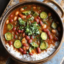 - Vegetables and Legumes - 1 large onion, diced - 1 green bell pepper, diced - 1 celery stalk, diced - 4 cloves garlic, minced - 1 can (15 oz) diced tomatoes, undrained - 1 can (15 oz) kidney beans, rinsed and drained - 1 can (15 oz) chickpeas, rinsed and drained - 2 cups okra, sliced These fresh veggies give gumbo its rich taste. The beans and chickpeas add protein and texture. - Essential Spices and Seasonings - 1/4 cup vegetable oil - 1/4 cup all-purpose flour - 4 cups vegetable broth - 1 tablespoon Cajun seasoning - 2 teaspoons smoked paprika - 1 teaspoon dried thyme - 2 bay leaves - Salt and pepper to taste Spices are key to gumbo’s bold flavor. The Cajun seasoning and smoked paprika bring warmth and depth. - Optional Garnishes and Serving Suggestions - 1/4 cup fresh parsley, chopped (for garnish) - Cooked rice (for serving) Garnish with parsley for color and freshness. Serve over rice for a hearty meal. For the Full Recipe, check the details above. To make the roux, start by taking a large pot. Add 1/4 cup of vegetable oil and 1/4 cup of all-purpose flour into the pot. Heat it over medium heat. Stir the mixture constantly. You want it to turn a rich brown color, which takes about 15 to 20 minutes. Patience is key here. A good roux adds depth to your gumbo. Next, it’s time to cook your vegetables. The holy trinity of Cajun cooking includes onion, bell pepper, and celery. Dice 1 large onion, 1 green bell pepper, and 1 celery stalk. Once your roux is ready, add these diced vegetables to the pot. Cook them for about 5 minutes until they soften. This step builds the foundation of flavor. Now, let’s combine everything. Start by adding minced garlic for extra flavor. Then, pour in 1 can of diced tomatoes, 1 can of kidney beans, and 1 can of chickpeas. Mix well. Slowly pour in 4 cups of vegetable broth next. This helps to create a hearty base. Now, add 2 cups of sliced okra, 1 tablespoon of Cajun seasoning, 2 teaspoons of smoked paprika, and 1 teaspoon of dried thyme. Don't forget to add 2 bay leaves for extra aroma. Stir everything together and season with salt and pepper to taste. Bring the gumbo to a gentle simmer. Cover the pot and cook for 30 to 40 minutes, stirring occasionally. This simmering time lets all the flavors blend beautifully. For the final touch, taste the gumbo. Adjust the seasoning if needed. Don’t forget to remove the bay leaves before serving. Serve it hot over cooked rice, and garnish with fresh parsley. Enjoy your vegan gumbo rich in flavor and texture! Check out the Full Recipe for more details. For a deeper taste, you can modify the seasoning. Try adding more Cajun seasoning for heat. You can also mix in some cayenne pepper for a spicy kick. Fresh herbs like thyme elevate the flavor too. Add-ins can boost nutrition. Consider tossing in some spinach or kale. They add fiber and vitamins. You can also stir in some nutritional yeast for a cheesy flavor. Preventing a burnt roux is key. Stir the oil and flour mix constantly. Keep the heat at medium to avoid scorching. If it burns, start over. A good roux should be a rich brown color. Simmering time matters for flavor. Let your gumbo cook for 30-40 minutes. This allows all the flavors to blend. If you rush it, you lose depth in taste. Serve vegan gumbo over cooked rice. It absorbs the rich broth well. You can also pair it with crusty bread. This adds a nice texture contrast. For a fun twist, try serving it in a bread bowl. This makes for a great presentation. You can also garnish with fresh parsley for color and taste. For a kick, serve with hot sauce on the side. Check out the Full Recipe for more details on how to create this delicious dish! {{image_2}} You can swap out beans in your gumbo for other tasty options. Try adding lentils for a soft texture, or tempeh for a firm bite. Both of these options give your gumbo depth and protein. You can also use tofu, which absorbs flavors well. Just remember to press it first to remove excess water. Seasonal veggies can change your gumbo game. In spring, add fresh asparagus or peas. In fall, try sweet potatoes or butternut squash for a cozy twist. If you have frozen veggies, they work great too! Just toss them in the pot without thawing. They add color and nutrition to your dish. Adjusting your spice level is easy. If you like it mild, use less Cajun seasoning. For a spicy kick, add cayenne pepper or hot sauce. Cajun flavors are bold and smoky, while Creole gives a sweeter taste. Experiment with both styles to find your favorite mix. Each brings its own charm to the pot. For the full experience, check out the Full Recipe for Vegan Gumbo Delight. To store leftover gumbo, let it cool first. Once cool, transfer it to a container. Use airtight containers to keep the flavors fresh. Glass or plastic containers work great. Keep the gumbo in the fridge for up to three days. Always label your container with the date. To freeze gumbo, place it in freezer-safe bags or containers. Remove as much air as possible to prevent freezer burn. Gumbo can last in the freezer for about three months. When you’re ready to eat, thaw it overnight in the fridge. Reheat it gently on the stove for the best taste. The key to a great vegan gumbo is building layers of flavor. Start with a dark roux. Cook the flour and oil until it turns a deep brown. This step adds a nutty taste. Next, use the holy trinity: onion, bell pepper, and celery. This mix adds sweetness and texture. Cook these until soft, then add garlic. Season your gumbo well. Use Cajun seasoning, smoked paprika, and thyme. Fresh herbs like parsley brighten the dish. Don't forget to taste as you go. Yes, you can make vegan gumbo gluten-free! Instead of all-purpose flour, use gluten-free flour for the roux. Almond flour or brown rice flour works well. Check your broth, too. Some brands may contain gluten. Use a gluten-free vegetable broth. You can also use gluten-free grains or serve it over quinoa instead of rice. To spice up your gumbo, add cayenne pepper or hot sauce. Start with a small amount, then taste. You can always add more! Consider fresh jalapeños or serrano peppers for heat. Chop them finely and add them to the holy trinity. You can also use spicy Cajun seasoning. This adds flavor and heat at the same time. To reheat leftover gumbo, use a pot on the stove. Add a splash of broth or water to keep it moist. Heat it over medium-low heat. Stir often to avoid sticking. You can also use the microwave. Place it in a microwave-safe bowl, cover it, and heat in short bursts. Stir in between to keep it even. Reheating slowly helps preserve the texture and flavor of your gumbo. Enjoy it with some fresh rice! Vegan gumbo is a dish made from rich flavors and fresh ingredients. You learned about key veggies, spices, and how to make the perfect roux. Combining your ingredients in the right order enhances taste. Remember to avoid common mistakes like burning the roux. Feel free to try different protein options and seasonal vegetables. Lastly, store any leftovers correctly to enjoy them later. Cooking vegan gumbo is fun, and it can be a tasty adventure in your kitchen. Enjoy creating your own unique version!