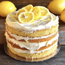 To make a delicious lemon cake, gather these ingredients: - 2 cups all-purpose flour - 1 ½ cups granulated sugar - ½ cup unsalted butter, softened - 1 cup buttermilk - 3 large eggs - 2 tablespoons lemon zest - ¼ cup fresh lemon juice - 2 teaspoons baking powder - 1 teaspoon baking soda - ½ teaspoon salt - 1 teaspoon vanilla extract - 1 cup powdered sugar (for frosting) - 2 tablespoons lemon juice (for frosting) You will need some tools to bake this cake: - Two 9-inch round cake pans - Large mixing bowl - Hand or stand mixer - Whisk for dry ingredients - Measuring cups and spoons - Rubber spatula - Wire rack for cooling If you need alternatives, here are a few options: - Use yogurt instead of buttermilk. - Swap granulated sugar for coconut sugar for a healthier option. - You can use lemon extract if you don't have fresh lemons. - For gluten-free, replace flour with a gluten-free blend. First, set your oven to 350°F (175°C). This temperature is perfect for baking. While the oven heats, grab two 9-inch round cake pans. Grease them with butter and dust with flour. This helps the cake release easily after baking. In a large bowl, add the softened butter and granulated sugar. Use a mixer to beat them together until they look light and fluffy. This step adds air, making your cake soft. It takes about 3-5 minutes to achieve the right texture. In another bowl, mix the flour, baking powder, baking soda, and salt. Use a whisk to blend these well. Mixing dry ingredients separately helps distribute the baking powder evenly. This way, your cake rises beautifully. Now, add the dry mixture to the butter and sugar mix. Alternate this with buttermilk. Start and end with the dry mix. Stir until everything is just combined. Pour the batter into the prepared pans. Bake for 25-30 minutes. Check doneness by inserting a toothpick in the center. It should come out clean. Once the cakes are done, take them out of the oven. Let them cool in the pans for about 10 minutes. Then, transfer the cakes to a wire rack. Allow them to cool completely before frosting. For the frosting, mix powdered sugar and lemon juice until smooth. Spread frosting between the layers and on top. You can garnish with lemon zest or slices for extra flair. For the full recipe, check out the complete details! To get a moist and fluffy lemon cake, focus on a few key steps. First, use room temperature ingredients. This includes butter, eggs, and buttermilk. They mix better if they are not cold. Second, do not overmix your batter. Mix until just combined to keep the cake light. Lastly, baking time matters. Check your cake a few minutes early. If a toothpick comes out clean, it is done. For a stronger lemon flavor, consider adding more lemon zest. The zest adds a bright, fresh taste. If you prefer a subtler flavor, reduce the zest. You can also play with the lemon juice. More juice gives a tangy kick. Less juice makes it sweeter. Adjust based on your taste. Watch out for a few common pitfalls. First, don’t skip the baking powder. It helps your cake rise. If you do not have buttermilk, make your own. Mix milk with a bit of vinegar, and let it sit for five minutes. Avoid opening the oven too soon. This can cause the cake to sink. Lastly, let the cake cool fully before frosting. This helps the frosting stay put and look nice. For all the details on making this cake, check out the Full Recipe above! {{image_2}} You can switch up the frosting for your lemon cake. Here are a few tasty ideas: - Cream Cheese Frosting: Blend cream cheese with powdered sugar and lemon juice. This adds a rich, tangy flavor. - Whipped Cream: Whip heavy cream and sugar until soft peaks form. This gives a light and fluffy topping. - Lemon Glaze: Mix powdered sugar with lemon juice for a simple, sweet glaze. Pour it over the cake for a shiny finish. Want to make your lemon cake even more special? Here are some fun add-ins: - Fresh Berries: Fold in raspberries or blueberries for a fruity burst. - Nuts: Add chopped walnuts or almonds for a crunchy texture. - Chocolate Chips: Mix in white chocolate or dark chocolate chips for a sweet twist. You can easily make this cake gluten-free or vegan. Here’s how: - Gluten-Free: Replace all-purpose flour with a gluten-free flour blend. Ensure the baking powder is also gluten-free. - Vegan: Swap eggs with applesauce or flaxseed meal mixed with water. Use plant-based butter and non-dairy milk for a delicious vegan option. For the full recipe, check the [Full Recipe]. To keep your lemon cake fresh, wrap it tightly. Use plastic wrap or aluminum foil. Store it in an airtight container. If you have frosting left, store it separately. This helps keep the cake moist and the frosting creamy. Always place the cake in a cool, dry area. Avoid sunlight and heat. If you want to freeze your lemon cake, follow these steps: 1. Let the cake cool completely. 2. Wrap each layer in plastic wrap. 3. Place the wrapped layers in a freezer bag. 4. Label the bag with the date. 5. To thaw, move the cake to the fridge overnight. 6. Once thawed, frost and serve as desired. Lemon cake lasts about 5 days in the fridge. If kept at room temperature, it stays fresh for about 3 days. Always check for signs of spoilage before eating. If you notice any mold or off smells, throw it away. For the best taste, enjoy it fresh! For the full recipe, refer to the earlier section. Yes, you can make this cake ahead of time. Here are some tips: - Bake the cakes a day or two before serving. - Cool completely before wrapping each layer in plastic wrap. - Store in the fridge to keep it fresh. - Frost the cake on the day you plan to serve it. This keeps the frosting from getting soft. - You can also freeze the layers. Just wrap them tightly and store for up to three months. To check if the cake is done, look for these signs: - Golden-brown tops that spring back when lightly touched. - Toothpick test: Insert a toothpick in the center. It should come out clean or with a few crumbs. - Edges pulling away: The cake edges may pull slightly from the pan. This lemon cake pairs well with many delicious options: - Fresh berries like strawberries or blueberries add color and flavor. - A scoop of vanilla ice cream makes a great creamy contrast. - Whipped cream on top adds a light and airy touch. - Mint leaves as a garnish give a fresh pop. - Serve with tea or lemonade for a refreshing drink pairing. For the full recipe of this delightful cake, check the [Full Recipe]. This blog post covered everything you need to make a delicious lemon cake. We detailed the ingredients, tools, and substitutions to help you get started. You learned step-by-step instructions for baking and frosting the cake. We also shared tips for perfect texture and flavor enhancement. Variations and storage tips ensure your cake stays fresh and tasty. With this guide, you're ready to bake with confidence. Enjoy your lemon cake journey!