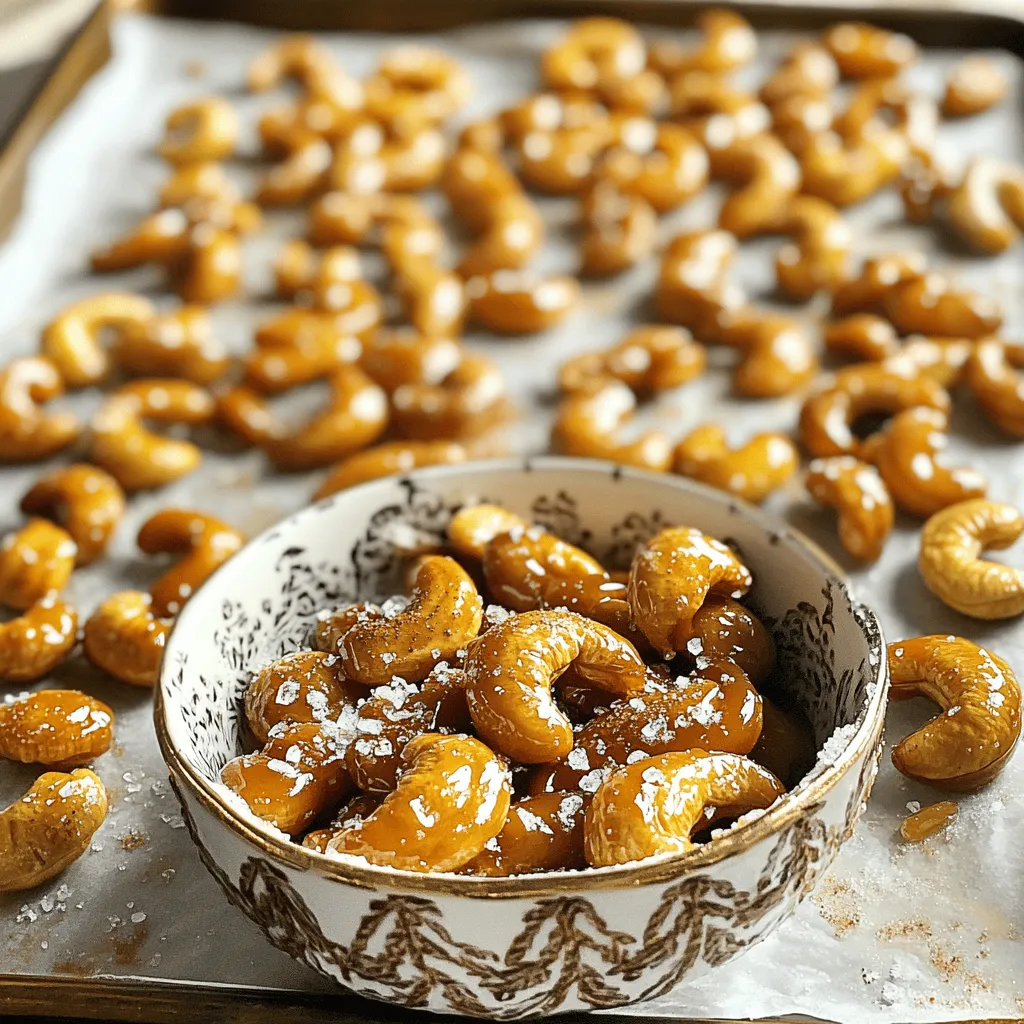 To make easy candied cashews, you need a few simple items. Here’s the complete list of ingredients: - 2 cups raw cashews - 1 cup granulated sugar - 1/2 cup water - 1 teaspoon vanilla extract - 1/2 teaspoon sea salt - 1/4 teaspoon ground cinnamon - 1 tablespoon coconut oil (for greasing) These ingredients come together to create sweet and crunchy treats. The raw cashews give a nice base, while sugar and water make a syrup. Adding vanilla extract brings warmth, and sea salt balances the sweetness. Ground cinnamon adds cozy flavor. Don't forget to grease your baking sheet with coconut oil! This helps the cashews not stick. For the full recipe, check out the section above. Enjoy making these delightful snacks! - Lining the baking sheet: Start by placing parchment paper on a baking sheet. This step keeps the cashews from sticking. You want a smooth surface for easy removal later. - Greasing the parchment paper: Next, take coconut oil and lightly grease the paper. Use a paper towel or your fingers to spread it evenly. This will help the cashews slide off when they are done. - Combining ingredients: In a medium saucepan, mix granulated sugar, water, vanilla extract, and ground cinnamon. This blend will create a sweet syrup. - Dissolving the sugar: Place the saucepan over medium heat. Stir the mixture until the sugar completely dissolves. This step is key to getting a nice, smooth coating on the cashews. - Coating the cashews: When the sugar mixture boils, add the raw cashews. Stir them well to coat each nut with the syrup. Make sure every cashew gets a good amount of the sweet mix. - Adjusting heat and cooking time: Lower the heat to medium-low. Continue cooking while stirring often for about 8-10 minutes. The mixture will thicken as it cooks. Keep an eye on this to avoid burning. - Crisping and cooling: Once the cashews look well-coated and the syrup thickens, remove the pan from heat. Quickly sprinkle sea salt over the cashews. Stir them to mix in the salt. - Breaking apart clumps: Pour the candied cashews onto your prepared baking sheet. Spread them out in a single layer. Let them cool for about 20-30 minutes. Once they cool, break apart any clumps to enjoy your sweet snack! For the full recipe, check out the [Full Recipe] section. To get the best texture for your candied cashews, focus on the syrup's consistency. The syrup should be thick but not too hard. Stir your mixture often to keep it smooth. When cooking, aim for a time of about 8-10 minutes. This allows the nuts to coat well without burning. Keep an eye on the cashews as they cook. You want them to be crunchy but not overdone. You can easily enhance the flavor of your candied cashews. Consider adding spices like nutmeg or ginger for a warm kick. You could also try a pinch of cayenne for some heat. If you prefer different sweeteners, maple syrup or honey can work too. Just adjust the amounts to keep the balance right. Each choice offers a unique twist to the taste. When it comes to serving, think about how you present your candied cashews. Use a decorative bowl to create a visual feast. You might add a sprinkle of edible glitter for a fancy touch. For an extra treat, serve them with dark chocolate for dipping. This simple addition can elevate your snack to a new level. Enjoy these cashews as a sweet snack or a topping for ice cream. {{image_2}} To make a sweet and spicy mix, you can add cayenne pepper or chili powder. Use about 1/4 teaspoon to start. This kick will balance well with the sugar. You can also add more cinnamon for warmth. Taste the mix and adjust to find your perfect balance. If you want a nut-free version, try using pumpkin seeds or sunflower seeds. These seeds give a nice crunch. Use the same cooking method as the cashews. You may need to adjust the cooking time slightly, as seeds can cook faster than nuts. To make this recipe vegan, just use a plant-based sugar. Some sugars are processed with animal products. Choose one that fits your needs. For sugar-free options, you can try erythritol or stevia. These will change the taste a bit, but they work well for a sweet treat. To keep your candied cashews fresh, store them in an airtight container. Glass jars or plastic containers work well. Make sure you seal them tightly. This helps to keep out air and moisture. If you have a lot, consider using a vacuum-sealed bag. This method removes air and helps them last longer. When stored properly, candied cashews can last up to two weeks. After that, they may lose their crunch. Look for signs of spoilage, like changes in color or texture. If they feel soft or have an off smell, toss them out. Freshness is key for the best taste. If your cashews become soft, don’t worry! You can revive them easily. Preheat your oven to 350°F (175°C). Spread the cashews in a single layer on a baking sheet. Bake for about 5 to 10 minutes. Keep an eye on them to avoid burning. Once done, let them cool before enjoying. This method brings back their crunch! For the full recipe, check out the [Full Recipe]. Yes, you can use roasted cashews. They add a nice crunch. However, they may not absorb the syrup as well as raw cashews. This may change the texture a bit. If you choose roasted cashews, reduce the cooking time slightly. To cut the sweetness, reduce the sugar amount. Try using 3/4 cup of sugar instead of 1 cup. You can also add a pinch of sea salt for balance. Adding spices like cayenne or smoked paprika can enhance flavor without extra sugar. To reheat, use an oven. Preheat it to 350°F (175°C). Spread the cashews on a baking sheet. Heat for about 5-10 minutes until warm. Stir them halfway through to ensure even heating. This helps restore their crispiness. Absolutely! You can add spices to change the flavor. Try adding nutmeg for warmth or cardamom for a sweet touch. A dash of chili powder creates a sweet and spicy combo. Experiment with your favorite spices to make it unique! Candied cashews are easy to make, starting with raw cashews and a few ingredients. You line your baking sheet and prepare your sugar mixture. After coating the cashews, cooking time is crucial for the right texture. You can add spices for flavor and even try nut-free options. Store them properly to keep them fresh, and use the re-crisping method if they get soft. Now, go ahead and enjoy your tasty treats!