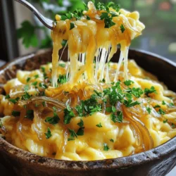 To make Käsespätzle, you need simple yet tasty ingredients. Here's what you will use: - 2 cups all-purpose flour - 4 large eggs - 1/2 cup milk - 1 teaspoon salt - 1/4 teaspoon freshly ground nutmeg - 1 onion, thinly sliced - 3 tablespoons butter - 2 cups shredded Emmental cheese (or a mix of Swiss and Gruyère) - Freshly ground black pepper to taste - Chopped fresh parsley for garnish These ingredients come together to create a rich and creamy dish that warms your soul. You can add a few extras for more flavor. Consider these options: - Garlic, minced (for a savory kick) - Bacon bits (for a smoky taste) - Chopped chives (for a fresh touch) These ingredients can elevate the dish and make it even more special. Choosing the right cheese is key. I recommend these cheeses for the best taste: - Emmental (for its nutty flavor) - Gruyère (for a creamy texture) - Swiss cheese (for a mild taste) Feel free to mix different cheeses for a unique flavor. The right cheese will make your Käsespätzle creamy and delicious. For the complete instructions, check the Full Recipe. To start, gather your ingredients. In a large bowl, mix the flour and salt. Make a well in the center. Add the eggs, milk, and nutmeg to the well. Use a wooden spoon to stir until the dough is smooth. It should be thick but still flow. If it feels too thick, add a bit more milk. Let the dough rest for about 10 minutes. This helps it become lighter and airier. Next, bring a large pot of salted water to a boil. Once it's boiling, lower the heat to a simmer. Using a spaetzle maker or a colander with big holes, press the dough through into the water. The spaetzle will cook for about 2-3 minutes. You will know they are ready when they float to the top. Use a slotted spoon to remove them and place them in a bowl. Set them aside while you prepare the rest. In a large skillet, melt the butter over medium heat. Add the sliced onions and cook them slowly. You want them to turn golden brown and caramelize, which takes about 10 minutes. Once the onions are ready, combine them with the cooked spaetzle in the skillet. Gently stir in the shredded cheese until it melts. Season with freshly ground black pepper. Taste and adjust the salt if needed. Serve the Käsespätzle warm, topped with chopped parsley for a nice look. For the full recipe, refer back to the ingredients and instructions above. For the best Käsespätzle, focus on the dough. It should be thick yet smooth. If it feels too sticky, add a bit more flour. You want it to hold shape when you press it through the colander. Use a spaetzle maker if you have one. It makes the process easier and ensures uniform pieces. If your Käsespätzle turns out too dense, you might have used too much flour. Try using less next time. If they fall apart while cooking, your dough may be too thin. Add more flour to fix this. If they stick together, make sure to stir them gently in the water. Garnish your Käsespätzle with chopped parsley for a fresh look. Serve it in a large bowl to show off those cheesy noodles. You can also sprinkle extra cheese on top for a nice touch. Pair with caramelized onions, as they add color and flavor. For a great finish, add a touch of black pepper. Enjoy your meal! {{image_2}} Käsespätzle varies by region. In Swabia, they use Emmental cheese. In Bavaria, they often mix in other cheeses. Some areas add bacon or ham for extra flavor. Each region has its own twist. For example, in Austria, they might use a creamy sauce. This adds richness to the dish. You can explore these regional recipes for more fun! You can easily swap ingredients for dietary needs. If you're lactose-free, try a plant-based cheese. Use gluten-free flour instead of regular flour if you need a gluten-free option. You can also add veggies like spinach or mushrooms. This makes the dish healthier and colorful. Don't be afraid to get creative and tailor it to your taste! Käsespätzle is great on its own, but you can dress it up. Serve it with a side salad for a fresh crunch. Add a dollop of sour cream on top for creaminess. You can also sprinkle crispy onions for a nice texture. For a festive touch, serve it in a cast-iron skillet. This keeps it warm and looks charming. Check out the Full Recipe for more ideas! To keep Käsespätzle fresh, store it in an airtight container. Let it cool before sealing. Place it in the fridge if you plan to eat it within a few days. Use it within three days for the best taste. When reheating, avoid drying out the Käsespätzle. Place it in a skillet over low heat. Add a splash of milk or water to keep it moist. Stir gently until heated through. You can also microwave it in short bursts, stirring in between. You can freeze leftover Käsespätzle for later. Spread it on a baking sheet in a single layer. Freeze until firm, then transfer to a freezer bag. This way, it won’t stick together. Use within three months for the best quality. To thaw, place it in the fridge overnight before reheating. Enjoy your delicious Käsespätzle anytime! For the full recipe, check out the details above. Käsespätzle is often served with a side of salad or sauerkraut. Some people love it with crispy fried onions on top, adding a nice crunch. You can also enjoy it with a dollop of sour cream. Each bite becomes a mix of creamy cheese and savory flavors. Yes, you can make Käsespätzle gluten-free! Use gluten-free all-purpose flour instead of regular flour. The other ingredients stay the same. This swap keeps the texture nice and helps the dish taste great. It’s a simple change that lets everyone enjoy this dish. To store leftover spaetzle, let it cool completely first. Then, place it in an airtight container. It can last in the fridge for up to three days. You can also freeze it. Just spread it in a single layer on a baking sheet, freeze, and then transfer to a container. This way, you can enjoy it later. Käsespätzle is a simple and tasty dish that you can make at home. We covered the main and optional ingredients, how to prepare the dough, and tips for perfect texture. Don't forget about the cheese; it makes a big difference! Consider different variations and easy ways to store leftovers. With these steps, you can enjoy this dish any time. Make it your own and share it with others. Happy cooking!