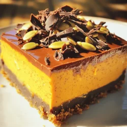 The key to a great no-bake Nutella pumpkin cheesecake lies in its ingredients. Here’s what you need: - 1 ½ cups graham cracker crumbs - ½ cup unsalted butter, melted - 1 cup cream cheese, softened - 1 cup pumpkin puree - 1 cup Nutella - ¾ cup powdered sugar - 1 teaspoon vanilla extract - 1 teaspoon pumpkin pie spice - 1 cup heavy whipping cream Each ingredient plays a vital role in creating the creamy delight. The graham cracker crumbs form a sturdy base, while the melted butter binds them together. Cream cheese gives the cheesecake its rich texture, and pumpkin puree adds a lovely autumn flavor. Nutella brings a chocolatey twist that pairs well with pumpkin. Using high-quality ingredients matters. Fresh cream cheese and pure pumpkin puree enhance the taste and texture. Always choose Nutella that is smooth and rich. For the best results, use unsalted butter to control the saltiness in your dessert. Toppings can elevate your cheesecake. Here are some fun ideas: - Chocolate shavings - Pumpkin seeds These add texture and a burst of flavor. Chocolate shavings add a sweet crunch, while pumpkin seeds give a nutty note. For a finishing touch, consider drizzling with chocolate sauce or caramel. This adds a sweet contrast to the creamy cheesecake. For the full recipe, check out [Full Recipe]. To start, you need to make the crust. In a mixing bowl, combine 1 ½ cups of graham cracker crumbs with ½ cup of melted unsalted butter. Mix until the crumbs look like wet sand. Next, take this mixture and press it firmly into the bottom of a 9-inch springform pan. Make sure it is even and packed tight. Now, place the pan in the fridge while you prepare the filling. This step helps the crust set well. Now, let’s make the creamy filling. In a large mixing bowl, beat 1 cup of softened cream cheese with an electric mixer. Beat until it is smooth and creamy. Then, add in 1 cup of pumpkin puree, 1 cup of Nutella, ¾ cup of powdered sugar, 1 teaspoon of vanilla extract, and 1 teaspoon of pumpkin pie spice. Mix everything together until it is well combined and smooth. In another bowl, whip 1 cup of heavy whipping cream until stiff peaks form. This means it should hold its shape when you lift the whisk. Gently fold the whipped cream into your pumpkin-Nutella mixture. Be careful not to deflate the whipped cream; you want to keep it light and airy. Once combined, pour this filling onto the prepared crust. Smooth the top with a spatula. Cover the cheesecake and refrigerate for at least 4 hours or until it is firm. When ready, run a knife around the edges of the springform pan and gently release the sides. Your No-Bake Nutella Pumpkin Cheesecake is now ready to enjoy! For the full recipe, check out the details above. To make your cheesecake smooth, avoid lumps in the cream cheese. Start by letting the cream cheese sit at room temperature for about 30 minutes. This helps it soften. Use a hand mixer to beat it until it is creamy. Scrape down the sides of the bowl often. This step ensures everything mixes well. When you whip the cream, aim for stiff peaks. Gently fold the whipped cream into the pumpkin-Nutella mixture. Use a spatula and scoop from the bottom. This method keeps the air in the whipped cream. It helps the cheesecake stay light and fluffy. Garnishing makes your cheesecake shine. After you take it out of the fridge, sprinkle chocolate shavings on top. Add pumpkin seeds for a nice crunch. You can also drizzle some chocolate sauce around the edges for flair. To cut and serve, use a sharp knife. Dip the knife in hot water before each slice. This helps get clean cuts. Serve each slice on a plate, and enjoy with friends or family. If you want less sweetness, you can reduce the powdered sugar. Start by cutting it down by a quarter. Taste as you go, and adjust until you are happy. For pumpkin pie spice, if you don’t have it, mix cinnamon, nutmeg, and ginger. Use one teaspoon of this mix as a great alternative. It adds flavor without needing pumpkin pie spice. For the full recipe, check out the details in the earlier section. {{image_2}} You can make your No-Bake Nutella Pumpkin Cheesecake even more fun. Adding chocolate chips gives it a nice crunch. I love mixing in some mini chocolate chips for surprise bites of chocolate. You can also try adding spices like cinnamon or nutmeg. These spices bring warmth and depth to the flavor, making each bite richer. If you want to switch things up, consider using different nut butters. Almond butter or cashew butter can offer a unique taste. These nut butters add creaminess while keeping that nutty flavor. Just pick a nut butter you enjoy! For those who need gluten-free options, use gluten-free graham crackers. They work just as well for the crust. You can also try almond flour for a different texture. If you need a vegan version, swap cream cheese with a vegan cream cheese. Use coconut cream instead of heavy whipping cream for a dairy-free treat. If you have allergies, be mindful of the ingredients. For nut allergies, you can leave out Nutella and use sunflower seed butter. This keeps the cheesecake creamy and tasty without nuts. Always read labels to ensure safety for your dietary needs. For the full recipe, check out the detailed instructions to make this cheesecake your own! To keep your cheesecake fresh, always cover it well. Use plastic wrap or a tight lid. This keeps out air and smells from your fridge. The best place is on the middle shelf, where the temperature stays even. If you have leftovers, slice them into pieces. This helps with serving later. Place slices in an airtight container. You can also put a piece of parchment paper between each slice. This stops them from sticking. Your cheesecake will stay fresh for up to five days in the fridge. Freezing your cheesecake is easy and great for meal prep. First, let the cheesecake set completely in the fridge. Once it is firm, use a sharp knife to slice it. Next, wrap each slice in plastic wrap. Make sure to cover all sides well. Then, place the wrapped slices in a freezer bag. Squeeze out as much air as you can before sealing. These slices can last up to three months in the freezer. When you are ready to enjoy a slice, take it out of the freezer. Let it thaw in the fridge for about four hours. You can also thaw it at room temperature for about an hour. Once thawed, you can serve it as is or add some chocolate shavings or pumpkin seeds for a tasty touch. For more details on how to make this delicious treat, check out the Full Recipe. Yes, you can use a different crust. If you want a gluten-free option, try almond flour or gluten-free cookies. You can also use crushed Oreos for a sweet chocolate base. Just make sure it holds well when pressed into the pan. This cheesecake can last up to five days in the fridge. Keep it in an airtight container to stay fresh. The flavors will deepen over time, which makes it even better! Absolutely! You can make this cheesecake up to two days ahead. Just prepare it, cover it well, and chill it in the fridge. This helps save time on the day you plan to serve it. You can omit pumpkin puree, but it will change the flavor. The cheesecake will taste less seasonal and not as creamy. If you want to keep some creaminess, try adding more cream cheese or Nutella instead. To wrap up, we explored the key ingredients for your No-Bake Nutella Pumpkin Cheesecake. Using quality components ensures the best flavor and texture. We covered the steps for preparation, from the crust to the filling, and techniques for the perfect mix. Remember to consider your variations and dietary needs to make it your own. Finally, the right storage will keep your cheesecake fresh. Enjoy making this delightful dessert and share it with friends and family! Your cheesecake adventure starts now!