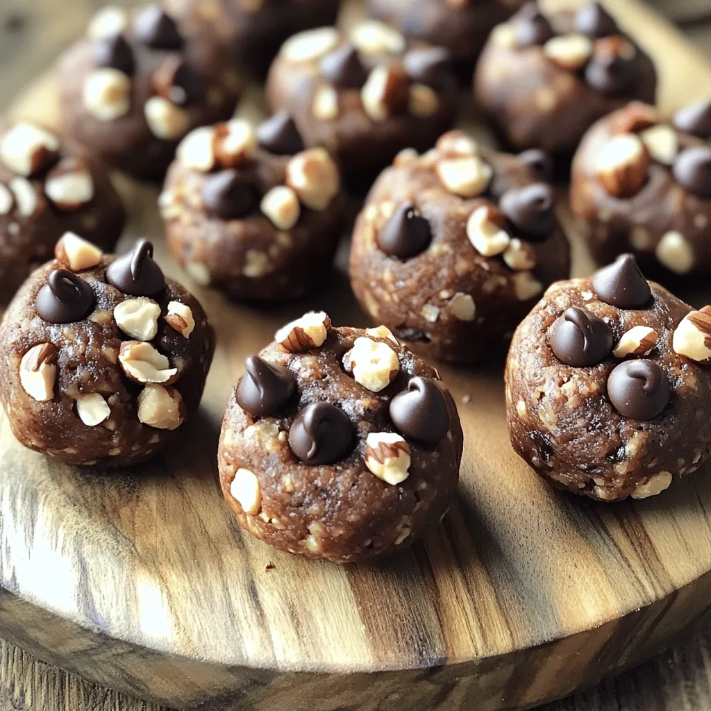 Creating Chocolate Hazelnut Protein Bites is easy and fun. Here is what you need: - 1 cup raw hazelnuts - 1/2 cup rolled oats - 1/4 cup cocoa powder - 1/2 cup natural peanut butter or almond butter - 1/4 cup maple syrup or honey - 1/4 cup chocolate protein powder - 1/4 teaspoon salt - 1 teaspoon vanilla extract - 1/4 cup dark chocolate chips (optional) These ingredients come together to make a delicious and healthy snack. The hazelnuts bring a rich flavor and crunch, while the oats add a nice texture. Cocoa powder gives that deep chocolate taste we all love. You can choose either peanut butter or almond butter based on your taste. Sweetness comes from maple syrup or honey, making it just right. Adding chocolate protein powder boosts the nutrition, making these bites great for a quick energy boost. The optional dark chocolate chips add even more flavor. If you love chocolate, do not skip them! Each ingredient plays a role in making these bites both tasty and nutritious. You can find the full recipe below to guide you through the process. Enjoy making these bites as a healthy treat! First, preheat your oven to 350°F (175°C). This step is important for roasting the hazelnuts. Spread the raw hazelnuts evenly on a baking sheet. Roast them for about 10-12 minutes until they smell great. Once they are done, let them cool down. You can chop them finely or pulse them in a food processor until they are coarsely ground. This gives your protein bites a nice texture. Grab a large bowl for the next step. Combine the ground hazelnuts, rolled oats, cocoa powder, chocolate protein powder, and salt. Mixing these dry ingredients well is key. This step ensures even flavor and texture in every bite. In a separate bowl, mix the natural peanut butter or almond butter, maple syrup or honey, and vanilla extract. Stir until you have a smooth and creamy mixture. This part adds sweetness and richness to your bites. Now, it's time to merge the wet and dry mixtures. Pour the smooth wet mixture into the bowl with the dry ingredients. Stir until everything is well combined. If you want a bit of extra chocolatey goodness, fold in the dark chocolate chips at this point. They add a nice surprise in each bite. Next, scoop out tablespoon-sized portions of the mixture. Roll each portion into a ball using your hands. Place the balls on a parchment-lined baking sheet. This helps them keep their shape. After shaping, refrigerate the protein bites for at least 30 minutes. This chilling time helps them firm up before you enjoy them. For the full recipe, check out the complete guide on making these delightful bites. To get the best texture in your Chocolate Hazelnut Protein Bites, choose your nut butter wisely. You can use peanut butter or almond butter. Each one gives a slightly different taste. If you want a creamier bite, almond butter works great. For a richer flavor, stick with peanut butter. Next, you can adjust the sweetness level. If you like a sweeter snack, add more maple syrup or honey. Start with the suggested amount, then taste the mixture. You can always add more if needed. Just keep in mind that too much sweetness can mask the rich chocolate flavor. These bites are great on their own, but you can make them even better. Pair them with fresh fruits like bananas or strawberries. The fruity taste balances the rich chocolate well. You can also serve them with yogurt for a creamy treat. This adds protein and makes for a fun snack. Using high-quality ingredients makes all the difference. Look for organic and raw nuts. They are fresher and healthier. Raw hazelnuts keep their nutrients better than roasted ones. You can also check the labels on your nut butter and protein powder. Choose options with no added sugars or unhealthy fats. Quality matters, especially in a healthy snack. {{image_2}} To make these bites vegan, you can swap honey for maple syrup. Maple syrup adds sweetness without animal products. You might also try agave nectar as another option. Both choices keep the flavor rich and delicious. Using certified gluten-free oats is key for a gluten-free version. Many oats may have gluten due to cross-contamination. So, always check the label to ensure they're safe. This way, you can enjoy these bites without worry. You can experiment with extra flavors to make these bites even better. Try adding a pinch of cinnamon or nutmeg for warmth. Dried fruits like cranberries or apricots also add a nice touch. Get creative and find your favorite combo! To keep your chocolate hazelnut protein bites fresh, store them in an airtight container. This method helps lock in moisture and flavors. It also prevents them from absorbing other smells from your fridge. Make sure the container is clean and dry before adding the bites. These protein bites will last about one week in the fridge. If you want to enjoy them longer, you can freeze them. Just make sure they are in an airtight container or freezer bag to avoid freezer burn. When you're ready to eat, let them thaw in the fridge overnight. For longer-term storage, freezing is a great option. You can freeze the bites for up to three months. To freeze, place them in a single layer on a baking sheet. Once they are frozen solid, transfer them to a freezer-safe bag or container. This way, you can grab one or two whenever you want a tasty snack. For the full recipe and more tips, refer to the section above! To make these bites gluten-free, simply swap the rolled oats for certified gluten-free oats. This small change keeps the texture and taste intact while ensuring everyone can enjoy them safely. Always check the labels on your oats to be sure they meet gluten-free standards. Yes, you can use different protein powders based on your needs. If you prefer plant-based options, try pea protein or rice protein. For those who want whey, that's a great choice too. Each powder adds its unique flavor and nutrition. Just ensure it blends well with the other ingredients for the best texture. These protein bites provide many health advantages. They are rich in protein, which helps build and repair muscles. Hazelnuts offer healthy fats, fiber, and vitamins. The oats contribute energy and more fiber. With natural sweeteners like honey or maple syrup, you avoid refined sugars. Overall, these bites are a smart snack option. For the full recipe, check out the Chocolate Hazelnut Protein Bites section. You learned how to make Chocolate Hazelnut Protein Bites with simple ingredients and steps. Start by prepping and mixing your dry and wet components, then combine them. Shape the mixture into balls, chill, and enjoy! Experiment with flavors and textures for a personal touch. These bites are easy to store and perfect for snacks. With these tips, you can create delicious treats that fit your diet and taste. Enjoy your cooking journey!