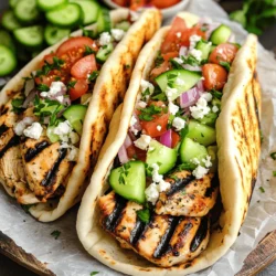 - 1 lb chicken breast, thinly sliced - 3 tablespoons olive oil - 2 tablespoons Greek yogurt - 1 tablespoon lemon juice - 2 cloves garlic, minced - 1 tablespoon dried oregano - Salt and pepper to taste To make Greek chicken gyros, start with fresh chicken breast. I love using thinly sliced chicken. It cooks quickly and soaks up flavors. Olive oil adds richness while Greek yogurt gives creaminess. Lemon juice brightens the dish, making it fresh and zesty. Garlic and dried oregano bring in that classic Greek flavor. Season with salt and pepper to enhance everything. - 4 pita breads - 1 cucumber, diced - 1 tomato, diced - 1/2 red onion, thinly sliced - 1/4 cup feta cheese, crumbled - Fresh parsley for garnish Now, for the fresh ingredients. Pita bread is perfect for wrapping. It holds all the goodness inside. Cucumber and tomato add crunch and color. Red onion gives a nice bite. Don’t forget the feta cheese! It adds a salty, creamy touch. Fresh parsley makes everything look pretty and adds a pop of flavor. - Grill pan or outdoor grill - Mixing bowls - Cutting board - Knife - Serving platter - Parchment paper You will need some basic tools. A grill pan or an outdoor grill works great for cooking the chicken. Mixing bowls help combine the marinade. A cutting board and knife make chopping easy. For serving, a platter lined with parchment paper looks nice. It also keeps everything tidy. For the full recipe, check out the instructions linked above. Enjoy your cooking! To make your chicken gyros flavorful, start with the marinade. In a bowl, combine: - 3 tablespoons olive oil - 2 tablespoons Greek yogurt - 1 tablespoon lemon juice - 2 cloves garlic, minced - 1 tablespoon dried oregano - Salt and pepper to taste Mix these ingredients until they blend well. This marinade adds great taste to the chicken. Next, take your 1 lb chicken breast, thinly sliced, and coat it in the marinade. Make sure every piece gets covered. Cover the bowl and refrigerate for at least 1 hour. If you have time, let it marinate overnight for even more flavor. Now it’s time to grill. Preheat your grill or grill pan over medium-high heat. Once hot, remove the chicken from the marinade. Grill the chicken for 5-7 minutes on each side. Look for a nice char and check the internal temperature. It should reach 165°F (75°C) to be safe to eat. While the chicken grills, warm your pita bread. You can do this on a skillet or directly on the grill. Heat it for about 1 minute on each side. Once the chicken is done, let it rest for a few minutes. Then slice it into bite-sized pieces. To assemble your gyros, take a warm pita bread and lay it flat. Start with a good portion of grilled chicken. Then, add toppings: - Diced cucumber - Diced tomato - Thinly sliced red onion - Crumbled feta cheese Finally, garnish with fresh parsley. Wrap the pita around your filling. Enjoy your delicious Greek chicken gyros! For the full recipe, check out the complete guide. For the best flavor, marinate the chicken for at least one hour. If you have time, let it sit overnight. This allows the chicken to soak up all the tasty flavors. To balance the flavors, adjust the ingredients based on your taste. If you like it tangy, add more lemon juice. If you prefer richer flavors, increase the olive oil or yogurt. To achieve a perfect char, preheat your grill to medium-high heat. Place the chicken on the grill and leave it alone for a few minutes. This helps form those nice grill marks. If you don’t have a grill, you can use a grill pan on the stove. You can also bake the chicken in the oven at 400°F for about 20 minutes. When wrapping your gyros, lay the pita flat and add the chicken first. Then, layer your veggies and feta cheese. This keeps everything from falling out. For presentation, serve the gyros on a platter with parchment paper. Add a side of cucumber and tomato salad for color and freshness. This makes your dish look more appealing and adds a nice crunch! For the full recipe, check out the Full Recipe section. {{image_2}} You can switch up the protein in your gyros. Pork and lamb are classic choices in Greece. They offer rich flavors that pair well with the spices. If you prefer plant-based meals, try marinated tofu or tempeh. These options are tasty and satisfying. Toppings can make your gyros special. You might want to add more veggies like bell peppers or spinach. You can also try different sauces, like a spicy mayo or hummus. A must-have is tzatziki sauce. It’s cool and creamy, made with Greek yogurt, cucumber, and garlic. To make it, mix: - 1 cup Greek yogurt - 1/2 cucumber, grated - 1 clove garlic, minced - 1 tablespoon lemon juice - Salt to taste This sauce adds a bright taste to your gyros. Think about what to serve with your gyros. A Greek salad is a great side. It’s fresh and healthy, with tomatoes, cucumbers, and olives. Roasted veggies also fit well. They add color and flavor to your plate. For drinks, consider serving a light white wine or sparkling water. These drinks will enhance the meal without overpowering it. After enjoying your Greek chicken gyros, store any leftovers properly. Place leftover chicken in an airtight container. You can keep it in the fridge for up to three days. For longer storage, freeze the chicken. It can last for about three months in the freezer. Just make sure to label the container with the date. This way, you'll know when it was stored. When it’s time to eat your leftovers, you have two great options. You can use a microwave or an oven. For the microwave, place the chicken on a microwave-safe plate. Heat it in short bursts, checking often to avoid drying it out. Alternatively, for the oven, preheat to 350°F (175°C). Place the chicken on a baking sheet and cover it with foil. Heat for about 10-15 minutes, until warm throughout. How long can you keep marinated chicken and assembled gyros? Marinated chicken can stay fresh in the fridge for up to two days. If you assemble the gyros, it's best to eat them the same day. The pita can become soggy if stored too long. If you need to prepare ahead, keep the fillings separate. This helps keep everything fresh and tasty. For the best flavor experience, enjoy them soon after making! The best type of chicken for gyros is chicken breast. It cooks well and stays juicy. You can also use chicken thighs if you want more flavor. Just remember to cut it into thin slices for even cooking. This helps each piece soak up the marinade well. Yes, you can make Greek Chicken Gyros in advance! You can marinate the chicken overnight. This will enhance the flavor. Once grilled, you can store the chicken in the fridge for up to three days. Just reheat it before serving. I love serving Greek Chicken Gyros with fresh sides. Here are some great options: - Greek salad with tomatoes and cucumbers - Roasted vegetables for added flavor - Hummus and pita chips for a crunchy snack - Tzatziki sauce for dipping and extra taste Enjoy your gyros with a side of your choice! Greek chicken gyros are a tasty meal that you can make at home. We covered the key ingredients, from chicken and olive oil to fresh veggies and feta. You learned how to marinate, grill, and assemble your gyros for the best flavor. Plus, there are great tips for perfecting your meal and suggestions for storage. Feel free to mix things up with different proteins and toppings. Enjoy your gyros and get creative with variations. You now have the tools to impress your family and friends with this delicious dish.