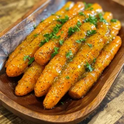 - 1 lb (450g) baby carrots, peeled - 2 tablespoons olive oil - 3 tablespoons honey - 2 tablespoons Dijon mustard - 1 teaspoon garlic powder - 1 teaspoon salt - ½ teaspoon black pepper - Fresh parsley, chopped (for garnish) - Mixing bowl - Whisk - Baking sheet - Parchment paper The key to great honey mustard roasted carrots lies in the ingredients. I always choose fresh baby carrots because they are sweet and tender. You can find these at most grocery stores. If you prefer, you can use regular carrots cut into sticks. For the sauce, I mix olive oil, honey, and Dijon mustard. This blend gives the carrots a sweet and tangy flavor. Garlic powder adds depth, while salt and black pepper enhance the taste. Fresh parsley brings a pop of color and freshness at the end. In terms of tools, a mixing bowl and whisk help you mix the sauce well. A baking sheet lined with parchment paper makes clean-up easy. Using parchment prevents sticking and helps the carrots caramelize nicely. These ingredients and tools create a simple, yet flavorful dish. For the full recipe, check out the section above. - Preheat your oven to 400°F (200°C). - In a large mixing bowl, combine: - 2 tablespoons olive oil - 3 tablespoons honey - 2 tablespoons Dijon mustard - 1 teaspoon garlic powder - 1 teaspoon salt - ½ teaspoon black pepper Whisk these ingredients together until smooth. This mixture gives the carrots their sweet and tangy flavor. - Add 1 lb (450g) of peeled baby carrots to the bowl. - Toss the carrots in the honey mustard mixture until fully coated. - Spread the carrots out in a single layer on a baking sheet lined with parchment paper. Roast the carrots in the preheated oven for about 25-30 minutes. Check them halfway through and toss for even cooking. The goal is to make them tender and slightly caramelized. - Once done, take the carrots out of the oven and let them cool for a couple of minutes. - Transfer the roasted carrots to a serving dish. - Garnish with freshly chopped parsley before serving. For the best look, arrange the carrots neatly. A little sprinkle of parsley adds color and freshness. This dish is sure to impress at any meal. To roast carrots well, start by setting your oven to 400°F (200°C). This temperature helps the carrots cook evenly and caramelize nicely. Roast them for about 25 to 30 minutes. This timing works for baby carrots. Toss them halfway through cooking. This step ensures each carrot gets that perfect roast. Want to add some zing? Try adding spices! A pinch of cayenne pepper can bring heat. Smoked paprika adds a lovely depth as well. Fresh herbs can also boost the flavor. Chopped parsley or thyme is great for garnishing. These herbs will brighten the dish and make it look fresh. If your carrots turn out too soft, they may have cooked too long. Next time, check them a bit sooner. For burnt edges, keep an eye on your oven. If they burn, you can trim off the charred parts. This way, you still enjoy the sweet and tangy taste. Follow these tips, and you will have perfect honey mustard roasted carrots every time. For the complete recipe, check out the [Full Recipe]. {{image_2}} You can use many types of carrots in this dish. Regular carrots are easy to find and tasty. They have a sweet flavor and a nice crunch. Baby carrots are smaller and cook faster. They are perfect for quick meals. If you want color, try a mix of carrots. Purple, yellow, and orange carrots make the dish bright. They also add different tastes. Using a colorful carrot mix makes the meal more fun and appealing. If you want to change the flavor, try using agave syrup instead of honey. Agave gives a similar sweetness and works well in this recipe. You can also switch mustards. Try yellow mustard for a tangy taste or whole grain mustard for texture. Each mustard adds a unique twist to the dish. Mixing flavors can create a new favorite version of honey mustard roasted carrots. This recipe can easily fit different diets. To make it vegan, swap honey for maple syrup or agave syrup. Both options keep the sweetness without honey. For those who need gluten-free meals, this recipe is safe as is. Just check the mustard to ensure it’s gluten-free. These simple changes let everyone enjoy this tasty dish. For the full recipe, check the earlier section! To keep your honey mustard roasted carrots fresh, place them in an airtight container. Let them cool first before sealing. Store the container in the refrigerator. They will stay good for about 3 to 5 days. If you want to save space, you can use a glass container with a tight lid. When it's time to enjoy leftovers, reheating is key. The best way is to use an oven. Preheat the oven to 350°F (175°C). Spread the carrots on a baking sheet. Heat for about 10-15 minutes until warm. This method helps keep the carrots crispy. If you're in a hurry, you can use a microwave. Just heat them in short bursts of 30 seconds, stirring in between. You can keep roasted carrots in the fridge for up to 5 days. If you freeze them, they will last about 2 to 3 months. Watch for signs of spoilage. If the carrots look mushy or have an off smell, it’s best to throw them away. Always trust your senses for food safety! Yes, you can use pre-cut carrots. They save time and effort. However, they might not taste as fresh as whole carrots. Pre-cut carrots may also be uneven in size, leading to uneven cooking. If you choose pre-cut carrots, check for quality. Freshness matters for great flavor. You can prep this dish ahead of time. Peel and cut the carrots a day before. Store them in water in the fridge. This keeps them fresh and crisp. You can also mix the honey mustard sauce in advance. Just toss everything together before roasting. These carrots pair well with many dishes. Try serving them with roasted chicken or grilled fish. They also go great with quinoa or a fresh salad. For a full meal, add some rice or potatoes. Feel free to mix and match! For the complete guide to making these tasty carrots, check out the Full Recipe. In this blog post, we explored how to make delicious honey mustard roasted carrots. We covered the ingredients and the recommended tools you need. The step-by-step instructions help you prepare, cook, and serve. We also shared tips to perfect your dish, fun variations, and proper storage methods. Remember, with simple adjustments, you can personalize this recipe. Whether you stick to the classic or try new flavors, these carrots will shine on your table. Enjoy the crunch and sweetness of this tasty side!