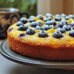 - 1 cup plain yogurt - 1 cup granulated sugar - 1/3 cup vegetable oil - 3 large eggs - Zest of 1 large lemon - Juice of 1 lemon - 2 cups all-purpose flour - 2 teaspoons baking powder - 1/2 teaspoon baking soda - 1/2 teaspoon salt - 1 1/2 cups fresh blueberries - Optional: Powdered sugar for dusting When I make Lemon Blueberry Yogurt Cake, I always start with the right ingredients. The yogurt keeps the cake moist and adds a nice tang. Sugar makes it sweet, while vegetable oil helps it stay tender. Eggs add structure and richness to the cake. Lemon zest and juice brighten the flavor. The zest adds a strong lemon scent, while the juice brings a fresh taste. All-purpose flour is the base for this cake, giving it the right texture. Baking powder and baking soda help it rise, while salt brings out all the flavors. Fresh blueberries are the star of this cake. They burst with juice as you bite into them. You can also dust the cake with powdered sugar for a sweet finish. This simple touch adds a nice look and flavor. - Mixing bowls - Whisk - Spatula - Cake pan - Parchment paper - Toothpick To make this cake, you will need some basic tools. I recommend using mixing bowls for combining your ingredients. A whisk helps mix everything well, while a spatula is great for folding in the blueberries. A cake pan is essential for baking. I like to use parchment paper to make removing the cake easier. Lastly, a toothpick is handy for checking if the cake is done. Just insert it in the center, and if it comes out clean, your cake is ready. For the full recipe, check out the detailed steps to create this delicious treat! 1. Preheat your oven to 350°F (175°C). 2. Grease and flour a 9-inch round cake pan. You can also line it with parchment paper. 3. In a large mixing bowl, combine 1 cup of plain yogurt, 1 cup of granulated sugar, and 1/3 cup of vegetable oil. Mix until it is smooth. 4. Add 3 large eggs one at a time. Beat well after each egg. 5. Stir in the zest and juice from 1 large lemon. Mix until everything is smooth. 1. In another bowl, whisk together 2 cups of all-purpose flour, 2 teaspoons of baking powder, 1/2 teaspoon of baking soda, and 1/2 teaspoon of salt. 2. Gradually add the dry mix to the wet mix. Stir gently until just combined. Be careful not to overmix. 1. Gently fold in 1 1/2 cups of fresh blueberries. Ensure they are evenly mixed into the batter. 2. Pour the batter into the prepared cake pan. Spread it out evenly. 3. Bake for 30-35 minutes. Check if it's done by inserting a toothpick in the center. It should come out clean. 4. Let the cake cool in the pan for 10 minutes. Then, transfer it to a wire rack to cool completely. 5. If you want, dust the top with powdered sugar before serving. Enjoy your Lemon Blueberry Yogurt Cake! For a complete recipe, check the Full Recipe above. - Avoid overmixing the batter. This keeps the cake light and fluffy. Mix just until combined. - Ensure egg temperature is at room temperature. This helps create a smooth batter and better rise. - Best served warm or at room temperature. This enhances the flavor and texture. - Pair with whipped cream or vanilla ice cream. Both add a rich creaminess that complements the cake. - How to dust with powdered sugar. Use a fine sieve to evenly sprinkle sugar on top. It adds a lovely finish. - Adding a lemon glaze for extra flavor. Mix powdered sugar with lemon juice for a tangy topping. Drizzle it over the cake for a bright touch. For the full recipe, check out the details above! {{image_2}} You can switch up the fruits in this cake. Try using raspberries or strawberries. These fruits bring a new taste to your cake. You can also add spices like cinnamon or nutmeg. A pinch of these spices can enhance the flavor. Experiment with combinations to find your favorite mix. For those needing gluten-free options, use almond or coconut flour instead of all-purpose flour. These flours work well and keep the cake moist. If you prefer dairy-free, swap the plain yogurt for a plant-based yogurt. There are many great options that taste just as good. You can make mini cakes or muffins using this recipe. To do this, pour the batter into a muffin tin. Fill each cup about two-thirds full. Bake for about 18-20 minutes. Check with a toothpick to see if they are done. This option is perfect for parties or snacks. You can enjoy them fresh and warm! To keep your Lemon Blueberry Yogurt Cake fresh, store it in the fridge. Wrap the cake well with plastic wrap or foil. You can also place it in an airtight container. This helps keep moisture in and prevents the cake from drying out. The cake will stay good for about five days in the fridge. If you want to save the cake for later, freezing it is a great option. First, let the cake cool completely. Then, slice it into portions. Wrap each slice in plastic wrap tightly. Place the wrapped slices in a freezer bag or airtight container. The cake can last up to three months in the freezer. When you are ready to enjoy it, take a slice out and let it thaw in the fridge overnight. You can also warm it in the microwave for about 15-20 seconds. This brings back its fresh taste. For the full recipe, check out the [Full Recipe]. Can I use frozen blueberries instead of fresh? Yes, you can use frozen blueberries. Just toss them in flour before adding them to the batter. This helps them stay suspended in the cake. Frozen berries may make the batter a bit wetter, so adjust your baking time. How can I make the cake more moist? To add moisture, try using full-fat yogurt or add an extra egg. You can also include a splash of milk or cream in the batter. These tweaks keep the cake soft and tender. What other flavors can I add to the recipe? You can blend in vanilla extract for extra flavor. Almond extract works well too. For a fun twist, try adding a little orange zest or juice. These flavors pair nicely with lemon and blueberries. Why did my cake sink in the middle? Cakes often sink due to overmixing or too much liquid. Make sure you mix just until combined. Check your oven temperature too; if it’s too low, the cake may not rise properly. How can I fix a dry cake? To fix a dry cake, you can brush it with simple syrup. Mix equal parts sugar and water, then heat until the sugar dissolves. Pour it over the cake to add moisture. You can also serve it with whipped cream or yogurt for extra softness. For the full recipe, check out the section above. Enjoy your baking! This recipe offers a simple path to a delightful blueberry cake. You learned the key ingredients, must-have tools, and step-by-step instructions. I shared helpful tips for the best results and ways to make the cake your own. With various options for flavors and dietary needs, there’s something for everyone. Proper storage keeps the cake fresh, and the FAQs answer common questions. Now it’s time to bake and enjoy a delicious treat that fits any occasion. Your blueberry cake awaits, and I can't wait for you to taste it!