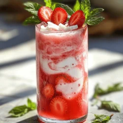 To make this refreshing drink, gather these key ingredients: - 1 cup fresh strawberries, hulled and sliced - 1 cup coconut milk (canned, chilled) - 2 tablespoons coconut cream - 1 tablespoon honey or agave syrup (adjust to taste) - 1 teaspoon vanilla extract - 1 cup sparkling water or club soda - Ice cubes - Fresh mint leaves for garnish This easy drink brightens up any hot day. You blend the strawberries with coconut milk and cream for a rich flavor. Then, you mix in sparkling water for a fun fizz. Fresh strawberries are the star of this drink. They give a bright, sweet taste. Strawberries also add a lovely pink color to the mix. Choose ripe, juicy strawberries for the best flavor. Look for berries that are bright red and firm. They should smell sweet and fresh. If you can, buy organic strawberries. They often taste better and are better for the earth. Coconut milk makes this drink creamy and rich. When picking coconut milk, go for canned options. Canned coconut milk has a thicker texture than cartons. This thickness is key for that creamy feel. Look for a brand with no added sugars or preservatives. You want pure coconut milk for the best taste. Chilling the can helps it blend better. The cold coconut milk will give your drink a refreshing chill! First, gather your ingredients. You need fresh strawberries, coconut milk, coconut cream, honey, and vanilla extract. Place the sliced strawberries, coconut milk, coconut cream, honey, and vanilla in a blender. Blend until smooth and creamy. Taste the mix. If it’s not sweet enough, add more honey. If you want it thinner, add a splash of water and blend again. Next, grab a large glass or mug. Fill it with ice cubes. The ice keeps your drink cold and refreshing. You can use as much ice as you like. Make sure to leave room for the creamy mixture and sparkling water. Now, pour the creamy strawberry blend over the ice. Fill your glass about two-thirds full. Then, slowly top it with sparkling water or club soda. This adds that fizzy effect. Stir gently to mix everything together. Finally, garnish your drink with fresh mint leaves and some strawberry slices. Enjoy this refreshing summer drink! For more details, check out the Full Recipe. When blending, always start with the softer ingredients first. This helps your blender work better. I like to add strawberries and coconut milk first. Blend until smooth. If your mixture is too thick, add a little water. Blend again until it’s creamy. Taste your drink before serving. If it needs more sweetness, add honey or agave. Start with a little and blend again. This lets you control the flavor. You can also add more strawberries for natural sweetness. Remember, fresh fruit is always best. Serve your drink in clear glasses for a pretty look. Fill the glass with ice before pouring in the drink. This keeps it cold and refreshing. Top with mint leaves and strawberry slices for a fun touch. You can also add a colorful straw for extra flair. For more ideas, check out the Full Recipe. {{image_2}} You can switch up the fruit in this drink for fun flavors. Try using ripe mangoes for a tropical taste. You can also use blueberries for a tasty twist. Peaches add a sweet and juicy note. Just blend them in with the coconut milk and cream. Each fruit gives a unique taste and color. If you want a dairy-free drink, you have options. Almond milk works well if you like a nutty flavor. Oat milk is also a great choice for a creamy texture. Coconut cream adds richness without dairy. Just use the same amounts as you would coconut milk. These swaps keep the drink tasty and fresh. The fizz in your drink comes from the sparkling water. You can use club soda for a classic choice. Flavored sparkling waters can add new tastes, like lime or berry. You can also try tonic water for a slight bitter twist. Each option changes the flavor a bit, so feel free to experiment for your ideal drink. To store leftover strawberry coconut cream soda, first pour it into a clean, airtight container. Make sure to leave some space at the top to allow for gas expansion. Seal the container tightly, and keep it in the fridge. Drink it within two days for the best taste. If the soda separates, just give it a gentle stir before serving. You can reuse any leftover ingredients easily. For example, if you have extra coconut milk or strawberries, blend them into smoothies or use them in oatmeal. Coconut cream can also add richness to desserts. This way, you waste less and enjoy more delicious meals. Knowing how long your ingredients last helps keep your drink fresh. Fresh strawberries usually last about 3 to 5 days in the fridge. Coconut milk can last 7 to 10 days once opened. Coconut cream also lasts about a week in the fridge. Always check for any off smells or changes in color. This keeps your strawberry coconut cream soda tasting fresh and yummy. Yes, you can make this drink ahead of time. Blend the strawberries and coconut mix. Store it in the fridge for up to 24 hours. When you're ready to serve, just add ice and sparkling water. This keeps it fresh and fizzy. You can enjoy a quick treat anytime! This recipe is almost vegan! Just swap honey with agave syrup. Both are sweet and tasty. The rest of the ingredients are already vegan. So, feel free to blend away and enjoy a creamy, plant-based drink that everyone will love. You can find the ingredients at most grocery stores. Look for fresh strawberries in the produce aisle. Canned coconut milk is usually in the international section. Honey or agave syrup can be found near the sweeteners. Finally, grab some sparkling water or club soda in the beverage aisle. If you want the full recipe, check it out for more details! This blog post guides you through making a refreshing strawberry beverage. You learned about key ingredients, like fresh strawberries and coconut milk. I shared step-by-step instructions for blending and serving. I also offered tips on adjusting sweetness and best storage practices. You can explore variations with different fruits and sparkling water. Keep these points in mind for tasty results. Enjoy making your drink. You’ll impress your friends and family with your skills.
