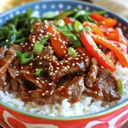 For Korean Beef Bulgogi Bowls, you will need: - 1 lb beef sirloin, thinly sliced - 1/4 cup soy sauce - 2 tablespoons brown sugar - 1 tablespoon sesame oil - 1 tablespoon grated ginger - 3 cloves garlic, minced - 1 small onion, thinly sliced - 1 red bell pepper, thinly sliced - 2 green onions, chopped - 1 cup cooked jasmine rice - Sesame seeds for garnish - Salt and pepper, to taste - Sriracha or gochujang (for serving) - Optional: 1 cup of fresh spinach or bok choy To make these bowls, gather these tools: - Large mixing bowl - Whisk - Skillet or wok - Cooking spoon - Knife and cutting board - Measuring cups and spoons Using fresh ingredients makes a big difference. Choose high-quality beef sirloin for tenderness. Fresh vegetables add crunch and color. For the best flavor, use natural soy sauce without additives. If you can, buy organic ginger and garlic. They will enhance the taste and aroma. Fresh herbs like green onions should look vibrant. They add brightness to your dish. Make sure all your ingredients are ready before you start cooking. This helps you stay organized and enjoy the cooking process. For the full recipe, check out the provided link. To start, grab a large bowl. In this bowl, whisk together the soy sauce, brown sugar, sesame oil, grated ginger, and minced garlic. Mix until everything is well combined. This sweet and savory mix is key to great flavor. Next, add the thinly sliced beef sirloin. Make sure each piece gets coated with the marinade. Cover the bowl with plastic wrap and put it in the fridge. Let it marinate for at least 30 minutes. If you have extra time, let it sit for up to 2 hours. This makes the beef really tasty. Now, let’s cook the veggies. Heat a little oil in a large skillet or wok over medium-high heat. Once the oil is hot, add the sliced onions and red bell peppers. Sauté them for about 3 to 5 minutes. You want them to become tender but not mushy. If you like, toss in fresh spinach or bok choy. Cook them just until they wilt. After that, remove the veggies from the skillet and set them aside. This step adds color and crunch to your bowls. In the same skillet, add the marinated beef along with all the marinade. Cook it for about 5 to 7 minutes. Stir often to keep the beef from sticking. You'll know it's done when the beef is browned and cooked through. Season it with salt and pepper to taste. The marinade helps to create a rich flavor that you will love. It’s time to make the bowls! Start by dividing the cooked jasmine rice among your serving bowls. Top each bowl with the beef bulgogi and the sautéed vegetables. For a finishing touch, sprinkle chopped green onions and sesame seeds on top. If you like some heat, serve with Sriracha or gochujang on the side. Enjoy your flavorful Korean Beef Bulgogi Bowls! For the complete recipe, check [Full Recipe]. To get the best flavor, marinate your beef right. Use a large bowl. Mix soy sauce, brown sugar, sesame oil, ginger, and garlic. Make sure to coat every piece of beef. Cover the bowl tightly. Let it sit in the fridge for at least 30 minutes. For deeper flavor, marinate for up to 2 hours. This allows the beef to soak up all those tasty juices. Cooking beef bulgogi needs some care. First, use thin slices of beef sirloin. This cut cooks quickly and stays tender. Heat your skillet or wok over medium-high heat. Add a little oil to avoid sticking. Once hot, add the marinated beef. Cook for about 5-7 minutes. Stir often to make sure it cooks evenly. If you see the beef browning, you are doing it right. Make your bulgogi bowls look great. Start with a base of jasmine rice. Then, add the beef and veggies on top. Sprinkle chopped green onions and sesame seeds for color. For a pop of flavor, serve with a side of kimchi. This adds a traditional touch. Use a colorful dish to make the bright ingredients stand out. You want each bowl to look as good as it tastes! Check out the Full Recipe to get all the details. {{image_2}} You can switch beef for other proteins. Chicken or pork works well in this dish. Tofu is great too. It absorbs the tasty marinade. For a seafood twist, try shrimp. Just remember to adjust cooking times. Shrimp cooks quickly and needs less time than beef. To make this recipe vegetarian or vegan, use plant-based protein. Firm tofu or tempeh can replace beef. Marinate them just like the beef. Use soy sauce and sesame oil for flavor. Add extra veggies like mushrooms or zucchini. They add depth and texture. You can still enjoy that savory taste. Serving your bulgogi bowls can be fun and creative. Try different grains like quinoa or brown rice. They add a nutty flavor. You can also serve it in lettuce wraps. This makes a fresh, crunchy dish. For a twist, add kimchi or pickled veggies on top. They bring brightness and tang to every bite. To store your leftover Korean Beef Bulgogi Bowls, let them cool first. Place the beef and veggies in an airtight container. Separate the rice to keep it fresh. Store everything in the fridge for up to three days. This keeps the flavors intact and helps prevent spoilage. When it's time to eat leftovers, reheat gently. Use the microwave for quick warming. Place the rice on one side and the beef and veggies on the other. Heat in 30-second intervals until hot. You can also use a skillet. Heat over medium heat for about 5 minutes. Stir often to warm evenly and avoid burning. You can freeze the beef bulgogi bowls, but do it right. Let the food cool completely before freezing. Place the beef and veggies in a freezer-safe bag or container. Squeeze out the air to prevent freezer burn. You can freeze the rice too, but it may change texture. Store for up to three months. When ready to eat, thaw overnight in the fridge. Reheat as mentioned above. For the full recipe, check the detailed instructions to make this tasty meal again! Bulgogi is a popular Korean dish made from marinated beef. The name means "fire meat." This dish dates back to the Goguryeo era, over 2,000 years ago. Originally, people grilled the beef over an open flame, giving it a smoky flavor. Today, you can find bulgogi in many forms, like grilled or stir-fried. The marinade often includes soy sauce, sugar, sesame oil, and garlic. This blend creates a sweet and savory taste that is simply irresistible. Yes, you can use different cuts of beef for bulgogi. While sirloin is common, you can try ribeye, flank steak, or even tenderloin. The key is to slice the beef thinly against the grain. This helps ensure the meat stays tender and easy to chew. You can also experiment with marinating chicken or pork if you want to switch things up. Korean Beef Bulgogi is typically not very spicy. The flavor comes from the marinade, which is sweet and savory. However, you can adjust the spice level to your liking. If you want heat, add sriracha or gochujang on the side. You can also mix some into the marinade for a kick. Just remember to start with a little and taste as you go! You can serve bulgogi bowls with many sides. Cooked jasmine rice is a must, as it soaks up the delicious sauce. A side of kimchi adds tang and crunch. You can also add pickled vegetables for extra flavor. If you like greens, add spinach or bok choy to the bowl. These toppings make the meal colorful and nutritious. For a fun twist, try serving your bulgogi in lettuce wraps! You can find the complete recipe for savory Korean Beef Bulgogi Bowls [here](#). This recipe guides you step-by-step to create a satisfying meal. Each serving of Korean Beef Bulgogi Bowls is packed with flavor and nutrition. Here’s a quick look at the nutritional values per serving: - Calories: Approximately 450 - Protein: 30g - Carbohydrates: 50g - Fat: 15g - Fiber: 2g - Sugar: 5g These bowls offer a good balance of protein and carbs. You also get healthy fats from sesame oil and nutrients from fresh veggies. If you love Korean cuisine, you might want to explore more. Here are some great resources: - Korean Cookbooks: Look for books that focus on authentic recipes. - Online Cooking Classes: Many chefs offer classes on Korean cooking. - YouTube Channels: Channels dedicated to Korean food can provide visual guidance. - Food Blogs: Search for blogs that share tips and recipes for Korean dishes. These resources will help expand your knowledge and skills in Korean cooking. Enjoy your culinary journey! In this blog post, we explored the essentials for creating delicious Korean Beef Bulgogi Bowls. We covered the complete ingredient list, necessary tools, and tips for quality. Then, we provided step-by-step instructions for each part of the bowl, from marinating to assembly. I shared handy tips for marinating, cooking beef, and serving. We even discussed variations, storage, and common questions. Remember, with these steps, you can make flavorful bowls that impress friends and family. Enjoy your cooking journey and savor the taste!
