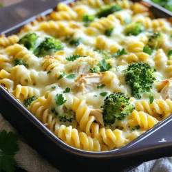 - 2 cups cooked rotini pasta - 2 cups cooked chicken breast, shredded - 2 cups Alfredo sauce (store-bought or homemade) - 1 cup broccoli florets, steamed - 1 cup mozzarella cheese, shredded - 1/2 cup parmesan cheese, grated - 1 teaspoon garlic powder - 1 teaspoon Italian seasoning - Salt and pepper to taste - Fresh parsley for garnish (optional) Gathering the right ingredients is key to making your Easy Chicken Alfredo Bake a hit. Start with rotini pasta, as its curls hold the sauce well. You will need cooked chicken breast, which can be shredded from leftovers or rotisserie chicken. The Alfredo sauce adds creaminess, so choose your favorite brand or make your own. Next, add steamed broccoli for some color and nutrition. The cheeses—mozzarella and parmesan—bring a lovely stretch and flavor. For seasoning, garlic powder and Italian seasoning enhance the dish. Finally, salt and pepper add a touch of balance. If you like, sprinkle fresh parsley on top for a pop of freshness. Make sure to check out the Full Recipe for detailed steps on how to bring these ingredients together into a delicious meal. 1. Preheat your oven to 350°F (175°C). This step warms up the oven, so your dish bakes evenly. 2. In a large mixing bowl, combine the cooked rotini pasta, shredded chicken, steamed broccoli, Alfredo sauce, garlic powder, Italian seasoning, salt, and pepper. Mix well until all ingredients are evenly coated. This ensures each bite is full of flavor. 1. Transfer the mixture into a greased 9x13 inch baking dish and spread it evenly. This will help the dish cook nicely. 2. Sprinkle the shredded mozzarella cheese and grated parmesan cheese evenly over the top. The cheese will melt and create a tasty crust. 3. Cover the baking dish with aluminum foil and bake in the preheated oven for 20 minutes. This helps the flavors blend together. 1. Remove the foil and bake for an additional 10 minutes, or until the cheese is bubbly and golden brown. This is when your kitchen will start to smell amazing. 2. Once baked, let it cool for a few minutes. This cooling time helps set the dish. You can garnish with fresh parsley if you like. Now, it’s ready to serve and enjoy! - Use leftover rotini or rotini from previous meals. It saves time and reduces waste. - Pre-cook chicken breast to save time. This step makes your dish come together faster. - Serve with garlic bread or mixed greens. This adds flavor and complements the meal well. - Ideal for meal prep and family gatherings. It’s easy to make and feeds many people. - Adjust seasoning to taste. Add more salt, pepper, or garlic powder if needed. - Experiment with different cheeses. Try cheddar or gouda for a new flavor twist. By following these tips, you can make your Easy Chicken Alfredo Bake even better. For the complete recipe, check out the Full Recipe section. {{image_2}} You can change this dish up easily. Use penne pasta instead of rotini. This swap gives a new look and feel to your meal. If you want to try something different, swap chicken for shrimp or beef. Both proteins cook well and add unique flavors. If you love a homemade touch, try making your own Alfredo sauce. It can taste even better than store-bought. You can also experiment with a cream sauce or a cheese blend. Mixing different cheeses can create a rich and creamy texture. Want to make it more colorful and healthy? You can add vegetables like bell peppers or spinach. They will add crunch and nutrition. If you like spice, try adding crushed red pepper. This simple addition gives your dish a nice kick. Store any leftovers in airtight containers. This keeps your Easy Chicken Alfredo Bake fresh for up to 3 days. Make sure to let it cool before sealing it up. This way, it won’t get soggy. You can freeze your Easy Chicken Alfredo Bake before baking it. Just prepare the dish and cover it well. It’s perfect for a quick meal later. When you're ready to bake, thaw it in the fridge overnight. This ensures even cooking and great texture. For the best texture, reheat your dish in the oven. Set it to 350°F (175°C) and cover it with foil. This keeps it moist. You can also microwave it for quick meals. Just use a microwave-safe dish and cover it loosely. Heat in short bursts to avoid overheating. Yes, you can make this dish a day before. Just prepare it and store it in the fridge. When you are ready to bake, take it out and follow the baking steps. This makes it easy for busy days and family dinners. To make homemade Alfredo sauce, melt butter in a pan. Add heavy cream and heat until warm. Stir in grated parmesan cheese and season with salt and pepper. This sauce is creamy and rich. You can also add garlic or herbs for extra flavor. You can use tofu or chickpeas instead of chicken. This makes it a great vegetarian option. Tofu will soak up the sauce well, while chickpeas add a nice texture. Feel free to add your favorite veggies too. Check for bubbling cheese on top. The cheese should also be golden brown. If both of these signs are present, your dish is ready to enjoy. The smell will also fill your kitchen, making it hard to wait! This dish combines rotini, chicken, Alfredo sauce, and veggies. It makes a creamy, tasty meal. You can customize it with different proteins and sauces. Store it easily and enjoy leftovers for days. Remember, experimenting with flavors enhances your dish. Now, gather your ingredients, follow the steps, and enjoy a delicious homemade meal. Cooking should be fun, so enjoy every bite!