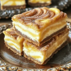 To make churro cheesecake bars, you need some simple ingredients. Here’s what you’ll need: - 1 ½ cups all-purpose flour - ½ teaspoon baking powder - ½ teaspoon cinnamon - ½ teaspoon salt - ½ cup unsalted butter, softened - 1 cup brown sugar, packed - 1 large egg - 1 teaspoon vanilla extract - 8 oz cream cheese, softened - ½ cup granulated sugar - 1 teaspoon lemon juice - 1 tablespoon cinnamon sugar (for topping) These ingredients come together to create a sweet, creamy treat. The combination of cream cheese and brown sugar gives a rich flavor. The cinnamon adds warmth and spice, making each bite feel special. When you pick your ingredients, quality matters. Use fresh cream cheese for the best texture. Softened butter mixes better, so let it sit out before you start. For the flour, all-purpose works great. If you want to make it gluten-free, you can find a suitable blend. Each ingredient plays a role in the final taste. Follow the Full Recipe for the exact steps to create these delicious bars. 1. Preheat your oven to 350°F (175°C). 2. Line an 8x8-inch baking pan with parchment paper. Leave some paper overhang for easy removal. 3. In a medium bowl, mix together the flour, baking powder, cinnamon, and salt. Set this bowl aside. 4. In a large bowl, beat the softened butter and brown sugar with an electric mixer. Mix until it turns light and fluffy; this takes about 2-3 minutes. 5. Add the large egg and vanilla extract to the butter mixture. Beat until everything is fully combined. 6. Gradually add the dry mixture to the wet mixture. Mix until just combined; do not overmix. 7. Spread half of the batter into the prepared baking pan. Smooth it out evenly. 8. In another bowl, beat the softened cream cheese, granulated sugar, and lemon juice until smooth and creamy. 9. Spread the cream cheese mixture evenly over the layer of batter in the pan. 10. Drop spoonfuls of the remaining batter on top of the cream cheese layer. Gently swirl with a knife to create a marbled effect. 11. Bake in the preheated oven for 30-35 minutes. The edges should be golden brown, and a toothpick in the center should come out clean. 12. When done, remove from the oven and sprinkle the top with cinnamon sugar right away. 13. Let the bars cool in the pan for at least 30 minutes. Use the parchment paper to lift them out. 14. Cut into bars and serve warm or at room temperature. For the full recipe, check the earlier section. Enjoy making these churro cheesecake bars; they are sure to impress! To achieve the perfect texture in your churro cheesecake bars, you must pay close attention to mixing. Start by creaming the butter and brown sugar well. This step adds air, making the bars light. When you mix the dry ingredients with the wet, stop as soon as they blend. Overmixing can lead to tough bars. Aim for a soft batter that is just combined. For a stunning presentation, use a decorative plate. Cut the bars into neat squares. A sprinkle of cinnamon sugar on top adds a nice touch. You can also serve them with a dollop of whipped cream. This adds both flavor and flair. A drizzle of chocolate sauce pairs well with the bars, enhancing their richness. Adjusting the sweetness can make a big difference. If you like a sweeter bar, add a bit more granulated sugar. For a bolder cinnamon flavor, don't be shy with the cinnamon in the batter and the topping. You can also experiment with adding a pinch of nutmeg. This can elevate the flavor and make your bars even more delightful. For the Full Recipe, check the earlier sections. {{image_2}} You can easily change the flavor of churro cheesecake bars. Adding chocolate chips makes them even more delicious. Just mix in about half a cup before spreading the batter. You can also try different cream cheese flavors. Strawberry or pumpkin spice cream cheese can create a fun twist. If you need gluten-free options, you can swap the all-purpose flour. Use a gluten-free flour blend to make the crust. For those who are dairy-free, try using almond or coconut cream cheese. Both options work great and taste amazing. Seasonal flavors can make your churro cheesecake bars special. For fall, make pumpkin spice churro cheesecake bars. Just add pumpkin puree and spice to the cream cheese mix. In summer, add lemon zest for a fresh and bright flavor. This small change makes the bars taste light and refreshing. For the full recipe, check out the link above! You can freeze or refrigerate the unbaked churro cheesecake bar mixture. If you plan to freeze it, wrap the bowl tightly with plastic wrap. This helps keep out air and moisture. You can freeze the mixture for up to three months. When you are ready to bake, thaw it in the fridge overnight. If you refrigerate the mixture, use it within two days. Place it in an airtight container to keep it fresh. This way, you can have a quick dessert ready to bake! The best way to store baked churro cheesecake bars is in an airtight container. You can keep them at room temperature for up to two days. If you want them to last longer, place them in the fridge. They will stay fresh for about five days when refrigerated. Make sure to let the bars cool completely before storing. This helps prevent sogginess. If you have leftovers, place parchment paper between the layers in the container. This keeps them from sticking together. To reheat churro cheesecake bars, use the oven for the best texture. Preheat your oven to 300°F (150°C). Place the bars on a baking sheet and cover them with foil. Reheat for about 10-15 minutes. You can also use the microwave if you are in a hurry. Heat each bar for 15-20 seconds at a time. Keep an eye on them so they do not get too hot. Enjoy your leftovers warm or at room temperature! They taste great either way. For an extra treat, add a sprinkle of cinnamon sugar on top before serving. What is the origin of churro cheesecake bars? Churro cheesecake bars blend two beloved treats: churros and cheesecake. Churros come from Spain, while cheesecake has roots in ancient Greece. This dessert combines their best parts into one tasty bar. Can I use low-fat cream cheese? Yes, you can use low-fat cream cheese. It will still taste great. Just keep in mind that the texture may be slightly different. How do I know when the bars are done baking? The bars are done when the edges turn golden brown. Insert a toothpick into the center. If it comes out clean, your bars are ready. Can I double this recipe? Yes, you can double this recipe. Use a larger baking pan, such as a 9x13-inch size, to fit all the batter. Adjust the baking time if needed. What can I substitute for brown sugar? If you don't have brown sugar, use granulated sugar mixed with a bit of molasses. You can also use coconut sugar or honey for a different flavor. Why are my bars not rising? If your bars do not rise, make sure the baking powder is fresh. Also, check if you mixed the batter enough to incorporate air. What to do if the cream cheese filling is too runny? If the cream cheese filling is too runny, chill it for a while. A cold filling holds its shape better. You can also add more cream cheese to thicken it up. This blog post covered how to make delicious churro cheesecake bars. You learned the key ingredients, clear steps, and helpful tips for perfecting your bake. I also shared tasty variations and storage tips. With this guide, you can create treats that impress everyone. Trust your skills, and have fun in the kitchen. Enjoy your baking journey and explore new flavors!