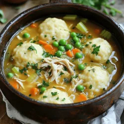To make easy chicken and dumplings, gather these ingredients: - 1 pound boneless, skinless chicken thighs - 4 cups chicken broth - 1 cup carrot, diced - 1 cup celery, diced - 1 medium onion, chopped - 1 teaspoon garlic powder - 1 teaspoon dried thyme - 1 teaspoon salt - ½ teaspoon black pepper - 1 cup frozen peas - 2 cups all-purpose flour - 1 tablespoon baking powder - ½ teaspoon salt - 1 cup milk - ¼ cup butter, melted - Fresh parsley for garnish Using fresh ingredients makes a big difference. Fresh chicken thighs give rich flavor. Fresh veggies add crunch and color. I suggest using low-sodium chicken broth. This helps control salt levels. Quality ingredients let the dish shine. Always choose what looks and smells best. You can change a few ingredients if needed. For chicken, try bone-in thighs for more taste. If you prefer, you can use chicken breasts. Instead of peas, you could add corn or green beans. If you want a lighter option, use skim milk. You can also try whole wheat flour for dumplings for added fiber. These swaps keep the recipe fun and flexible. Start by gathering your ingredients. You need chicken thighs, broth, carrots, celery, onion, garlic powder, thyme, salt, and pepper. In a large pot, add the chicken thighs and pour in the chicken broth. Next, toss in the diced carrots, celery, and chopped onion. Sprinkle in the garlic powder, thyme, salt, and pepper. Heat this mixture over medium-high heat. Once it starts to boil, reduce the heat to low. Let it simmer for about 15 to 20 minutes. This cooking time ensures the chicken is tender and juicy. After that, take out the chicken and let it cool for a few minutes. Use two forks to shred the chicken into bite-sized pieces. Return the shredded chicken back to the pot. In a mixing bowl, combine the flour, baking powder, and half a teaspoon of salt. Mix these dry ingredients well to avoid lumps. In another bowl, whisk together the milk and melted butter until smooth. Pour this milk mixture into the bowl with the dry ingredients. Stir just until combined. Be careful not to overmix; that can make the dumplings tough. Now it’s time to add the dumplings to the pot. Using a spoon, drop spoonfuls of the batter into the simmering broth. Make sure to leave some space between each dumpling; they will expand as they cook. Cover the pot and cook the dumplings for about 10 to 12 minutes. They should rise and become fluffy. Once the dumplings are cooked, stir in the frozen peas. Let it simmer for another 2 to 3 minutes until the peas are warm. Taste the broth and adjust the seasoning if needed. This dish is now ready to serve hot, garnished with fresh parsley for a pop of color. For the full recipe, check out the section above! To make soft and fluffy dumplings, follow these tips. First, mix your dry and wet ingredients gently. Overmixing will make them tough. Next, drop spoonfuls of batter into the simmering broth. Space them out so they have room to grow. Don’t lift the lid while they cook. This keeps the steam in, helping them rise. A few common mistakes can ruin your dumplings. One big mistake is using cold ingredients. Your milk and melted butter should be at room temperature. Another mistake is overcrowding the pot. If you crowd the dumplings, they won’t cook evenly. Lastly, don’t skip the resting time for the chicken. This helps the flavors blend well. To boost flavor, try adding fresh herbs. Chopped parsley or thyme can add a nice touch. You can also use homemade broth instead of store-bought. It brings a richer taste. If you want a bit of heat, add a pinch of cayenne pepper. This small change can make your dish pop. For more details on how to make this dish, check out the Full Recipe. {{image_2}} You can switch the chicken for other proteins. Turkey works well here. You can also use diced pork or even beef. Each option gives a new twist. If you choose turkey, use the same amount as chicken. For pork or beef, they may need longer cooking times. Always ensure the meat is fully cooked. This keeps your meal safe and tasty. To make this dish vegetarian, swap the chicken for hearty vegetables. Use mushrooms, zucchini, or chickpeas. These add depth and flavor. For broth, use vegetable broth instead of chicken broth. This change makes it just as comforting. The dumplings stay the same, so you can enjoy that fluffy texture. You can change the spices and herbs to fit your taste. Try using rosemary or sage for a different flavor. You can also add a pinch of cayenne for heat. If you want a citrus twist, add lemon zest. Fresh herbs like dill or basil can brighten the dish. Feel free to experiment with what you have on hand. This makes the dish your own. The full recipe gives you a great base to start from. To store leftover chicken and dumplings, let the dish cool down. Transfer it to an airtight container. This keeps moisture in and prevents odors from mixing. You can store it in the fridge for up to three days. Make sure to label the container with the date. This helps you keep track of freshness. When you're ready to eat, you can reheat chicken and dumplings on the stove or in the microwave. If using the stove, place the dish in a pot. Add a splash of broth or water to keep it moist. Heat over medium-low until warm. If you prefer the microwave, put a serving in a bowl. Cover it loosely with a microwave-safe lid. Heat in 30-second intervals, stirring in between, until hot. You can freeze chicken and dumplings for later. First, let the dish cool completely. Then, place it in a freezer-safe container. Make sure to leave some space at the top, as the soup will expand. You can freeze it for up to three months. To enjoy it later, thaw it in the fridge overnight before reheating. This keeps the flavors and texture intact. Enjoy your comforting meal whenever you like! To make Easy Chicken and Dumplings from scratch, start by cooking the chicken and broth. Use boneless, skinless chicken thighs for tender meat. Combine them with chicken broth, diced carrots, celery, chopped onion, garlic powder, thyme, salt, and pepper in a pot. Bring this to a boil, then let it simmer for about 15 to 20 minutes. After that, shred the chicken and put it back in the pot. Next, make the dumpling batter. Mix flour, baking powder, and salt in one bowl. In another bowl, whisk milk and melted butter. Combine both mixtures until just mixed. Drop spoonfuls of this batter into the simmering broth. Cover the pot and let them cook for about 10 to 12 minutes. Once done, stir in frozen peas and serve hot. For the full recipe, check the section above. Yes, you can use a slow cooker for Easy Chicken and Dumplings. Start by adding your chicken, broth, and veggies to the slow cooker. Cook on low for 6 to 8 hours or high for about 4 hours. When the chicken is tender, shred it and return it to the slow cooker. For the dumplings, prepare the batter as before. Drop spoonfuls into the slow cooker about 30 minutes before serving. Cover the lid and let them cook until they rise. Chicken and Dumplings is a filling meal on its own. However, some great side dishes can complement it nicely. You can serve a simple green salad with a light dressing. Roasted vegetables also make a great side. For a heartier option, consider cornbread or biscuits. These sides add variety and balance to your meal, making it even more enjoyable. In this post, we covered the key ingredients and steps for making easy chicken and dumplings. You learned about ingredient quality, substitutions, and cooking techniques to avoid mistakes. We also explored variations for different diets, along with storage tips. This dish is not just simple; it’s also full of flavor and comfort. Now, you can enjoy delicious homemade chicken and dumplings with friends and family. Get cooking!