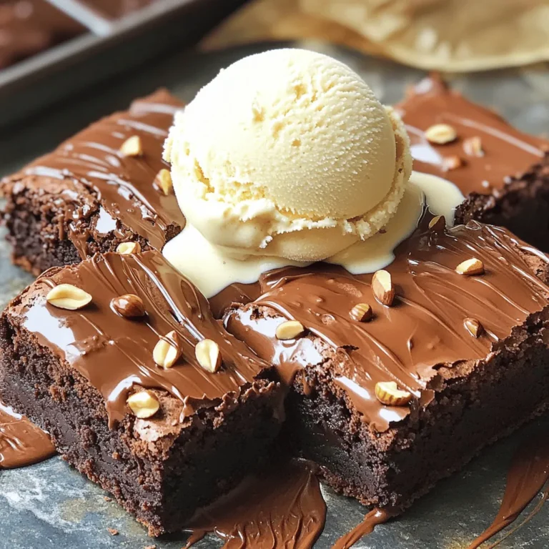 Nutella is the heart of these brownies. It brings a rich, chocolatey flavor. You need 1 cup of Nutella for this recipe. The creamy texture makes the brownies fudgy and smooth. Its sweetness balances well with the other ingredients. You can use store-bought Nutella, or even homemade if you prefer. Next, you need 2 large eggs. Eggs help bind the mixture and give it structure. They turn the batter into a fluffy treat as it bakes. When you mix the eggs with Nutella, they create a smooth blend. This blend is essential for a gooey brownie. Make sure to whisk them well with the Nutella for the best outcome. Finally, use 1/2 cup of all-purpose flour. This ingredient helps hold the brownies together. It adds just the right amount of density. When you mix in the flour, be gentle. You want the mixture to stay thick and fudgy. Avoid overmixing to keep that soft texture. This simple ingredient adds stability to the brownies without altering the flavor. For the complete recipe, check out the [Full Recipe]. Start by preheating your oven to 350°F (175°C). This gives your brownies a great bake. Next, get an 8x8 inch baking pan. You can grease it lightly or line it with parchment paper. This makes it easy to lift the brownies out later. In a mixing bowl, add 1 cup of Nutella and 2 large eggs. Use a whisk to mix them. Stir until the blend is smooth and creamy. This is where the magic begins! The Nutella adds a rich chocolate flavor, while the eggs give it structure. Now, it’s time to add the dry ingredient. Gradually mix in 1/2 cup of all-purpose flour. Stir gently until just combined. Do not overmix! You want your batter to stay thick and fudgy. The right texture is key for delicious brownies. Pour the brownie batter into your prepared baking pan. Spread it evenly with a spatula. Place the pan in the preheated oven. Bake for about 20-25 minutes. To check if they are done, insert a toothpick in the center. It should come out with a few moist crumbs. Once done, take them out and cool for at least 10 minutes before slicing. Enjoy your Nutella brownies! For detailed instructions, see the Full Recipe. To get that rich fudgy texture, do not bake the brownies too long. The key is to pull them out when a toothpick shows a few moist crumbs. Overbaking turns these soft treats into dry brownies. Keep an eye on the time. If it's your first time, check them early. Mix the batter just until you see no dry flour. Overmixing can make your brownies tough. You want a thick and smooth batter. I recommend using a spatula to fold the flour into the Nutella and eggs. This method keeps your brownies soft and chewy. These Nutella brownies shine when you serve them warm. A scoop of vanilla ice cream on top adds creaminess. You can drizzle more Nutella over the ice cream for extra sweetness. This combo creates a delightful contrast in temperature and texture. For the full recipe, refer back to the main section. {{image_2}} To make Nutella swirl brownies, you can add more Nutella. After mixing the main ingredients, take a spoonful of Nutella. Drop it onto the batter in the pan. Use a knife to swirl it gently. This gives you a nice mix of flavors. The swirls look pretty and taste amazing! You can make these brownies gluten-free. Instead of all-purpose flour, use almond flour or coconut flour. Both work well and keep the brownies moist. Keep in mind that the texture may change a bit. Always check the package for the right amount to use. Want to add some crunch? Try adding nuts or chocolate chips. Walnuts or pecans add a great texture. You can mix in about half a cup before baking. This extra step makes your brownies even more special. They will be rich and delicious. For a sweeter treat, chocolate chips are a great choice! You can add them in the same way. For the full recipe, check out the details above. To keep your brownies fresh, place them in an airtight container. You can stack them with parchment paper between layers to avoid sticking. Store them at room temperature for up to four days. If you want them to last longer, refrigeration is a good option. Just remember, cold brownies may taste more dense. If you want to save some for later, freezing is easy. First, let the brownies cool completely. Then, cut them into squares. Wrap each square in plastic wrap. Place the wrapped brownies in a freezer bag or container. They can last up to three months in the freezer. When you are ready to eat them, just thaw at room temperature or heat in the microwave. For the best taste, reheat your brownies in the oven. Preheat the oven to 350°F (175°C). Place the brownies on a baking sheet and warm for about 5-10 minutes. This keeps them soft and gooey. If you prefer the microwave, heat for 10-15 seconds. Enjoy warm brownies with ice cream for a special treat! Check the [Full Recipe] for more tips on making these brownies. This recipe is simple and quick. You only need three main items: Nutella, eggs, and flour. This makes it easy to whip up a sweet treat without a long list of ingredients. Nutella brings rich chocolate flavor, while eggs give the brownies structure. The flour acts as a binder, creating that perfect fudgy texture. Yes, you can! While classic Nutella is the star here, you can try different flavors. Look for Nutella with hazelnut or even other chocolate spreads. Just keep the same amount to maintain the brownie texture. Experimenting with flavors can lead to fun new brownies! These brownies can last for about four to five days at room temperature. Keep them in an airtight container. If you want them to last longer, you can store them in the fridge for up to a week. They may get a bit firmer in the fridge, but they will still taste amazing. Yes, you can substitute eggs if needed. Try using unsweetened applesauce or mashed bananas. Use about a quarter cup for each egg. These options add moisture and sweetness. Keep in mind that the texture might change a bit, but they will still be delicious. If you don't have all-purpose flour, no worries! You can use almond flour or oat flour instead. Each option gives a unique taste and texture. If using almond flour, make sure to check the baking time. It might need a few extra minutes. Get creative with what you have! For the complete guide, be sure to check out the Full Recipe. This blog post covered how to make easy three-ingredient brownies. Nutella gives them rich flavor, eggs add structure, and flour binds everything. I shared steps from mixing to baking. You now know tips for perfecting fudgy brownies and variations to try. Store leftovers easily and reheat for a warm treat. Enjoy making these delicious brownies. They are fun, simple, and sure to delight anyone who tries them!