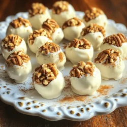 - 1 cup pumpkin puree - 1 ½ cups vanilla wafer crumbs - ½ cup cream cheese, softened The main ingredients create a rich and creamy base for your truffles. Pumpkin puree adds moisture and flavor. Vanilla wafer crumbs give a sweet crunch. Cream cheese binds everything together for a smooth texture. - 1 teaspoon pumpkin pie spice - ½ teaspoon cinnamon - 1 tablespoon maple syrup These flavor enhancers bring warmth and sweetness. Pumpkin pie spice adds classic fall flavors. Cinnamon gives a cozy touch. Maple syrup sweetens the mix and enhances the pumpkin taste. - 1 cup white chocolate chips - ¼ cup chopped pecans (or walnuts) - Pinch of salt The coating turns your truffles into a treat. White chocolate chips create a sweet shell. Chopped pecans or walnuts add a nice crunch. A pinch of salt balances the sweetness. For the full recipe, you can find all steps on the main page. Start by taking a mixing bowl. Combine the pumpkin puree and cream cheese. Use a spatula or a mixer to blend them until smooth. Then, add the pumpkin pie spice, cinnamon, maple syrup, and vanilla extract. Mix until everything is well combined. Next, gradually add the vanilla wafer crumbs to the bowl. Stir the mixture until it forms a dough-like consistency. If the mixture feels too soft, add a bit more wafer crumbs to help it hold its shape. Now, cover the bowl with plastic wrap. Place it in the refrigerator to firm up for at least 30 minutes. This helps the mixture set and makes it easier to form into truffles. After the mixture is chilled, scoop out tablespoon-sized portions. Roll them into smooth balls using your hands. Next, melt the white chocolate chips in a microwave-safe bowl. Heat them in 30-second increments, stirring each time until smooth. Dip each truffle into the melted chocolate. Let the excess drip off, then roll the truffle in chopped pecans for added crunch. Finally, place the coated truffles on a parchment-lined baking sheet. Let them set for about 15 minutes until the chocolate hardens. Enjoy your homemade pumpkin spice truffles! You can find the full recipe for more guidance. To get a great truffle texture, mix the pumpkin puree and cream cheese well. You want a smooth blend. Add in your pumpkin pie spice, cinnamon, maple syrup, and vanilla extract. This mix gives your truffles flavor. Gradually add the vanilla wafer crumbs. Stir until it forms a dough. If your dough is too soft, add more crumbs. This helps the truffles hold their shape. You can melt chocolate in two ways: using a microwave or a double boiler. For the microwave, use a safe bowl. Heat the white chocolate chips in 30-second bursts. Stir after each time to avoid burning. If you use a double boiler, heat water in a pot. Place a bowl on top, making sure it doesn’t touch the water. Stir the chocolate until smooth. Always keep an eye on the chocolate. If it gets too hot, it can seize up. How you present your truffles matters. Arrange them in a decorative box or on a nice platter. For a fun touch, sprinkle extra pumpkin pie spice on top. This adds flavor and looks great. Serve your truffles at room temperature. They taste best this way. If you want to keep them fresh, store them in an airtight container in the fridge. They will stay tasty for days! {{image_2}} You can change the coating on your truffles for fun. Dark chocolate is a tasty option. It adds a rich flavor that pairs well with pumpkin spice. You can also use colorful sprinkles or coconut flakes. These add crunch and make the truffles look festive. Want to mix it up? Try adding caramel for a sweet twist. You can also use other spices like nutmeg or ginger for extra warmth. Different nuts like almonds or hazelnuts can change the texture and taste. Each choice adds a new layer of flavor. If you're looking for vegan options, use dairy-free cream cheese and chocolate. Many brands offer great alternatives. For gluten-free, just ensure your vanilla wafer crumbs are gluten-free. These adjustments let everyone enjoy these treats without worry. For the complete and delightful Pumpkin Spice Truffles recipe, check out the Full Recipe. To keep your pumpkin spice truffles fresh, store them in an airtight container. This protects them from moisture and odors. Place wax paper between layers if stacking. For best results, keep your truffles in the fridge. The cool temperature helps maintain their shape and flavor. These truffles stay fresh for about five to seven days in the fridge. Signs of spoilage include an off smell or odd texture. If the chocolate coating looks dull or has white spots, it's time to toss them. Always trust your senses when checking for freshness. You can freeze these truffles for longer storage. To freeze, place them in a single layer on a baking sheet. Once firm, transfer them to an airtight container or freezer bag. When you're ready to enjoy, thaw them in the fridge overnight. Freezing may change the texture slightly, making them a bit softer. However, they will still taste delightful. For the best experience, eat them fresh if you can. For the full recipe, check back to create these tasty truffles! To make pumpkin spice truffles, follow these steps: 1. In a mixing bowl, blend together: - 1 cup pumpkin puree (canned or fresh) - ½ cup cream cheese, softened - 1 teaspoon pumpkin pie spice - ½ teaspoon cinnamon - 1 tablespoon maple syrup - ½ teaspoon vanilla extract 2. Mix until smooth. 3. Gradually add 1 ½ cups vanilla wafer crumbs. Stir until it forms a dough. 4. If too soft, add more crumbs. 5. Cover and chill for 30 minutes. 6. Scoop tablespoon-sized portions and roll them into balls. 7. Melt 1 cup white chocolate chips in a microwave. 8. Dip each ball into the chocolate, then roll in chopped pecans. 9. Place on a parchment-lined sheet to set. This simple process makes it easy for anyone to join the fun of making truffles at home. Yes, you can use fresh pumpkin! Fresh pumpkin has a different texture and flavor. - Preparation: Roast or steam the pumpkin until soft. - Adjustments: Mash it well and ensure it is smooth. You may need to use less of it if it has more moisture than canned. This change adds a fresh taste to your truffles, making them unique. Serving pumpkin spice truffles is fun. Here are some tips: - Arrange them in a decorative box or on a platter. - Sprinkle extra pumpkin pie spice on top for flair. - Serve at room temperature for the best taste. These ideas make your truffles look great and taste even better when shared with friends. You’ll know the truffles are set when: - The chocolate coating is firm to the touch. - They look shiny and smooth. - They hold their shape well. This means they are ready to enjoy! Making truffles is a treat for the eyes and the taste buds. In this post, we explored how to make delicious pumpkin spice truffles. We covered the key ingredients, like pumpkin puree and cream cheese, and shared tips for perfecting your texture. You learned about various coatings, flavor twists, and storage methods to keep them fresh. Remember, these truffles can be tailored to fit your taste, whether vegan or gluten-free. Enjoy crafting these treats that bring the warmth of fall to any occasion. This simple recipe is sure to impress friends and family alike.
