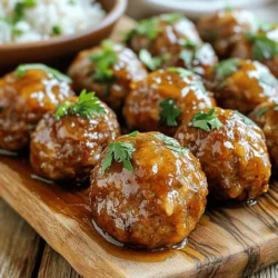 To start, you need some key ingredients for the meatballs. Here’s what you’ll need: - 1 pound ground beef or ground turkey - 1/4 cup breadcrumbs - 1/4 cup grated Parmesan cheese - 1/4 cup finely chopped onion - 2 cloves garlic, minced - 1 tablespoon fresh parsley, chopped - 1 egg, beaten - Salt and pepper to taste These ingredients create a tasty base for your meatballs. Ground beef gives a rich flavor, while turkey offers a lighter option. Breadcrumbs and cheese help bind everything together. Garlic and onion add depth, making each bite special. Now, let’s talk about the glaze. This sauce is what makes the dish shine. You will need: - 1/4 cup honey - 1/4 cup soy sauce - 2 cloves garlic, minced - 1 teaspoon ginger, freshly grated - 1 tablespoon sesame oil - 1 teaspoon cornstarch mixed with 2 tablespoons water (to thicken) The honey adds sweetness, while the soy sauce brings saltiness. Fresh garlic and ginger create a bright flavor. Sesame oil gives it a nice nutty hint. Cornstarch helps to thicken your glaze, making it stick to the meatballs perfectly. To elevate your dish, consider these optional ingredients: - Fresh herbs (e.g., parsley) - Seasonings for added flavor Though not required, fresh herbs brighten the dish. You can also play with seasonings like black pepper or red chili flakes for a kick. These small touches can change the flavor profile and make the dish your own. For the full recipe, be sure to check out the complete guide! First, you need to preheat your oven to 400°F (200°C). This high heat helps the meatballs cook evenly and become golden brown. Line a baking sheet with parchment paper to prevent sticking. Using parchment also makes cleanup easier. For optimal baking conditions, space the meatballs on the sheet. This allows hot air to circulate around them. If they touch, they will steam instead of bake. In a large mixing bowl, combine the following ingredients: - 1 pound ground beef (or ground turkey) - 1/4 cup breadcrumbs - 1/4 cup grated Parmesan cheese - 1/4 cup finely chopped onion - 2 cloves garlic, minced - 1 tablespoon fresh parsley, chopped - 1 egg, beaten - Salt and pepper to taste Mix these ingredients well. The key is to blend them until fully combined. If you add too much or too little of anything, it can change the taste and texture. Once your meatball mixture is ready, shape it into small balls, about 1 inch wide. Place them evenly on your baking sheet. Bake the meatballs for 20 minutes. You will know they are done when they are well-cooked and browned. While the meatballs bake, prepare the glaze. In a small saucepan, combine: - 1/4 cup honey - 1/4 cup soy sauce - 2 cloves garlic, minced - 1 teaspoon ginger, freshly grated - 1 tablespoon sesame oil Heat this mixture over medium heat until it simmers. Let it cook for about 2-3 minutes to blend the flavors. To thicken the glaze, mix 1 teaspoon of cornstarch with 2 tablespoons of water in a small bowl. Add this to the sauce while stirring. This will help the glaze coat the meatballs nicely. Once the meatballs are baked, transfer them to a large bowl. Pour the honey garlic glaze over the meatballs and gently toss them to coat. You can now serve them warm, either as an appetizer or main dish. For more details, refer to the Full Recipe. To get the best meatball texture, you need the right meat-to-breadcrumb ratio. I recommend using one part breadcrumbs for every four parts meat. This keeps them moist but not too dense. If you want to switch things up, you can use oats instead of breadcrumbs. They work well and add fiber. For binding, try using an egg or even mashed potatoes. Both options help hold the meatballs together. To make your honey garlic sauce pop, add spices or herbs. A pinch of red pepper flakes gives a nice kick. Fresh thyme or rosemary can also add depth. When balancing sweetness and saltiness, taste as you go. If it feels too sweet, add a splash of soy sauce. If it’s too salty, a bit more honey will help. These meatballs shine with simple sides. Serve them over rice or noodles for a hearty meal. You can also pair them with steamed veggies for a lighter touch. For a fun twist, skewer them on toothpicks for a party. Drizzle extra glaze on top to impress your guests. Want to make it a feast? Add a crunchy salad on the side! For the full recipe, check out the details above. {{image_2}} You can make your honey garlic glazed meatballs healthier in a few ways. - Use lean ground turkey instead of beef. This cuts fat and calories. - Try meat substitutes like lentils or chickpeas. They add protein and fiber. - For gluten-free options, use gluten-free breadcrumbs. They work well without losing flavor. Don't be afraid to mix things up! - Add different sauces like sriracha for heat. It gives a nice kick. - Try spices like smoked paprika or cumin. They can change the dish's flavor profile. - Explore regional flavors. Think about adding teriyaki sauce for an Asian twist. Serving your meatballs can be fun and creative. - Serve them over rice or noodles for a complete meal. It soaks up the sauce well. - Use them as appetizers. Skewer them with toothpicks for easy eating. - Plan a themed dinner party. Pair these meatballs with Asian-inspired sides or Italian bread. For the full experience, check out the Full Recipe. You’ll enjoy every bite of this savory dish! To keep your meatballs fresh, place them in an airtight container. This helps maintain moisture and flavor. Make sure they cool down before sealing. You can store them in the fridge for up to three days. After that, their taste and texture may change. Freezing is a great option if you want to save meatballs for later. First, let them cool completely. Then, arrange them on a baking sheet in a single layer. Freeze them for about one hour. Once they are firm, transfer the meatballs to a freezer bag. Remove as much air as possible before sealing. This method helps keep their flavor and texture intact. You can freeze them for up to three months. When it’s time to enjoy your meatballs again, reheating is key. The best way to reheat them is in the oven. Preheat your oven to 350°F (175°C). Place the meatballs in a baking dish and cover with foil. Bake for about 15 minutes or until warmed through. If you use a microwave, place them on a microwave-safe plate. Heat in short bursts, checking often to avoid drying them out. Either method works; just remember to keep them moist for the best taste. For the full recipe and more tips, check out the delicious Honey Garlic Glazed Meatballs! Yes, you can use various meats for these meatballs. Ground beef gives a rich flavor, while ground turkey offers a lighter option. If you want a vegetarian choice, try using lentils or chickpeas. Just mash them well and mix with breadcrumbs. This keeps the dish tasty and flexible. Look for a few signs to check if your meatballs are fully cooked. They should be golden brown on the outside and firm to the touch. You can also cut one open. The center should be no longer pink, and the juices should run clear. If you have a meat thermometer, aim for an internal temperature of 160°F (71°C) for beef or turkey. Absolutely! You can prepare the honey garlic glaze in advance. Store it in an airtight container in the fridge for up to a week. When you are ready to use it, just reheat it in a saucepan over low heat. This will save you time and let the flavors meld even more. You can also store leftover meatballs in the fridge or freeze them for later. In this blog post, we covered how to make delicious honey garlic glazed meatballs. We discussed the key ingredients like ground beef or turkey, honey, and soy sauce. You learned step-by-step instructions for preparing, baking, and glazing. I also shared tips on perfecting texture and enhancing flavor. Remember, you can customize these meatballs to fit your taste. Experiment with herbs, spices, and serving styles. Whether for dinner or a party, these meatballs are sure to impress!