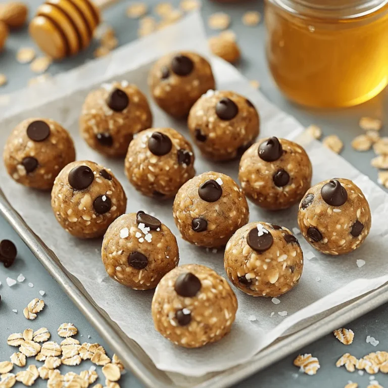 To make these tasty treats, you need a few key ingredients. Here’s what you will need: - 1 cup natural peanut butter - 1 cup rolled oats - 1/3 cup honey or maple syrup - 1/2 cup ground flaxseed - 1/2 cup mini chocolate chips (or dark chocolate chunks) - 1 teaspoon vanilla extract - A pinch of sea salt These ingredients work together to create a chewy and nutty snack. You can make your energy balls even more exciting with these optional add-ins: - 1/4 cup dried fruits like raisins, cranberries, or apricots, chopped - Chopped nuts such as almonds or walnuts - Seeds like chia or pumpkin seeds - A scoop of protein powder for extra energy Feel free to mix and match based on your taste! Each ingredient brings its own health benefits: - Natural peanut butter is rich in protein and healthy fats. - Rolled oats provide fiber, which helps keep you full. - Honey or maple syrup adds natural sweetness and quick energy. - Ground flaxseed is great for omega-3 fatty acids and fiber. - Chocolate chips offer a treat while adding some antioxidants. These ingredients make your snack not just tasty but also healthy. If you want to try this recipe, check out the Full Recipe! Making peanut butter energy balls is easy and fun. You can whip them up in just 10 minutes. Gather your ingredients and a large mixing bowl. You'll need natural peanut butter, rolled oats, honey or maple syrup, ground flaxseed, mini chocolate chips, vanilla extract, and a pinch of sea salt. Optional dried fruits can add a nice touch. 1. Start by adding the peanut butter and honey (or maple syrup) into the bowl. Mix until smooth. 2. Next, add rolled oats, ground flaxseed, mini chocolate chips, vanilla extract, and sea salt. 3. If you want a fruity twist, fold in your dried fruits now. 4. Mix everything well. You should see a thick, sticky texture forming. 5. With clean hands, scoop about a tablespoon of the mixture. Roll it into a ball. 6. Keep rolling until you've used all the mixture. 7. Place the balls on a tray lined with parchment paper. 8. Chill them in the fridge for at least 30 minutes. This helps them firm up. 9. After chilling, transfer the energy balls to an airtight container. Store them in the fridge. To get the best texture, make sure your peanut butter is natural and creamy. If the mixture feels too dry, add a little more honey or syrup. If it's too wet, add more oats or flaxseed. Chilling the balls helps them hold their shape. Enjoy experimenting with different textures by trying various add-ins! For the full recipe, refer to the Nutty Bliss Peanut Butter Energy Balls section above. When making peanut butter energy balls, some mistakes can ruin your snack. First, don’t skip the chilling time. It helps the balls hold their shape. Also, avoid using too much liquid. If the mixture is too wet, your balls won't roll well. Finally, don't forget to mix the ingredients fully. This ensures every bite is tasty. Always use a large bowl when mixing. It gives you space to stir well. Start with peanut butter and honey. Mix these until they are smooth. Then, add the dry ingredients slowly. This way, you avoid clumps. After rolling the balls, place them in an airtight container. Store them in the fridge for best taste. They can last about a week. To roll the energy balls, use clean hands. Scoop about a tablespoon of the mixture. Roll it into a ball shape. If it sticks to your hands, dampen them a little. This makes it easier. Place each ball on a tray lined with parchment paper. Keep them spaced out so they don’t stick together. Try to make them all the same size for even snacking. Check the Full Recipe for more tips! {{image_2}} You can switch up the flavor of your peanut butter energy balls easily. Try adding cocoa powder for a chocolate twist. You can also mix in cinnamon for warmth and spice. Want a fruitier taste? Add mashed banana or applesauce. Each option brings a new vibe to your snack. Play with flavors to find your favorite! Peanut butter is great, but don’t stop there! You can use almond butter or cashew butter. Each nut butter gives a unique taste. Sunflower seed butter works well too, especially for nut-free diets. Choose one that fits your taste or needs. The texture stays similar, so feel free to explore. Adding superfoods can boost the nutrition of your energy balls. Chia seeds or hemp seeds give extra fiber and protein. Flaxseed is already in the recipe, but you can add more for crunch. You might also add protein powder for an energy hit. Just a scoop can make a big difference. Experiment with these options for a healthy snack that fits your lifestyle. For the full recipe, check out the Nutty Bliss Peanut Butter Energy Balls 🥜! To keep your peanut butter energy balls fresh, store them in an airtight container. I like to use glass containers because they help maintain the flavor. Place a piece of parchment paper between layers if you stack them. This way, they won’t stick together. These energy balls last about one week in the fridge. If you want them to last longer, freeze them. They can stay good in the freezer for up to three months. To freeze, just place them in a single layer on a tray. Once frozen, transfer them to a freezer-safe bag. This method keeps them fresh and ready for a quick snack. Peanut butter energy balls are great on their own. You can enjoy them as a snack anytime. They also pair well with fresh fruit or yogurt. For a fun twist, try adding them to smoothies for an extra boost. I love to take a few on hikes or after workouts for energy. They are tasty, healthy, and easy to grab on the go! For the full recipe, check out Nutty Bliss Peanut Butter Energy Balls. Yes, you can use crunchy peanut butter. It adds extra texture and taste. The energy balls will still hold together well. Just make sure the crunchy peanut butter is natural and not too oily. These energy balls stay fresh for about one week in the fridge. They might last longer in the freezer. Just keep them in an airtight container to maintain their taste and texture. Yes, the energy balls are gluten-free. The rolled oats used can be certified gluten-free. Always check the label to be sure. This makes them a great choice for those with gluten sensitivities. Yes, you can make these energy balls vegan. Use maple syrup instead of honey. All other ingredients are already vegan-friendly. Enjoy a tasty snack that fits your diet! You can find the Full Recipe for these Nutty Bliss Peanut Butter Energy Balls in the earlier sections. Peanut butter energy balls are simple and fun to make. You learned about key ingredients and how each adds nutrition. We discussed easy steps for perfect texture and tips to avoid common mistakes. You can explore different flavors and customize your balls with various nut butters and seeds. Proper storage keeps them fresh for longer. In summary, these tasty snacks are great for energy on the go. Try making them your way!