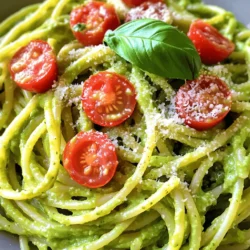 - 2 ripe avocados - 8 oz pasta (spaghetti or fettuccine) - Fresh lemon juice and garlic Creamy avocado pasta relies on simple, fresh ingredients. You start with two ripe avocados. They should feel slightly soft when you press them. Next, choose your pasta—spaghetti or fettuccine work best. Don’t forget fresh lemon juice and garlic. They add a bright flavor to the dish. - Grated Parmesan cheese - Cherry tomatoes for garnish - Red pepper flakes for heat You can add grated Parmesan cheese for a rich taste. Cherry tomatoes look great and add color. If you like a little heat, sprinkle in some red pepper flakes. They can make your dish more exciting. These optional ingredients let you customize your pasta to suit your taste. For the full recipe, check the details above. First, boil water in a large pot. Add a pinch of salt to the water. Once boiling, add 8 oz of pasta, either spaghetti or fettuccine. Cook the pasta according to package instructions until it's al dente. This usually takes about 8-10 minutes. While cooking, reserve about 1/2 cup of the pasta water before draining the pasta. This water helps adjust the sauce later. While the pasta cooks, take 2 ripe avocados, pitted and peeled. In a food processor, combine the avocados, 2 tablespoons of fresh lemon juice, 2 minced garlic cloves, and 1/4 cup of extra virgin olive oil. Blend this mixture until it’s smooth and creamy. If the sauce is too thick, slowly add the reserved pasta water until you reach a nice, creamy consistency. Season the sauce with salt and pepper to taste. In a large mixing bowl, add the drained pasta. Pour the avocado sauce over the pasta. Toss gently to coat the pasta evenly with the sauce. You want every strand to be covered with that creamy goodness. Serve the pasta right away. For a nice touch, garnish with grated Parmesan cheese and halved cherry tomatoes if you want a pop of color. This dish is fresh, easy, and delicious! For the full recipe, check out the [Full Recipe]. When choosing avocados, look for a few key signs of ripeness. First, gently squeeze the avocado. If it yields to pressure, it's ripe. You can also check the color; dark green skin often signals ripeness. Avoid avocados with large dents or dark spots. To store avocados for optimal freshness, keep them at room temperature if they are still hard. Once they ripen, place them in the fridge. This helps slow down the ripening process. If you have cut an avocado, sprinkle lemon juice on the flesh. Cover it tightly with plastic wrap and store it in the fridge. To boost the flavor of your creamy avocado pasta, consider adding spices and herbs. Fresh basil is a great choice, but you can also use parsley or cilantro. A pinch of sea salt and black pepper enhances the taste. If you like heat, try adding red pepper flakes. Adjusting creaminess is easy. If your sauce feels too thick, add some of the reserved pasta water. This helps thin it out and make it silkier. You can also mix in a splash of vegetable broth for extra flavor and a smoother texture. For more details, check out the Full Recipe. {{image_2}} You can make your creamy avocado pasta even tastier by adding protein. Grilled chicken brings a nice, smoky flavor. Simply season and grill your chicken pieces until they are cooked through. Slice them and toss them with the pasta for a hearty meal. Shrimp is another great choice. Sauté shrimp in olive oil until they turn pink and opaque. Add them to your dish for a seafood twist. Both options boost the dish's protein and flavor. If you want vegetarian options, chickpeas work well. They add protein and a bit of texture. You can mix canned or cooked chickpeas right into the pasta. They soak up the sauce and add a lovely creaminess. If you need gluten-free options, choose gluten-free pasta. Many types are available, like rice or corn pasta. They cook similarly to regular pasta, so you won’t miss out on the taste. Just check the cooking time on the package. For vegan modifications, skip the Parmesan cheese. Nutritional yeast is a great substitute. It gives a cheesy flavor without using dairy. You can also add extra lemon juice or herbs to enhance the taste. These small changes let everyone enjoy your creamy avocado pasta. Want to try this recipe? Check out the Full Recipe for all the details! To store leftover creamy avocado pasta, place it in an airtight container. Make sure to cover it well. The pasta can last in the fridge for up to three days. If you want the best taste, eat it within two days. The avocado sauce can oxidize, making it brown. So, try to eat it fresh for the best flavor. You can freeze the avocado sauce, but it's best to do it without the pasta. To freeze, place the sauce in a freezer-safe container. Leave some space at the top for expansion. It can last up to three months in the freezer. When you want to use it, thaw the sauce in the fridge overnight. You can also use the microwave to thaw it. After thawing, you may need to stir in a bit of olive oil or water to restore the creaminess. Reheat gently on low heat, stirring often, until warm. Creamy avocado pasta lasts about 2 to 3 days in the fridge. To keep it fresh, store it in an airtight container. If you notice the avocado turning brown, don't worry. Just stir it well before serving. The lemon juice helps slow down browning. Yes, you can make creamy avocado pasta in advance, but with a few tips. Prepare the avocado sauce and store it separately from the pasta. This way, the sauce stays fresh and creamy. Cook the pasta on the day you plan to serve it. When ready, mix the pasta with the sauce. Creamy avocado pasta pairs well with many sides. Try garlic bread for a crunchy bite. A fresh green salad adds a nice crunch. You can also serve it with grilled chicken or shrimp for protein. Roasted vegetables or a light soup work well, too! This blog post covered a delicious creamy avocado pasta recipe. You learned about main and optional ingredients, cooking steps, and tips. Ripe avocados and fresh lemon juice make the sauce shine. Try adding proteins or spices to personalize your dish. Remember the storage tips for freshness and convenience. Enjoy this recipe often, as it’s quick, healthy, and versatile. Building meals around avocados is a smart way to eat well while delighting your taste buds.
