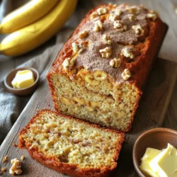 - 3 ripe bananas, mashed - 1/2 cup unsalted butter, softened - 3/4 cup brown sugar - 1 large egg, beaten - 1 teaspoon vanilla extract - 1 teaspoon baking soda - Pinch of salt - 1 1/2 cups all-purpose flour - 1/2 teaspoon cinnamon (optional) - 1/4 cup chopped walnuts or pecans (optional) To make classic banana bread, you need simple ingredients. Ripe bananas are key. They give the bread a sweet taste and moist texture. The butter adds richness. Brown sugar brings a deep flavor and color. You will also use a large egg. It helps bind everything together. Vanilla extract adds warmth and a lovely aroma. Baking soda is your leavening agent. It helps the bread rise. A pinch of salt enhances all the flavors. All-purpose flour is the base. It gives structure to the bread. If you like, add cinnamon for warmth. Chopped walnuts or pecans can give a nice crunch. You can find the full recipe to see the detailed steps. Gather these ingredients, and you are ready to bake! - Preheat your oven to 350°F (175°C) and prepare the loaf pan. Grease it well with butter or non-stick spray. This keeps the bread from sticking. - In a mixing bowl, mash the ripe bananas until smooth. Add the softened butter and mix well. This creates a creamy base for your bread. - Next, stir in the brown sugar. Make sure it blends with the banana mixture. Then, add the beaten egg and vanilla extract. Mix until everything is combined. - Now, sprinkle the baking soda and a pinch of salt over the mix. Stir until it's well mixed. This will help the bread rise. - Gradually fold in the all-purpose flour. If you want, add the cinnamon too. Be gentle here; over-mixing can make the bread tough. - If you like nuts, fold in the chopped walnuts or pecans. This adds a nice crunch to your bread. - Pour the batter into your prepared loaf pan. Smooth the top with a spatula for an even bake. - Bake in the preheated oven for 60-65 minutes. Check with a toothpick. It should come out clean when ready. - After baking, let the bread cool in the pan for about 10 minutes. Then, move it to a wire rack to cool completely. This is how you make delicious banana bread. For the full recipe, check out the detailed steps above! Enjoy your baking! To keep your banana bread moist, use very ripe bananas. They add natural sweetness and moisture. Look for bananas with brown spots. They are perfect for baking. Check for doneness by inserting a toothpick in the center. If it comes out clean, your bread is ready. You should also look for a golden-brown crust. Ripe bananas are key. They provide the best flavor and texture. Do not use green bananas; they won’t mash well. Slice your banana bread while it is still warm or at room temperature. For a tasty touch, spread a little butter on each slice. You can add a dollop of whipped cream on top. For an appealing look, sprinkle some cinnamon or place banana slices on the bread. These simple tips will make your banana bread shine. Enjoy making it look as good as it tastes! {{image_2}} You can make banana bread even better with a few fun twists. Here are some ideas: - Adding chocolate chips: This is a great way to add sweetness. Just fold in a cup of chocolate chips after mixing other ingredients. They melt and make the bread rich and yummy. - Incorporating spices: Adding spices like nutmeg or cardamom gives your banana bread a warm flavor. Just a pinch can change the taste. Mix in half a teaspoon of either spice when you add the dry ingredients. - Different nuts or seeds: For extra crunch, try adding nuts or seeds. Chopped walnuts or pecans work nicely. You can use sunflower seeds or pumpkin seeds for a nut-free option. Just fold in a quarter cup to the batter before baking. If you need to change the recipe for dietary needs, here are some easy swaps: - Gluten-free options for flour: You can use a gluten-free flour blend instead of all-purpose flour. Look for one that has xanthan gum in it. This helps the bread rise well and stay soft. - Vegan alternatives for eggs and butter: To make banana bread vegan, replace the egg with one tablespoon of ground flaxseed mixed with three tablespoons of water. For butter, use a plant-based alternative or applesauce. This keeps the bread moist without added dairy. These variations and adjustments can help you make banana bread that suits your taste and diet. Check out the Full Recipe for more details! To keep your banana bread fresh at room temperature, wrap it well. Use plastic wrap or foil to cover the loaf tightly. Store it in a cool, dry place away from sunlight. This way, it stays soft and moist for up to three days. If you cut it, place the cut side down on a plate. This helps keep the inside soft. For longer storage, you can freeze banana bread. First, let it cool completely. Then, wrap it tightly in plastic wrap and foil. This keeps out air and moisture. Freeze it for up to three months. To thaw, take it out of the freezer and unwrap it. Place it in the fridge overnight. If you want a warm treat, you can heat slices in the microwave for 15-20 seconds. This brings back its fresh taste. If you notice your banana bread is a bit dry after freezing, don’t worry. You can revive it! Just place a damp paper towel over a slice and microwave it for a few seconds. This adds moisture back to the bread. Enjoy your delicious banana bread anytime! Banana bread can last about 3 to 4 days at room temperature. Keep it in an airtight container or wrap it well. If you store it in the fridge, it may last up to a week. However, the bread can dry out a bit when chilled. Yes, frozen bananas work great for banana bread. Just thaw them first. Drain any extra liquid, then mash them. Using frozen bananas adds natural sweetness and moisture to your bread. To ripen bananas fast, place them in a brown paper bag. The bag traps ethylene gas, speeding up the ripening. You can also place them in a warm spot, like near a window. Avoid putting them in the fridge, as this slows down the ripening process. If your banana bread turns out dry, try adding a bit of moisture. You can add a splash of milk or yogurt to the batter next time. Another option is to store the bread with a slice of bread or an apple in the container. This will add moisture back to the banana bread. For the full recipe, check out the detailed instructions above. This article covered everything you need to make perfect banana bread. You learned about the key ingredients, step-by-step instructions, and helpful tips. Variations and storage methods can help you play with the recipe and keep your bread fresh. Remember, using ripe bananas makes a big difference in flavor. Whether you add nuts or try new spices, have fun baking! Enjoy sharing your banana bread with family and friends.