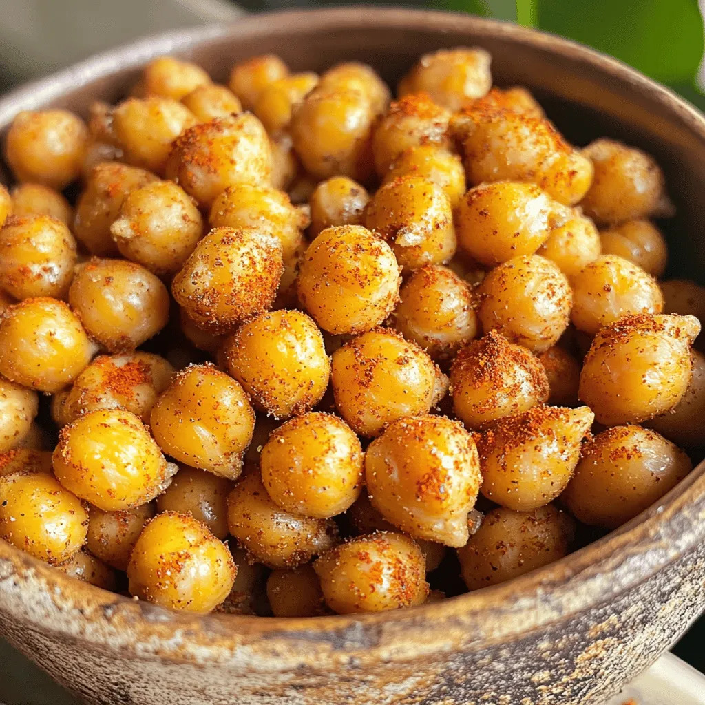 To make crispy air fryer chickpeas, you'll need just a few simple ingredients. Here’s what you need for the base: - 1 can (15 oz) chickpeas, drained and rinsed - 2 tablespoons olive oil These chickpeas are your main star. Rinsing and draining them well is key for crispiness. The olive oil helps them brown nicely in the air fryer. Now, let’s add flavor! The right spices can make all the difference. Here are my top picks: - 1 teaspoon smoked paprika - 1 teaspoon garlic powder - ½ teaspoon cumin - ½ teaspoon salt - ¼ teaspoon black pepper - Pinch of cayenne pepper (optional, for heat) Smoked paprika gives a nice depth, while garlic powder adds a savory touch. Cumin and black pepper round out the blend. If you like heat, cayenne is a great choice. Want to take your chickpeas to the next level? Here are some fun add-ins you can try: - Nutritional yeast for a cheesy flavor - Dried herbs like oregano or thyme - A drizzle of lemon juice after cooking for brightness Feel free to mix and match these options for a unique taste. You can find the full recipe above to guide you through the cooking process. Enjoy your flavorful snack! First, gather your ingredients. You need 1 can of chickpeas, olive oil, and spices. Drain and rinse the chickpeas well. This step removes the salt and keeps them fresh. After rinsing, use a clean kitchen towel to dry them. Make sure they are very dry. This makes them crispy when cooked. Now, place the dried chickpeas in a bowl. Add 2 tablespoons of olive oil. This helps the spices stick. Next, sprinkle in 1 teaspoon of smoked paprika, 1 teaspoon of garlic powder, ½ teaspoon of cumin, ½ teaspoon of salt, ¼ teaspoon of black pepper, and a pinch of cayenne if you like heat. Mix everything well. Ensure each chickpea gets coated in spice. Set your air fryer to 400°F (200°C) and preheat for 5 minutes. Once ready, add the seasoned chickpeas to the basket in a single layer. This helps them cook evenly. Cook for 15-20 minutes. Shake the basket halfway through for even crispiness. You’ll know they are ready when they turn golden brown. Once done, take them out and let them cool for a few minutes. They will get crunchier as they cool. Enjoy your crispy air fryer chickpeas as a snack or topping! For the full recipe, check out the earlier section. To make your chickpeas super crispy, start with dry beans. After you rinse the chickpeas, use a clean towel to pat them dry. The less moisture, the crunchier they will be. Toss them with olive oil to coat every bean. This helps the spices stick and adds flavor. One big mistake is overcrowding the air fryer. If the chickpeas are too close, they won’t cook evenly. Always place them in a single layer. Another mistake is not shaking the basket. This step helps them crisp up on all sides. Lastly, don’t skip the drying step. Wet chickpeas lead to soggy snacks. I recommend cooking your chickpeas at 400°F (200°C) for 15-20 minutes. Check them halfway through and shake the basket. This ensures even cooking. You want them golden brown and crunchy. Keep an eye on them as cooking times can vary by air fryer brand. {{image_2}} To make your chickpeas spicy, add more cayenne pepper. You can also use chili powder. Mix in 1 teaspoon of chili powder with the other spices for extra heat. This gives your snack a nice kick. If you love spice, you will enjoy this version. For a fresh flavor, try herbs like rosemary or thyme. Add 1 teaspoon of dried herbs to your spice mix. You can also use fresh herbs if you have them. These herbs add a nice aroma and taste. They make your crispy chickpeas feel fancy and unique. To create a sweet twist, add a drizzle of honey. Mix in 1 tablespoon of honey with the olive oil before tossing. You can also sprinkle cinnamon for a warm flavor. This combo gives you a fun mix of sweet and savory. It’s perfect for a snack or a unique topping. Feel free to explore these variations to find your favorite. For the full recipe, check out the Crispy Air Fryer Chickpeas section! To store leftover chickpeas, let them cool completely first. Place them in an airtight container. You can keep them at room temperature for a few hours. For longer storage, move them to the fridge. They will stay fresh for a few days, but the crunch may fade. Reheat your crispy chickpeas in the air fryer for about 5 minutes at 350°F (175°C). This will help restore some of their crispiness. You can also use an oven if you want, but the air fryer works best. Just make sure they are heated through before serving. Crispy chickpeas last about 3 to 5 days when stored properly. Keep them in an airtight container to best maintain their texture. After that, they may lose their crunch and flavor. If you notice any off smell or sogginess, it’s time to toss them out. Yes, you can make crispy air fryer chickpeas ahead of time. To keep them fresh, store them in an airtight container. They taste best when eaten within a few days. If they lose some crunch, simply pop them back in the air fryer for a few minutes to revive their crispiness. Crispy chickpeas are very versatile. You can serve them as a snack on their own. They also pair well with dips like hummus or tzatziki. Toss them in salads for extra crunch. You can even use them as a topping for soups or grain bowls. You can easily customize the flavor of your chickpeas. Try different spices like chili powder or curry powder. You might add herbs such as rosemary or thyme for a fresh taste. For a sweet twist, sprinkle some cinnamon and sugar. Feel free to get creative with your favorite flavors! You can find the full recipe for crispy air fryer chickpeas above. To sum up, we explored how to make crispy air fryer chickpeas. I shared key ingredients, seasonings, and optional add-ins for more flavor. You learned step-by-step instructions for preparation and air frying. We also discussed tips for maximum crispiness and common mistakes. Different variations can boost your snack game, and I explained how to store leftovers and reheat them. Now, you’re ready to enjoy a tasty, healthy snack. Have fun customizing and sharing your crispy chickpeas!