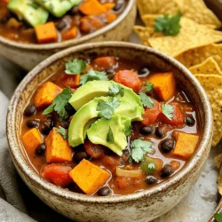 Vegan Sweet Potato Black Bean Chili Rich in Flavor
