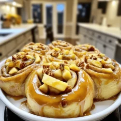 - 4 cups all-purpose flour - 1 packet (2 ¼ teaspoons) active dry yeast - ½ cup milk, warmed - ¼ cup granulated sugar - ¼ cup unsalted butter, melted - 2 large eggs - 1 teaspoon salt - 2 medium apples, peeled and diced (preferably Granny Smith) - 1 tablespoon lemon juice - ½ cup brown sugar - 2 teaspoons cinnamon - ¼ cup unsalted butter, softened - ½ cup brown sugar - ¼ cup unsalted butter - ¼ cup heavy cream - 1 teaspoon vanilla extract - 1 cup powdered sugar - 2 tablespoons milk - Chopped pecans or walnuts (optional) The best caramel apple cinnamon rolls start with fresh ingredients. First, we need the dough. This dough is soft and fluffy. It needs flour, yeast, and milk. The butter and eggs give it richness. Next, we prepare the filling, which makes these rolls special. Apples add a nice crunch. Toss them with lemon juice to keep them fresh. The brown sugar and cinnamon make it sweet and warm. The caramel sauce is the star. It’s smooth and sweet. We mix brown sugar, butter, and cream in a pan. This sauce will soak into the rolls. For the topping, we use powdered sugar and milk. This drizzle adds a nice finish. If you want more crunch, sprinkle chopped nuts on top. Each part plays a role in making these rolls a treat. With these ingredients, you can create a dessert that everyone loves. Start by mixing warmed milk, yeast, and sugar in a large bowl. Let it sit for five minutes. This helps the yeast activate. Then, whisk in melted butter, eggs, and salt. Gradually add flour, mixing until a dough forms. Knead the dough on a floured surface for about five to seven minutes. The dough should be smooth and soft. Place it in an oiled bowl and cover it. Let it rise in a warm spot for one hour or until it doubles in size. While your dough rises, prepare the filling. Peel and dice two medium apples. Granny Smith apples work best for this. Toss the diced apples with lemon juice, brown sugar, and cinnamon in a bowl. This mix will add flavor and sweetness to your rolls. Set the filling aside to let the flavors meld. Once the dough has risen, punch it down gently. Roll it out on a floured surface into a rectangle about 16x12 inches. Spread softened butter evenly over the dough. Next, sprinkle the apple mixture evenly across the dough, covering it well. Starting from one long edge, tightly roll the dough into a log. Slice the log into twelve equal rolls. Be sure to cut gently to keep the filling inside. To make the caramel sauce, combine brown sugar, butter, and heavy cream in a small saucepan over medium heat. Stir until the sugar dissolves. The mixture should be smooth and creamy. Remove it from the heat and stir in vanilla extract for extra flavor. This sauce will add a rich sweetness to your rolls. Pour half of the caramel sauce into a greased 9x13 inch baking pan. Place the sliced rolls in the pan, spacing them evenly. Pour the remaining caramel sauce over the rolls. Cover the pan and let it rise for another thirty minutes. Preheat your oven to 350°F (175°C). Bake the rolls for 25 to 30 minutes, or until they turn golden brown. Once the rolls are out of the oven, it’s time for the topping. In a small bowl, whisk together powdered sugar and milk until smooth. Drizzle this mix over the warm cinnamon rolls. If you like, add chopped pecans or walnuts on top for a nice crunch. Enjoy your delicious caramel apple cinnamon rolls! To get great dough, keep it warm. Yeast loves warmth. I find a cozy spot in the kitchen works best. Let the dough sit for about an hour. It should double in size. If your kitchen is cold, turn on the oven for a few minutes. Then, turn it off and place the dough inside. This trick helps the dough rise well. For the best flavor, use Granny Smith apples. They are tart and hold their shape well. If you want sweeter rolls, try Fuji or Honeycrisp apples. Just remember to peel and dice them. The lemon juice helps keep them fresh and bright. Store leftover rolls in an airtight container. They stay fresh for up to three days at room temperature. If you want to keep them longer, wrap them well and freeze. To reheat, pop them in the oven at 350°F for 10-15 minutes. They will taste fresh-baked! Serve these rolls warm for a cozy treat. Drizzle extra caramel sauce on top for more sweetness. Add whipped cream for a fun dessert. You can also sprinkle nuts for a nice crunch. Enjoy them with coffee or hot cider for a perfect match. {{image_2}} You can switch up the apples for other fruits. Pears add a soft, sweet taste. Cherries give a nice tartness. You can even use berries for a pop of color. Just make sure to adjust the sugar based on the fruit's sweetness. Chopped nuts add a great crunch. Pecans or walnuts work well here. They provide texture and taste. Just sprinkle them on top of the rolls before baking. You can even toss them in the filling for added flavor. If you need a gluten-free option, use gluten-free flour. Look for a blend that works cup-for-cup with regular flour. Follow the same steps for making the dough. It won’t rise as much, but it will still taste great. Spices can really change the game. Try adding nutmeg or ginger to the filling. A pinch of allspice can also enhance the flavor. Don't be afraid to experiment with what you love. To store leftover caramel apple cinnamon rolls, let them cool first. Place them in an airtight container. This will keep them fresh for about 2-3 days. You can also wrap them tightly in plastic wrap or aluminum foil. Keep them at room temperature for the best taste. Freezing is an excellent way to save your rolls for later. Once the rolls are completely cool, wrap each one tightly in plastic wrap. Then, place them in a freezer-safe bag. They can stay in the freezer for up to 2 months. When you're ready to enjoy them, simply thaw overnight in the fridge. Reheating your cinnamon rolls is easy. Preheat your oven to 350°F (175°C). Place the rolls on a baking sheet and cover them with foil. Heat for about 10-15 minutes. This keeps them warm and soft. You can also use a microwave. Just heat one roll at a time for 15-20 seconds. Enjoy them fresh and gooey! Yes, you can make these rolls ahead of time. After you prepare the rolls, let them rise in the baking pan. Then, cover them tightly and chill in the fridge overnight. The next day, take them out and let them sit at room temperature for about 30 minutes before baking. This makes your morning easy and tasty! Absolutely! You can swap the apples for pears or berries if you like. Use almond milk instead of regular milk for a dairy-free option. You can also use whole wheat flour for a healthier dough. Just remember, changes may alter the taste and texture a bit. To check if the rolls are done, look for a golden brown color on top. You can also poke one in the middle with a toothpick. If it comes out clean, they are ready. The rolls should feel soft and spring back when you touch them gently. If your dough isn’t rising, it might be due to cold temperature or old yeast. Check that your yeast is fresh and active. Make sure the warm milk isn’t too hot; it can kill the yeast. If needed, place the dough in a warm spot, like near an oven or on a sunny windowsill. Give it time, and be patient! In this post, we covered how to make delicious caramel apple cinnamon rolls. You learned about the key ingredients, step-by-step instructions, and tips for success. Exploring variations and storage methods can help you customize your rolls even more. Remember, baking is fun. Don't be afraid to get creative and make these rolls your own. Enjoy sharing these tasty treats with family or friends. Happy baking!