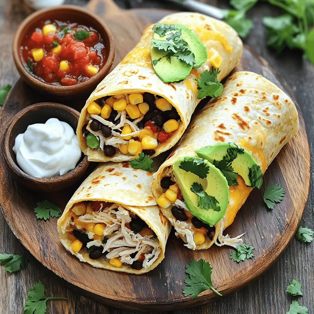 - 4 large flour tortillas - 1 cup cooked chicken breast, shredded - 1/2 cup black beans, rinsed and drained - 1/2 cup corn (canned or frozen) - 1 avocado, sliced - 1/2 cup shredded cheese (cheddar or Mexican blend) - 1 cup fresh spinach - 2 tablespoons salsa - 1 tablespoon sour cream (optional) - Salt and pepper to taste You can switch out chicken for other proteins. Try using tofu or turkey for a tasty twist. If you want a vegan option, look for vegan cheese. For a healthier choice, pick low-carb tortillas. These swaps keep the meal fun and fresh! - Start with one flour tortilla on a clean surface. - Use a sharp knife to make a ‘T’ cut, from the center to the edge. - In a bowl, mix the shredded chicken, black beans, corn, avocado, and cheese. - Season the mix with salt and pepper. - If you like spice, add some salsa to the filling. - Begin folding the tortilla. Take the bottom part of the ‘T’ and fold it up. - Fold the left section over the top of the folded bottom. - Next, fold the right section over to make a wrap. - Make sure to keep everything inside as you fold. - Repeat this with the other tortillas and filling. - Heat a non-stick skillet on medium heat. - Place the wraps seam side down in the skillet. - Cook for about 2-3 minutes on each side. Look for a golden brown color. - When they are golden, remove them from the skillet. - Let them cool for a minute, then slice in half before serving. - Overfilling the tortilla: Keep your filling moderate. Too much filling can spill out. Aim for a balance and leave space for folding. - Not cooking at the right temperature: A medium heat works best. Too hot can burn the tortilla. Too low can make it soggy. - Suggested spices and seasonings: Try adding cumin, paprika, or chili powder to the mix. These spices add depth and warmth. - Adding more veggies for nutrition: Bell peppers, onions, or zucchini can boost nutrition. They add color and crunch too. - Presentation tips for dining: Cut the wraps in half and arrange on a platter. Add a sprinkle of cilantro for a fresh touch. - Dip recommendations that complement the wraps: Serve with salsa and sour cream. Guacamole also pairs well for a creamy contrast. {{image_2}} You can make this wrap even more exciting. For a spicy chicken and jalapeño version, add sliced jalapeños to the filling. This gives it a nice kick. You can also use spicy salsa for more heat. If you want a vegetarian wrap, swap the chicken for extra beans or grilled veggies. Roasted bell peppers and zucchini add great flavor. Need a gluten-free option? Use corn tortillas instead of flour. They hold up well and taste great. For low-calorie fillings, try using grilled chicken breast and skip the cheese. You can also add more veggies like cucumbers or lettuce to keep it light. These wraps make great party appetizers. Cut them into smaller pieces and serve with dips like guacamole or salsa. You can also turn this wrap into a casserole dish. Layer the filled wraps in a baking dish, top with cheese, and bake until bubbly for a fun twist! Storing your tortilla wraps correctly keeps them fresh. Use airtight containers for best results. Glass or plastic containers work well. You can also wrap them tightly in plastic wrap. For short-term storage, keep them in the fridge. If you want to store them longer, the freezer is a great option. When storing in the fridge, be sure to separate layers with parchment paper. This prevents them from sticking together. If freezing, wrap each wrap in foil before placing it in a freezer bag. This adds extra protection. To heat your wraps, use a skillet or oven for the best texture. Avoid using the microwave, as it can make them soggy. If using a skillet, heat it on medium. Place the wrap seam side down and cook for 2-3 minutes. Flip and heat the other side until warm and crispy. If you choose the oven, wrap them in foil. Preheat the oven to 350°F (175°C) and heat for about 10 minutes. This method keeps them from drying out. For added moisture, place a small cup of water in the oven. Refrigerated leftover wraps last about 3 to 4 days. After that, they may spoil. Always check for signs of spoilage. Look for an off smell or mold. If you see either, throw them away. Freezing wraps can extend their shelf life to about 2 months. Just remember to label the containers with the date! The TikTok Tortilla Wrap Hack is a fun way to make wraps. It became popular on TikTok because it's quick and easy. You cut the tortilla in a ‘T’ shape, add your fillings, and fold it. This hack makes the wrap look great and keeps everything inside. Many people love this method for its neatness and flavor. Yes, you can make this recipe ahead of time. To prep, cut the tortillas and mix the fillings. Store the mixture in the fridge. You can assemble the wraps when you are ready to eat. If you store them, use airtight containers. This keeps them fresh longer. Wraps can last in the fridge for up to three days. You can mix and match many fillings for your wraps. Here are some ideas: - Protein: Try turkey, tofu, or beans. - Veggies: Add bell peppers, cucumbers, or carrots. - Spreads: Use hummus, ranch, or guacamole. - Cheese: Swap cheddar for feta or mozzarella. Feel free to be creative! You can try different flavors and textures to find your favorite wrap. In this post, we explored a fun and tasty tortilla wrap recipe. We covered essential ingredients, helpful swaps, and tips for perfecting your wrap. Knowing how to avoid common mistakes will help you create a satisfying meal. Enhance flavor with spices and mix up variations to suit your tastes. Proper storage ensures your leftovers stay fresh. With this guide, you can enjoy delicious wraps that fit your style. Get creative and have fun with your cooking!
