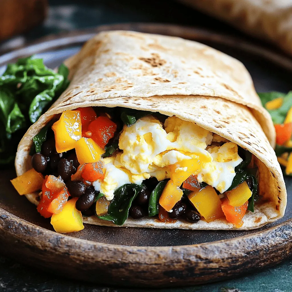 To make a high-protein egg white breakfast burrito, you need simple and tasty ingredients. Here’s what you will need: - 6 egg whites - 1/2 cup black beans, rinsed and drained - 1/2 cup diced bell peppers (red, green, and yellow) - 1/4 cup shredded low-fat cheese (cheddar or Mexican blend) - 1/4 cup chopped fresh spinach - 2 whole wheat tortillas - 1 tablespoon olive oil - 1/4 teaspoon garlic powder - 1/4 teaspoon cumin - Salt and pepper to taste - Salsa or pico de gallo for serving These ingredients work well together. The egg whites give you protein, while the beans add fiber. The bell peppers and spinach bring in fresh flavors and colors. You can pick your favorite cheese for a boost of taste. Whole wheat tortillas keep it healthy and filling. Don’t forget the salsa for a zesty kick! - Heat 1 tablespoon of olive oil in a non-stick skillet over medium heat. - Add 1/2 cup of diced bell peppers. Sauté them for about 3-4 minutes until soft. - Stir in 1/2 cup of black beans, 1/4 teaspoon of garlic powder, and 1/4 teaspoon of cumin. Add salt and pepper to taste. Cook for another 2 minutes until heated. - In a separate bowl, whisk 6 egg whites until they are frothy. - Pour the egg whites into the skillet with the vegetable mixture. - Lay 2 whole wheat tortillas flat. Spoon half of the egg and vegetable mix onto the center of each tortilla. - Fold the sides over the filling, then roll the tortilla from the bottom up to secure the filling inside. - Optionally, grill the burritos in the skillet for 1-2 minutes per side for a crispy finish. - Use a non-stick skillet for easier cooking and cleanup. - Adjust seasoning to taste with additional spices. Using a non-stick skillet helps the egg whites cook evenly without sticking. This makes flipping and serving much easier. Always taste your dish while cooking. You can add more garlic powder, cumin, or even some chili powder for a kick. Seasoning is key to making the dish pop with flavor. - Slice burritos diagonally for an appealing presentation. - Garnish with fresh herbs for added flavor. When you slice the burritos diagonally, they look nice on the plate. It also makes it easier to dip into salsa or pico de gallo. Adding fresh herbs like cilantro or parsley gives your dish a burst of color and flavor. Don't be afraid to get creative with your plating! - Serve with salsa or pico de gallo for dipping. - Pair with avocado slices or fresh fruit for a balanced meal. Salsa or pico de gallo adds a fresh and zesty touch to your burrito. The creamy texture of avocado slices complements the dish well. Fresh fruit on the side can give a sweet balance to your meal. This makes breakfast not only tasty but also nutritious! {{image_2}} You can boost protein by adding diced cooked chicken or turkey. These meats add great flavor and keep you full longer. Another tasty idea is to include Greek yogurt as a topping. It adds creaminess and a dose of protein. If you want a meatless option, try substituting black beans with more veggies. Chopped zucchini or mushrooms work well. You can also use tofu or tempeh for plant-based protein. They soak up flavors and make the burrito hearty. To change up the taste, experiment with different cheeses. Feta or pepper jack can give a unique twist. You can also add spices like smoked paprika or chili powder. For some heat, toss in jalapeños. They add a nice kick and vibrant flavor. After enjoying your burritos, store any leftovers in an airtight container. This keeps them fresh and tasty. For the best flavor and texture, eat them within 2 days. Want to save some for later? Wrap each burrito in foil. Then, place them in a freezer-safe bag. They will stay good for up to 1 month. Just remember to label the bag with the date. When you're ready to eat your frozen burritos, you can reheat them in the microwave or a skillet. If using the microwave, add a splash of water to keep them moist. This prevents dryness and makes your burrito delicious again. You can make this breakfast burrito vegan by using tofu scramble instead of egg whites. Tofu has a great texture and absorbs flavors well. To prepare the tofu, crumble it and sauté with spices like turmeric for color and flavor. This will give you a tasty and satisfying vegan option. To boost the flavor of your burrito, consider adding hot sauce or fresh herbs. Hot sauce adds a spicy kick, while herbs like cilantro or parsley give a fresh taste. You can also try different spices, like smoked paprika or chili powder, to enhance the profile even more. Yes, you can prep and store these burritos for quick meals during the week. Make the burritos ahead of time, wrap them tightly, and place them in the fridge. They stay fresh for a few days. You can also freeze them for longer storage. Just reheat them when you're ready to eat! This blog post guided you through making a tasty and healthy breakfast burrito. We covered the key ingredients, cooking steps, and helpful tips for the best results. You learned how to add variety and store leftovers for future meals. Incorporating these tips and tricks will make your burritos shine at breakfast. Enjoy experimenting with flavors and sharing this recipe with others!