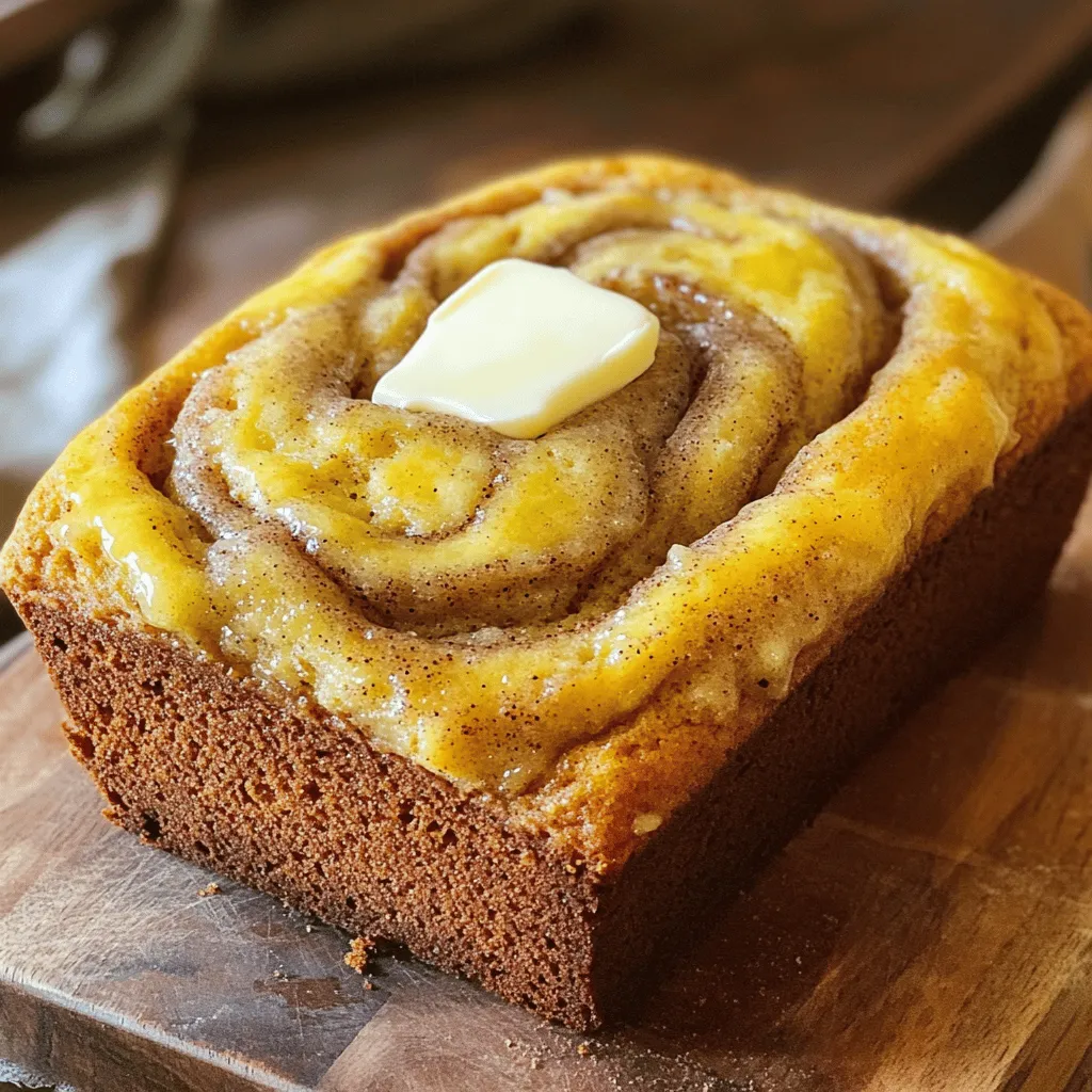To make the perfect Cinnamon Swirl Banana Bread, you need just a few simple ingredients. Here’s what you’ll need: - 3 ripe bananas, mashed - 1/3 cup melted butter - 1 teaspoon vanilla extract - 1 egg, beaten - 1 teaspoon baking soda - Pinch of salt - 3/4 cup sugar (or 1/2 cup for less sweetness) - 1 1/2 cups all-purpose flour - 2 teaspoons ground cinnamon - 1/4 cup brown sugar These ingredients come together to create a moist and flavorful loaf. The ripe bananas give natural sweetness, while the cinnamon and sugar swirl adds a delightful touch. The melted butter keeps the bread rich and moist. If you want it a bit less sweet, reduce the sugar to half a cup. This recipe is flexible, so feel free to adjust it to your taste. Gather these ingredients, and you will be ready to bake a delicious treat! First, preheat your oven to 350°F (175°C). Grease a 9x5 inch loaf pan. This helps the bread slide out easily later. In a large bowl, add 3 ripe bananas and mash them with a fork. Mix in 1/3 cup melted butter until combined. Then, add 1 beaten egg and 1 teaspoon of vanilla extract. Stir until everything is mixed well. Next, sprinkle in 1 teaspoon of baking soda and a pinch of salt. Mix these in well to ensure even rising. Now, add 3/4 cup of sugar (or reduce to 1/2 cup for less sweetness) and 1 1/2 cups of all-purpose flour. Stir gently until just combined. Be careful not to overmix; this keeps the bread soft. In a small bowl, mix 2 teaspoons of ground cinnamon with 1/4 cup of brown sugar. This will create a sweet swirl for your bread. Pour half of the banana batter into the prepared loaf pan. Sprinkle half of your cinnamon-sugar mix on top. Then, pour the rest of the batter in and top with the remaining cinnamon-sugar. Use a knife to swirl the mixture into the batter. This creates a lovely marbled effect. Ripe bananas are key to great banana bread. They add natural sweetness and moisture. Look for bananas with brown spots. These are perfect for mashing. Mix the batter gently. Overmixing can make your bread tough. Stir just until the dry and wet ingredients blend. You want a few lumps in the mixture. This keeps your bread soft and fluffy. For the best presentation, slice the banana bread thick. Serve it warm with a pat of butter on top. A sprinkle of cinnamon on the butter adds flavor. You can also try toppings like chopped nuts or chocolate chips. These add crunch and sweetness. Serve slices with a hot drink for a cozy treat. {{image_2}} You can make small changes to this recipe to make it healthier. Here are two easy ideas: - Reducing sugar or using sugar substitutes: You can cut the sugar from 3/4 cup to 1/2 cup. This change still keeps the bread sweet, but it cuts some calories. You might also try using a sugar substitute like stevia. This can help if you watch your sugar intake. - Adding nuts or chocolate chips: Mixing in 1/2 cup of chopped nuts or dark chocolate chips can add flavor and crunch. Walnuts or pecans work well. Chocolate chips can bring a sweet twist. Just fold them into the batter before baking. You can boost the taste of your banana bread with some fun tweaks. Here are a couple of options: - Experimenting with other spices: Try adding a dash of nutmeg or cardamom. These spices pair well with cinnamon. Just use a small amount, as you don’t want to overpower the banana flavor. - Adding fruit or yogurt for moisture: You can mix in 1/2 cup of yogurt or applesauce. This keeps the bread moist and adds extra flavor. You could also use chopped fruits like blueberries or strawberries for a fruity twist. Just be sure to adjust the baking time if you add a lot of extra moisture. Store your banana bread at room temperature. Place it in a cool, dry spot. If you want to keep it fresh longer, wrap it tightly in plastic wrap. You can also use aluminum foil or place it in an airtight container. Avoid storing it in the fridge, as it can dry out quickly. To freeze slices, wait until the banana bread cools. Then, slice it into pieces. Wrap each slice in plastic wrap. Place the wrapped slices in a freezer-safe bag. Be sure to remove as much air as possible. This helps prevent freezer burn. To thaw, take out a slice and leave it at room temperature. You can also heat it in the microwave for about 15-20 seconds. For a crispier texture, toast it for a few minutes. Enjoy your banana bread warm and fresh, even after freezing! You can tell banana bread is done when a toothpick comes out clean. Insert the toothpick in the center of the loaf. If it has wet batter, it needs more time. If it has a few crumbs, it is ready. The bread should also spring back when lightly pressed. Yes, you can use frozen bananas! Just thaw them first. Drain any excess liquid before mashing. Frozen bananas work well because they become very soft. This leads to a moist banana bread. Use a serrated knife for slicing banana bread. This type of knife cuts through the crust without squishing the soft inside. Start at one end and use a gentle sawing motion. Avoid pressing down hard as you cut. - Can I add nuts or chocolate chips? Yes, you can add nuts or chocolate chips. Just fold them into the batter gently. - What should I do if my bread is too dry? If your banana bread is dry, try adding a little yogurt next time. This will keep it moist and add flavor. - How can I make it sweeter? You can increase the sugar to one cup if you like it sweeter. Adjust according to your taste. This blog post covered all you need to make great banana bread. You learned about the ingredients, steps, and tips for success. Keep your bananas ripe and don’t overmix! Try adding nuts or spices for fun twists. Store your bread well to keep it fresh. Now you're ready to bake and enjoy. Happy cooking!