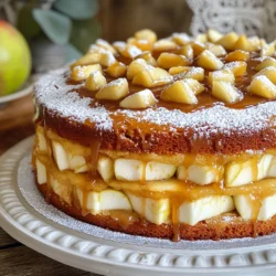 - 2 cups all-purpose flour - 1 ½ teaspoons baking powder - 1 teaspoon baking soda - ½ teaspoon salt - 1 teaspoon ground cinnamon - ½ cup unsalted butter, softened - 1 cup granulated sugar - 2 large eggs - 1 teaspoon vanilla extract - 1 cup buttermilk - 2 cups apples, peeled and diced (Granny Smith or Honeycrisp work well) - 1 cup salted caramel sauce (store-bought or homemade) - Additional spices (nutmeg, allspice) - Chopped nuts or caramel bits - Frosting alternatives I love how each ingredient plays a role in making this cake special. The all-purpose flour gives it structure. Baking powder and baking soda help it rise. Salt enhances the sweetness, while cinnamon adds warmth. Softened butter blends well, creating a rich flavor. Granulated sugar sweetens the cake, making it irresistible. Eggs provide moisture and bind everything. Vanilla extract adds a lovely aroma. Buttermilk keeps the cake moist and tender. Diced apples give juicy bites throughout the cake. Salted caramel sauce brings everything together with a sweet and salty kick. If you want to change things up, try adding nutmeg or allspice for extra depth. Chopped nuts or caramel bits can add texture. You can even skip the frosting and serve it plain. The options are endless! - Preheat the oven to 350°F (175°C). - Grease and flour the cake pan or line it with parchment paper. - In a medium bowl, whisk together the dry ingredients. This includes flour, baking powder, baking soda, salt, and cinnamon. Set this mix aside. - In a large bowl, cream the softened butter and granulated sugar. Beat this mix until it is light and fluffy. This takes about three minutes. - Now, add the eggs one at a time. Mix well after each egg. Then, stir in the vanilla extract. - Gradually add the dry mix and buttermilk. Start and end with the dry mix. Mix until just combined. - Gently fold in the diced apples into the batter. - Pour half of the batter into your prepared cake pan. Drizzle half of the salted caramel sauce on top. Use a knife to swirl it gently. - Add the rest of the batter on top. Drizzle the remaining salted caramel sauce again, and swirl it in. - Bake for 35-40 minutes. Check for doneness by inserting a toothpick in the center. It should come out clean. - Let the cake cool in the pan for about 15 minutes. After that, transfer it to a wire rack to cool completely. - Before serving, dust the top with powdered sugar. Add more salted caramel for an extra treat. To get a nice cake, use room temperature ingredients. This helps blend everything well. Cold butter or eggs can cause lumps. Keep mixing short, too. Overmixing makes the cake dense. You want it light and fluffy. For the best flavor, I suggest using Granny Smith or Honeycrisp apples. They give a nice tartness. If you want less sweetness, add less caramel sauce. Taste as you go. It’s fun to find your perfect mix. Make your cake look fancy with simple touches. Dust it with powdered sugar right before serving. Drizzle extra caramel on top for a nice shine. Serve each slice with whipped cream or a scoop of ice cream. This makes it extra special! {{image_2}} For a gluten-free version, use a blend of gluten-free flours. Almond flour and coconut flour are great choices. You can also use a store-bought gluten-free flour mix. When substituting, use 1 ½ cups of the gluten-free mix for every 2 cups of all-purpose flour. This adjustment helps keep the cake light. To make this cake vegan, replace the eggs with flax eggs. Mix 1 tablespoon of ground flaxseed with 2.5 tablespoons of water. Let it sit for five minutes to thicken. For butter, use coconut oil or vegan butter. For a vegan caramel sauce, try using coconut milk, brown sugar, and a pinch of salt. Simmer them until the sauce thickens. Want to spice it up? Add ½ teaspoon of nutmeg or cloves for warmth. You can also stir in chocolate chips or dried fruits like cranberries or raisins. They add a fun twist and extra flavor. Each variation brings something new to the table, making your cake unique every time! To keep your salted caramel apple cake fresh, store it in the fridge. Place it in an airtight container. This helps maintain its moisture and flavor. You can refrigerate the cake for up to five days. Just remember to let it cool completely before storing. If you want to save the cake for later, freezing is a great option. First, slice the cooled cake into pieces. Wrap each slice tightly in plastic wrap. Then, place the wrapped slices in a freezer bag or container. This method helps prevent freezer burn. You can freeze the cake for up to three months. When ready to enjoy, let it thaw in the fridge overnight. To reheat your cake, slice a piece and place it on a microwave-safe plate. Heat it for about 15-20 seconds. This warms it up without drying it out. If you want a warm, fresh taste, consider warming it in the oven. Preheat the oven to 350°F (175°C) and warm the slice for about 10 minutes. Enjoy it with a drizzle of extra salted caramel sauce! To make homemade salted caramel sauce, start with these ingredients: - 1 cup granulated sugar - 6 tablespoons unsalted butter - ½ cup heavy cream - ½ teaspoon sea salt 1. In a medium saucepan, heat the sugar over medium heat. 2. Stir until it melts and turns a deep amber color. 3. Add the butter and stir until melted. 4. Slowly pour in the cream, stirring constantly. 5. Remove from heat and stir in the salt. 6. Let it cool before using. This sauce is rich and adds a great touch to your cake. Yes, you can use different types of apples! Granny Smith and Honeycrisp are great choices. Other good options include: - Fuji - Gala - Braeburn Each apple brings its own flavor. Some are sweet, while others are tart, which adds to the cake's taste. If you don't have buttermilk, here are a few easy substitutes: - 1 cup milk + 1 tablespoon vinegar or lemon juice (let it sit for 5 minutes) - 1 cup plain yogurt (thin it with a bit of milk) - 1 cup sour cream (also thin with milk if needed) These alternatives work well in the cake and keep it moist. You can tell the cake is done when a toothpick inserted in the center comes out clean. Here are some tips to check: - Look for a golden-brown top. - The edges should pull away from the pan slightly. - Press the top gently; it should spring back. Keep an eye on the time, but check early to avoid overbaking! The salted caramel apple cake stays fresh for about 3-4 days at room temperature. To keep it fresh longer, store it in the fridge. For even longer storage, freeze it for up to 3 months. Just make sure to wrap it tightly to prevent freezer burn. This blog post covers a tasty apple cake recipe. You learned about essential ingredients, step-by-step mixing and baking, and tips for perfect texture. Don't forget the gluten-free and vegan options too. Whether you enjoy baked treats or want something new to try, this cake has something for everyone. With a bit of creativity, you can make this recipe your own. Happy baking!