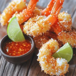 - 1 pound large shrimp, peeled and deveined - 1 cup shredded coconut (sweetened or unsweetened, based on preference) - 1/2 cup panko breadcrumbs - 1/2 cup all-purpose flour - 2 large eggs, beaten - 1 teaspoon garlic powder - 1 teaspoon paprika - 1/2 teaspoon salt - 1/4 teaspoon black pepper - 1/4 cup sweet chili sauce - 1 tablespoon lime juice - 1 teaspoon fresh ginger, grated (optional) Let's dive into the heart of this recipe. You will love the crispy texture and sweet taste of the coconut shrimp. Each ingredient plays a key role in bringing this dish to life. Using large shrimp is vital. They cook evenly and stay juicy. The shredded coconut adds a sweet crunch. You can choose sweetened or unsweetened coconut. Sweetened coconut gives a rich flavor. The panko breadcrumbs create that perfect crispiness. When it comes to seasoning, garlic powder and paprika bring warmth and depth. The salt and black pepper enhance all the flavors. These spices will make your shrimp pop! For the chili sauce, the sweet chili sauce is a must. It pairs perfectly with the shrimp. Lime juice adds a fresh zing. Adding fresh ginger is optional, but it adds a nice kick. Gather these ingredients, and you're set for a delightful cooking experience! First, take one pound of large shrimp. Peel and devein them if they aren’t already. In a medium bowl, mix the shrimp with garlic powder, paprika, salt, and black pepper. Toss to coat the shrimp well in the spices. This adds great flavor before you bread them. Now it’s time to set up your breading station. Grab three shallow dishes. In the first dish, add half a cup of all-purpose flour. In the second, pour in two beaten eggs. In the third, combine one cup of shredded coconut and half a cup of panko breadcrumbs. This setup makes it easy to coat the shrimp. Next, let’s bread the shrimp. Start by dredging each shrimp in the flour. Shake off any extra flour. Then dip the shrimp into the beaten eggs. Allow the excess egg to drip off. Finally, coat the shrimp in the coconut-panko mix. Press down gently to ensure it sticks. Place the breaded shrimp on a plate. Preheat your air fryer to 400°F (200°C). Lightly spray the basket with cooking spray to prevent sticking. Arrange the breaded shrimp in a single layer in the basket. You may need to do this in batches. Spray the tops of the shrimp lightly with cooking spray for extra crispiness. Cook the shrimp for about 8-10 minutes. Flip them halfway through to ensure they cook evenly. They should turn golden and crispy. The internal temperature should reach 120°F (49°C) for safe eating. While the shrimp cook, let’s make the chili sauce. In a small bowl, combine a quarter cup of sweet chili sauce with one tablespoon of lime juice. If you like, add one teaspoon of grated ginger for a little kick. Mix well to combine. This sauce is perfect for dipping your crispy shrimp. When making coconut shrimp, size and freshness matter. - Size: Use large shrimp. They stay juicy and have a nice bite. - Freshness: Always pick shrimp that smell fresh, not fishy. Look for a firm texture and bright color. To get that crispy, golden crust, you need to use cooking spray wisely. - Cooking Spray: Spray the basket and the tops of the shrimp lightly. This helps the shrimp crisp up without adding extra fat. - Vermin: Adjust the amount of cooking spray to avoid sogginess. Just a light misting is best. You can customize the heat of your coconut shrimp. - Less Spice: If you want milder shrimp, skip the paprika. - More Heat: Add a pinch of cayenne or red pepper flakes to the seasoning mix for extra kick. - Experiment: Try different spices to find your perfect balance! {{image_2}} You can switch up the flavors with different sauces. Try honey mustard for a sweet twist. Teriyaki sauce adds a savory kick. For a spicy punch, sriracha mixes well. You can also make a zesty avocado dip. This will pair nicely with the crispy shrimp. If you want to make this dish gluten-free, use rice flour instead of all-purpose flour. For the breadcrumbs, use gluten-free panko. They work just as well and keep the shrimp crunchy. Make sure to check ingredient labels for hidden gluten. Marinating shrimp is an easy way to add flavor. Use lime juice, garlic, and cilantro for a fresh taste. Let the shrimp sit in the marinade for 30 minutes. This infuses great flavor before you bread them. You can also try coconut milk for a tropical vibe. Just remember to pat the shrimp dry before breading. To keep your leftover coconut shrimp fresh, place them in an airtight container. Make sure to layer them between paper towels to absorb moisture. This step helps keep them crispy. Store the container in the fridge, and they will last for up to three days. When reheating coconut shrimp, I suggest using your air fryer again. Set it to 350°F (175°C) for about five minutes. This method helps restore their crispiness. Avoid using a microwave, as it can make the shrimp soggy. If you want to freeze coconut shrimp, place them in a single layer on a baking sheet. Freeze them for about one hour until firm. After that, transfer them to a freezer-safe bag. They can stay in the freezer for up to three months. To thaw, leave them in the fridge overnight before reheating. To ensure shrimp are cooked, check their internal temperature. Shrimp should reach 120°F (49°C). At this temperature, shrimp turn pink and firm. This means the shrimp are safe to eat. If you do not have a thermometer, look for a bright pink color and a slight curl. Yes, you can use frozen shrimp! Just thaw them first. Place the frozen shrimp in cold water for about 15 minutes. Once thawed, pat them dry with a paper towel. Follow the same cooking steps as fresh shrimp. They may need a minute or two longer to cook. Coconut shrimp pairs well with many sides. Here are some tasty ideas: - Steamed rice - Mixed greens salad - Coleslaw - Grilled vegetables - Pineapple salsa These sides add freshness and flavor to your meal. Enjoy experimenting with different combinations! Coconut shrimp offer a delightful crunch and rich flavor. You learned the key ingredients and steps for this dish. We covered tips for perfecting crispiness and even explored tasty variations. Proper storage ensures your leftovers stay fresh. Enjoy customizing this recipe to fit your taste. Whether you share it or savor it alone, this dish brings joy to any meal. Embrace your culinary skills and make coconut shrimp a staple in your kitchen!