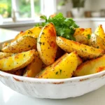 - 4 medium russet potatoes - 4 tablespoons olive oil - 4 cloves garlic, minced - 1 teaspoon dried oregano - 1 teaspoon dried thyme - 1 teaspoon paprika - Salt and pepper - Fresh parsley for garnish To make garlic herb potato wedges, you need simple, fresh items. Start with russet potatoes. Their starchy texture gives wedges a lovely crisp. Use four medium-sized ones, scrubbed clean. You will also need olive oil. Four tablespoons will coat the potatoes well. Garlic adds flavor, so use four cloves, minced. For herbs, dried oregano and thyme work best. A teaspoon of each will do. Paprika gives the wedges a nice color and slight kick. Add one teaspoon of it. Don't forget salt and pepper; they enhance every flavor. Finally, chop fresh parsley for garnish. It adds a pop of color and freshness. This list keeps it easy. You can find all these items at your local grocery store. Happy cooking! 1. Soaking the potatoes: After cutting the potatoes into wedges, soak them in cold water for at least 30 minutes. This step is key. It helps remove excess starch, making your wedges crispier. 2. Preheating the air fryer: While the potatoes soak, preheat your air fryer to 400°F (200°C). This will ensure your wedges cook evenly and get that perfect golden color. 3. Draining and drying the wedges: Once the potatoes have soaked, drain them well. Then, pat them dry with paper towels. This step removes moisture and helps with crispiness. 1. Combining ingredients in a mixing bowl: In a large bowl, mix the drained potato wedges with 4 tablespoons of olive oil. Add 4 cloves of minced garlic, 1 teaspoon each of dried oregano, dried thyme, and paprika. Don’t forget salt and pepper to taste! 2. Tossing the wedges to coat evenly: Toss the wedges well until they are fully coated in the oil and spices. This step adds flavor and ensures every bite is tasty. 1. Air frying instructions: Place the seasoned potato wedges in a single layer in the air fryer basket. Make sure not to overcrowd them, as this can lead to uneven cooking. You may need to cook in batches for the best results. 2. Tips for achieving even browning: Air fry the wedges for 15-20 minutes. Shake the basket halfway through cooking to promote even browning. Keep an eye on them; you want them golden and crispy, not burnt. Soaking the potatoes is key. When you soak them in cold water for at least 30 minutes, it removes extra starch. This helps the wedges turn crispy and golden. After soaking, dry them well with paper towels. For cooking, set your air fryer to 400°F (200°C). Cook the wedges for 15 to 20 minutes. Shake the basket halfway through to ensure even cooking. You can switch up the herbs and spices for more flavor. Try fresh rosemary or basil for a twist. A sprinkle of cheese, like Parmesan, adds a rich taste too. Consider adding toppings like jalapeños or bacon bits for a fun kick. Dipping sauces pair great with these wedges. Ranch, garlic aioli, or even spicy ketchup work well. For serving, place the wedges in a rustic bowl or on a wooden board. Garnish with fresh parsley for a pop of color. This makes your dish look inviting and delicious! {{image_2}} You can switch up your potato choice for different tastes. Sweet potatoes give a sweet, earthy flavor. They also turn out crisp and golden. Yukon gold potatoes offer a creamy texture. Their flavor is buttery, adding richness to your dish. Using these options can change your garlic herb potato wedges. Each type of potato can lead to a new favorite. Feel free to get creative with your spices! Try a spicy herb blend for a kick. Mix in chili powder or cayenne for heat. You can also add parmesan cheese for a savory twist. Toppings like crumbled feta or bacon bits can make your wedges special. Pair them with dips like spicy ketchup or garlic aioli for extra flavor. The options are endless, so have fun mixing! You can cook these wedges in different ways. Air frying gives a crispy finish in less time. If you don't have an air fryer, no worries! You can bake them in the oven at 425°F (220°C). Spread the wedges on a baking sheet for even cooking. Make sure to flip them halfway through for that nice golden color. Both methods lead to tasty wedges that everyone will love! After making garlic herb potato wedges, you might have some left. To keep them fresh, store them in an airtight container. Place the container in the fridge. This will help prevent them from drying out. You can store your potato wedges for up to 3 days. After that, they may lose their flavor and texture. When reheating garlic herb potato wedges, the air fryer works best. Set it to 350°F (175°C) and heat for about 5-7 minutes. This keeps them crispy and warm. If you don't have an air fryer, use an oven. Preheat it to 350°F (175°C) and bake the wedges on a tray. This method also helps to maintain their crispness. To make garlic herb potato wedges, start with russet potatoes. Cut them into wedges and soak them in cold water for 30 minutes. This step helps remove starch and makes them crispier. Next, preheat your air fryer to 400°F (200°C). After that, drain and dry the wedges. In a bowl, mix the wedges with olive oil, minced garlic, oregano, thyme, paprika, salt, and pepper. Toss well to coat. Place the wedges in a single layer in the air fryer. Cook them for 15-20 minutes. Shake the basket halfway through for even cooking. Once they are golden and crispy, garnish with chopped parsley. Yes, you can use other potatoes! Sweet potatoes work great for a sweeter taste. Yukon gold potatoes are creamy and have a buttery flavor. Each type will change the texture and taste slightly. Russet potatoes are the best for a classic crispy wedge. Experiment with what you like best! Garlic herb potato wedges pair well with many dishes. Try serving them with burgers or grilled chicken for a tasty meal. They also go great with dipping sauces like ranch or garlic aioli. For a fun twist, serve them with a side of coleslaw or a fresh salad. Enjoy! You learned how to make garlic herb potato wedges in an air fryer. We covered ingredients, preparation, cooking tips, and variations. I shared ways to enhance flavor and serve them well. These wedges are tasty and easy to make. Feel free to mix in your favorite spices. Experiment with different potatoes for fun textures. Enjoy your cooking and savor your delicious creations!