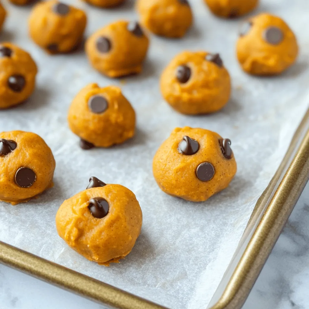 To make these tasty No Bake Pumpkin Cookie Dough Bites, you need: - 1 cup pumpkin puree - 1/2 cup almond butter (or any nut butter of choice) - 1/4 cup maple syrup - 1 teaspoon vanilla extract - 1 teaspoon pumpkin pie spice - 1 1/2 cups rolled oats - 1/2 cup chocolate chips (dairy-free if preferred) - Pinch of salt These ingredients blend together to create a rich and creamy dough. The pumpkin puree gives a nice flavor and moisture. Almond butter adds healthy fats and protein. Maple syrup sweetens the bites naturally. You can customize your cookie dough bites with extra ingredients. Some tasty options include: - Chopped nuts or seeds for crunch - Dried fruit like cranberries or raisins - Coconut flakes for a tropical twist These add-ins can enhance flavor and texture. Feel free to mix and match based on what you have at home. If you don’t have a few items, here are some easy swaps: - Use peanut butter instead of almond butter for a different taste. - Honey can replace maple syrup if you want a sweeter touch. - Quick oats work in place of rolled oats if that’s what you have. These substitutes keep the recipe fun and flexible. You can still enjoy these bites with whatever you have on hand! To start, gather all your ingredients. You need pumpkin puree, almond butter, maple syrup, and a few more items. Grab a mixing bowl and a spatula. This will make your life easier. First, add the pumpkin puree, almond butter, maple syrup, vanilla extract, pumpkin pie spice, and a pinch of salt into the bowl. Mix these until they blend smoothly. This step gives your bites their rich flavor. Now, it's time to add the rolled oats. Gradually stir them into the pumpkin mixture. Make sure the oats get fully coated. This helps keep your bites chewy and tasty. After the oats are well mixed, fold in the chocolate chips gently. They add a nice sweetness and texture to each bite. Mix until the chips are spread evenly throughout the dough. Next, use your hands to scoop out tablespoon-sized portions. Roll these portions into small balls. Don’t worry if they aren’t perfect; they will still taste great! Place the rolled bites on a parchment-lined baking sheet. Once you finish rolling all the dough, pop the baking sheet into the fridge. Chill the bites for at least 30 minutes. This helps them firm up and makes them easier to eat. Enjoy them cold or at room temperature! For the best texture, use rolled oats. They give a nice chew. Instant oats can make the bites too soft. If you want a creamier texture, add more almond butter. Just a little extra can make a big difference. After mixing, chill the bites for at least 30 minutes. This helps them firm up nicely. Pumpkin pie spice is key in this recipe. It brings warmth and depth. If you want more flavor, experiment with nutmeg or cinnamon. You can adjust the spice amounts to suit your taste. A pinch of salt balances the sweetness too. Don’t skip the vanilla extract; it adds a lovely aroma. These bites are great for snacks. Serve them chilled or at room temperature. They are perfect for parties or lunchboxes. Pair them with a glass of almond milk for a treat. You can also roll them in chopped nuts or coconut for extra crunch. Enjoy them as a fun dessert or a healthy snack option! {{image_2}} You can switch up the chocolate chips for dried fruit. Try raisins, cranberries, or chopped dates. They add a sweet and chewy bite. You can also use white chocolate chips or butterscotch chips for a fun twist. If you want a nutty flavor, use chopped nuts like pecans or walnuts instead. Almond butter is great, but you can use any nut butter you like. Peanut butter gives a rich taste. Cashew butter is smooth and creamy. If you’re allergic to nuts, try sunflower seed butter. It has a similar texture and flavor. Each nut butter will change the taste just a bit. Pumpkin pie spice is a must, but you can add more flavors. A hint of cinnamon or nutmeg will enhance the taste. Try adding a splash of maple extract for extra sweetness. You can also mix in some chopped fresh apples or pears for a seasonal touch. Mix and match to find your favorite flavor combo! To keep your No Bake Pumpkin Cookie Dough Bites fresh, store them in an airtight container. This method helps prevent moisture loss and keeps them tasty. Be sure to place a piece of parchment paper between layers if you stack them. This adds a barrier, which helps keep them from sticking together. If stored properly, these bites last about one week in the fridge. Always check for any signs of spoilage, like a change in smell or texture. If you notice anything odd, it’s best to toss them out. For maximum flavor, enjoy them within the first few days. You can freeze these bites for longer storage. To do this, place them in a single layer on a baking sheet. Freeze them until solid, then transfer them to a freezer-safe bag. This way, they won’t stick together. They can last up to three months in the freezer. When you want to enjoy them, let them thaw in the fridge overnight. Yes, you can use fresh pumpkin. You will need to cook and mash it first. Make sure it is not too watery. This keeps the dough from becoming too soft. To make these bites vegan, use maple syrup and a plant-based nut butter. Almond butter works well. Check your chocolate chips to be sure they are dairy-free. Absolutely! Adding protein powder boosts the nutrition. Use about 1/4 cup and mix it with the dry ingredients. This makes the bites even more filling. Serve these bites chilled or at room temperature. They make a great snack or dessert. You can also pair them with a warm drink. Enjoy them with friends or family for a fun treat! In this post, we covered the essential ingredients, helpful tips, and storage for no-bake pumpkin cookie dough bites. I shared the step-by-step process, plus ideas for variations and extras. Remember, you can mix flavors and adjust ingredients to fit your taste. Storing them right keeps them fresh longer. Now, you can enjoy a simple, tasty treat any time. Try these bites out and share them with friends!