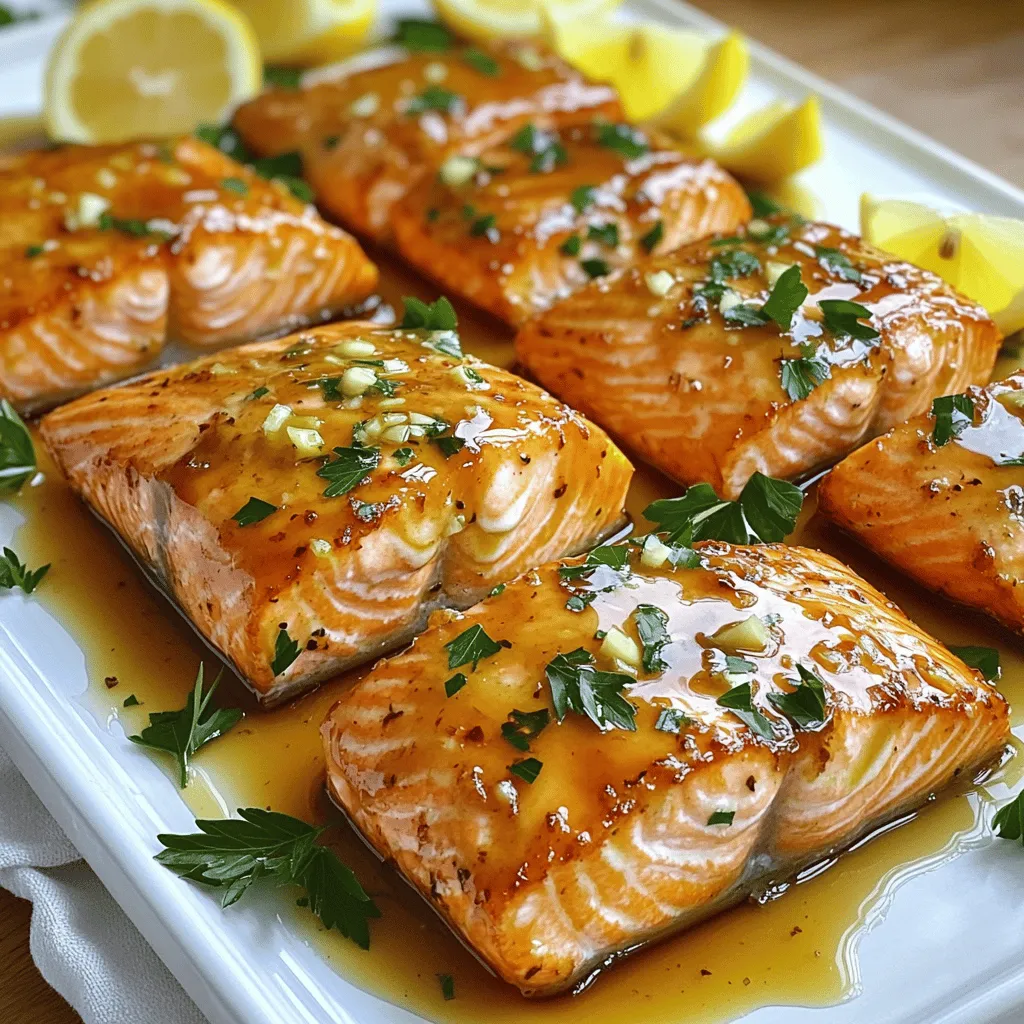 For this quick and delicious dish, gather these key ingredients: - 4 salmon fillets - 1/4 cup pure maple syrup - 4 cloves garlic, minced - 2 tablespoons soy sauce - 1 tablespoon olive oil - Salt and pepper, to taste - 1 tablespoon fresh lemon juice These items create a sweet and savory flavor that pairs perfectly with salmon. You can enhance your Maple Garlic Salmon with these extras: - Fresh parsley, chopped (for garnish) - Lemon wedges (for serving) These add color and brightness to your plate. You can also try adding red pepper flakes for heat or sesame seeds for crunch. To make this recipe, have these tools ready: - A non-stick pan - A small bowl for mixing - A whisk or fork - A paper towel for drying the salmon These items help you cook quickly and easily. To start this easy recipe, gather your ingredients. You need four salmon fillets. Measure out 1/4 cup of pure maple syrup. Mince four garlic cloves for that tasty kick. Pour 2 tablespoons of soy sauce into a bowl. Add 1 tablespoon of olive oil and 1 tablespoon of fresh lemon juice. Lastly, grab some salt and pepper for seasoning. Heat a non-stick pan over medium-high heat. While it heats, pat the salmon fillets dry with a paper towel. Season both sides with salt and pepper. When the pan is hot, place the salmon skin-side down. Cook for 3-4 minutes until the skin gets crispy. Next, flip the salmon fillets carefully. Pour the maple garlic sauce over the salmon. Let it cook for another 3-5 minutes. Spoon the sauce over the fillets while cooking. Make sure the salmon reaches an internal temperature of 145°F. After cooking, remove the salmon from the heat. Let it rest for a minute to keep it juicy. Garnish with chopped parsley for a fresh touch. This adds color and flavor to your dish. Serve the salmon on a platter with extra sauce drizzled on top. Enjoy your quick and tasty meal! To get that perfect crispy skin on your salmon, start by patting it dry. Use a paper towel to remove moisture. Next, season both sides with salt and pepper. Heat your pan until it's hot. Then, place the salmon skin-side down. Cook for 3 to 4 minutes without moving it. This helps the skin get really crispy. When you flip it, be gentle. Pour the sauce over the top to keep the skin on the pan. You can add extra flavor to the maple garlic sauce if you like. Try adding a teaspoon of Dijon mustard for a tangy kick. A pinch of red pepper flakes can bring some heat. Want a hint of fruit? Add a splash of orange juice to the sauce. You can also swap the olive oil for sesame oil. This will give your dish a nice, nutty taste. One common mistake is not drying the salmon well. Extra moisture will prevent the skin from getting crispy. Another mistake is cooking the salmon too long. Keep an eye on it! Salmon cooks fast. If you overcook it, it will be dry. Lastly, don’t skip the resting time after cooking. Letting the salmon rest makes it juicier and tastier. {{image_2}} You can switch up the main ingredients in this recipe. Here are some ideas: - Honey: Use honey instead of maple syrup for a different sweet note. - Ginger: Add fresh ginger for a spicy kick. Just mince it and mix it in. - Citrus: Try orange juice instead of lemon juice for a bright flavor. - Herbs: Use dill or thyme instead of parsley for a different taste. These swaps can change the dish while keeping it delicious. Both cooking styles work well for maple garlic salmon. - Grilled: This adds a smoky flavor. Preheat your grill and use a grill-safe pan if needed. Cook the salmon skin-side down. Watch for flare-ups! - Pan-Seared: This keeps the fish juicy and tender. Use a non-stick skillet to get crispy skin easily. Choose the style you prefer based on your taste or available tools. Pair your maple garlic salmon with tasty side dishes. Here are some great ideas: - Rice: Serve with fluffy white rice or brown rice to soak up the sauce. - Vegetables: Roasted or steamed veggies like broccoli or asparagus add color and nutrients. - Salad: A simple green salad with lemon vinaigrette is fresh and light. These sides complement the salmon and make for a balanced meal. After enjoying your meal, let the salmon cool. Place it in an airtight container. You can store it in the fridge for up to three days. Make sure to cover it well to keep it fresh. If you want to save it longer, consider freezing. To reheat leftover salmon, use your oven or a skillet. Preheat the oven to 350°F. Place the salmon on a baking sheet. Cover it with foil to retain moisture. Heat for about 10-15 minutes. If using a skillet, add a splash of water and cover. Heat on low until warm. If you want to freeze the salmon, wrap each piece tightly in plastic wrap. Then place them in a freezer bag. Make sure to remove as much air as possible. You can freeze it for up to three months. When ready to eat, thaw in the fridge overnight before reheating. Yes, you can use other fish. Good options include trout, tilapia, or cod. These fish have a mild taste that works well with the maple garlic sauce. Adjust the cooking time as needed, as different fish cook at different rates. Salmon is fully cooked when its internal temperature reaches 145°F. Use a meat thermometer for accuracy. The fish should be opaque and easily flake with a fork. If the flesh is still translucent, it needs more time. If you do not have maple syrup, honey is a great substitute. Agave nectar can also work well. You can use brown sugar mixed with a bit of water for a similar effect. Each option will give a sweet and tasty glaze. Yes, Maple Garlic Salmon is healthy. Salmon is rich in omega-3 fatty acids, which are good for your heart. The garlic adds flavor and has health benefits too. Just be mindful of the maple syrup, as it adds sugar. Enjoy in moderation for a balanced meal. This blog post explored how to make tasty Maple Garlic Salmon. You learned about key ingredients, cooking steps, and useful tips. I shared variations to try and how to store leftovers. Remember, you can easily adjust flavors and cooking styles to fit your tastes. Don’t hesitate to experiment with different fish or sides. Cooking is about finding what you enjoy. With this guide, you have all you need for delicious salmon. Enjoy cooking!