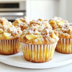 To make Apple Streusel Muffins, gather these items: - 2 cups all-purpose flour - 1 teaspoon baking powder - 1/2 teaspoon baking soda - 1 teaspoon ground cinnamon - 1/4 teaspoon salt - 1/2 cup unsalted butter, softened - 1 cup granulated sugar - 2 large eggs - 1 teaspoon vanilla extract - 1/2 cup buttermilk - 2 cups apples, peeled and diced (about 2 medium apples) - 1/2 cup walnuts, chopped (optional) - Streusel Topping: - 1/3 cup all-purpose flour - 1/4 cup brown sugar, packed - 1/4 teaspoon ground cinnamon - 2 tablespoons unsalted butter, melted You can add walnuts to your muffins for a nice crunch. If you want a nut-free version, just skip them. If you lack buttermilk, mix 1/2 cup milk with 1/2 tablespoon vinegar. Let it sit for five minutes to sour. You can replace granulated sugar with brown sugar for a deeper flavor. If you want a dairy-free muffin, use coconut oil instead of butter. 1. Start by preheating your oven to 350°F (175°C). 2. Line a muffin pan with paper liners or grease it with butter. 3. In a bowl, whisk together 2 cups of all-purpose flour, 1 teaspoon baking powder, 1/2 teaspoon baking soda, 1 teaspoon ground cinnamon, and 1/4 teaspoon salt. Set this aside. 4. In a large bowl, cream 1/2 cup softened unsalted butter and 1 cup granulated sugar until light and fluffy. 5. Add 2 large eggs to the butter mixture, one at a time. Mix well after each addition. 6. Stir in 1 teaspoon of vanilla extract and 1/2 cup of buttermilk until combined. 7. Gradually add the dry ingredients to the wet mixture. Stir gently until just combined. Avoid overmixing! 8. Fold in 2 cups of peeled and diced apples. If you like, add 1/2 cup of chopped walnuts. 9. For the streusel topping, mix 1/3 cup of flour, 1/4 cup packed brown sugar, and 1/4 teaspoon ground cinnamon in a small bowl. 10. Stir in 2 tablespoons of melted butter until the mixture is crumbly. 11. Divide the muffin batter among the muffin cups, filling each about three-quarters full. 12. Generously sprinkle the streusel topping over each muffin. 13. Bake the muffins for 18-20 minutes. Check for doneness with a toothpick. It should come out clean. 14. Let the muffins cool in the pan for 5 minutes. 15. Transfer the muffins to a wire rack to cool completely. 16. For a lovely touch, serve warm with a dusting of powdered sugar and a few apple slices. Enjoy with tea or coffee! Mixing is a key step for great muffins. Start with soft butter and sugar. Cream them together well. This step adds air and makes muffins light. Add eggs one at a time. Mix after each egg until smooth. Then, gently fold in the dry mix. Overmixing can make muffins tough. Stir until just combined for the best texture. For a perfect streusel, use cold butter. Mix flour, brown sugar, and cinnamon in a bowl. Then, add melted butter. Stir until crumbly. If it feels too wet, add a bit more flour. If it's too dry, add a little melted butter. Sprinkle it generously on the muffin batter. This topping adds a sweet crunch that everyone loves. Sometimes muffins don’t rise as expected. This could be due to old baking powder or baking soda. Always check the expiration dates. If muffins are too dry, you may have overbaked them. Keep an eye on the timer and test with a toothpick. For too moist muffins, ensure you measured apples correctly. Too many apples can make them soggy. Adjust and enjoy your baking! {{image_2}} You can change the fruit in these muffins easily. Instead of apples, try pears. They add a sweet and juicy bite. You can also use berries like blueberries or raspberries. These fruits bring a tart flavor that pairs well with the cinnamon. If you want something tropical, use diced pineapple. Each fruit gives a unique twist to the muffins. If you need gluten-free muffins, swap all-purpose flour for a gluten-free blend. This change works well and keeps the muffins fluffy. For a vegan option, replace eggs with flax eggs. Just mix one tablespoon of flaxseed meal with three tablespoons of water. Let it sit until it thickens. Use plant-based butter and almond milk instead of dairy. These swaps help you enjoy the muffins without missing out. Add nuts for extra crunch and flavor. Walnuts work great, but you can also use pecans or almonds. If you want more spice, try adding nutmeg or ginger. A pinch of cloves can also add warmth. Mix in these flavors to make your muffins even more delightful. Experiment with different combinations to find your favorite! To keep your Apple Streusel Muffins fresh, store them in an airtight container. This will keep them moist and tasty. Place a piece of wax paper or a paper towel inside. This helps absorb extra moisture. You can keep them at room temperature for about two days. If you want them to last longer, put them in the fridge. They can stay fresh there for up to a week. When you want to enjoy a muffin again, reheating is easy. You can pop it in the microwave for about 10-15 seconds. This warms it up nicely. If you prefer a crispy top, use the oven. Preheat it to 350°F (175°C). Place the muffin on a baking sheet and heat for about 5-7 minutes. This brings back that fresh-baked taste. Freezing muffins is a great way to save them for later. First, let the muffins cool completely. Then, wrap each muffin in plastic wrap. After that, place them in a freezer bag. Be sure to squeeze out any air. They can stay frozen for up to three months. When you want to eat one, take it out and follow the reheating instructions. It’s like having a fresh muffin anytime! You can store Apple Streusel Muffins in an airtight container. Keep them at room temperature for up to three days. If you want them fresh for longer, refrigerate them. They can last about a week in the fridge. For even longer storage, you can freeze them. Wrap each muffin tightly in plastic wrap and place them in a freezer bag. They will stay fresh for up to three months in the freezer. Yes, you can make these muffins ahead of time. Bake them the day before you plan to serve them. Let them cool completely before storing. This will help keep them fresh. You can also prepare the batter a day ahead. Store it in the fridge and bake the muffins fresh in the morning. This gives you warm muffins to enjoy with your coffee. To reduce sugar in this recipe, you can cut the granulated sugar by half. You might also use unsweetened applesauce instead of some sugar. This keeps the muffins moist and adds a subtle sweetness. Another option is to use a sugar substitute. Choose one that measures like sugar to keep the texture right. Always taste the batter before baking to adjust sweetness to your liking. This blog post covered how to make delicious apple streusel muffins. You learned about key ingredients and the steps for baking. I shared tips for mixing and how to fix common problems. Plus, you found out about different variations and storage methods. Baking can be fun and easy. With these tips, you can create your perfect muffins every time. Enjoy baking and sharing your tasty treats!