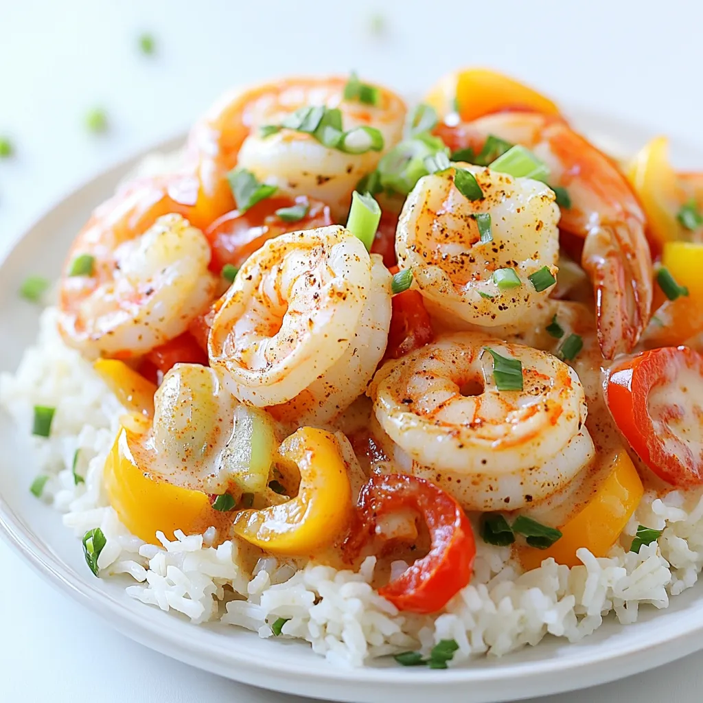 - 1 lb large shrimp, peeled and deveined - 1 cup long-grain white rice - 1 can (14 oz) diced tomatoes with green chilies - 1 tablespoon Cajun seasoning - 2 tablespoons olive oil - Salt and pepper to taste - 1 medium onion, chopped - 1 bell pepper (red or green), chopped - 3 cloves garlic, minced - 2 cups chicken broth - 1 cup heavy cream - 2 green onions, sliced (for garnish) - Fresh parsley, chopped (for garnish) To make this dish shine, gather these ingredients. The shrimp is the star of the show. Choose large, fresh shrimp for the best flavor. The long-grain rice provides a nice base. Diced tomatoes with green chilies add a spicy kick and color. Cajun seasoning brings warmth and depth. Olive oil helps sauté the veggies and add richness. Don't forget salt and pepper to enhance all flavors. Chop the onion and bell pepper for sweetness. Minced garlic adds a lovely aroma. Chicken broth is key for cooking the rice. Heavy cream gives the dish its creamy texture. For a fresh finish, use green onions and parsley as garnishes. These ingredients come together to create a dish full of flavor and comfort. Each bite will transport you to a sunny bayou, making every meal special. Start by seasoning the shrimp. Use Cajun seasoning, salt, and pepper. Mix well in a bowl. Let the shrimp marinate for about 10 minutes. This step adds rich flavor to your dish. Next, heat olive oil in a large skillet over medium heat. Add the chopped onion and bell pepper. Cook them until softened, which takes about 5 minutes. Stir in minced garlic and cook for one more minute. This adds a nice aroma and depth of flavor to the dish. Now it’s time to toast the rice. Add it to the skillet with the veggies. Stir well to coat the rice in oil. Cook the rice for 2-3 minutes until it gets a little toasty. Pour in the can of diced tomatoes with their juice and the chicken broth. Bring the mixture to a boil. Once boiling, reduce the heat to low. Cover the skillet and let it simmer for 15-20 minutes until the rice is tender. Once the rice is cooked, stir in the heavy cream and the marinated shrimp. Cook this uncovered for an additional 5-7 minutes. You want the shrimp to turn pink and be fully cooked. Finally, taste and adjust the seasoning with more salt and pepper if needed. Enjoy the creamy goodness! For my One-Pan Creamy Cajun Shrimp Rice Skillet, I always recommend large shrimp. They offer a nice bite and hold their shape well during cooking. Fresh shrimp is best, but frozen shrimp works too. Just remember to thaw them before cooking. Toasting the rice is key to great flavor. When you add it to the skillet, stir it in with the veggies for a few minutes. This step brings out a nutty taste in the rice. It also helps the grains stay separate, so you get a nice texture in every bite. Garnishing your dish can elevate its look. I love using sliced green onions and chopped parsley. They add color and freshness. Just sprinkle them on just before serving. It makes the dish pop! When plating, use a large serving spoon. This way, you can scoop up the creamy rice and shrimp easily. Make sure to show off that creamy texture. A well-plated meal looks more inviting, and it tastes better too! Choosing the right skillet is important. A large, heavy skillet works best for even cooking. It helps the rice cook uniformly. I suggest a non-stick skillet for easy cleanup too. You’ll need a few essential tools. A sharp knife makes chopping veggies quick. A measuring cup is a must for rice and broth. A wooden spoon helps stir everything nicely. With the right tools, your cooking will go smoothly! {{image_2}} You can make this dish spicier. Just add more Cajun seasoning or a splash of hot sauce. This small change brings a kick to your meal. If you like it creamy but want less richness, try using less heavy cream. You can still keep the great taste while making it lighter. If shrimp isn’t your thing, you can use chicken or sausage instead. Both options work well and add different flavors. For a vegetarian twist, try using mushrooms or chickpeas. These choices keep your dish hearty and satisfying. You can use brown rice instead of white rice. Brown rice takes longer to cook, so adjust the time to around 30-40 minutes. For a low-carb option, consider cauliflower rice. It cooks quickly, so add it in the last 5-7 minutes of cooking. This way, your dish stays fresh and delicious. Store leftovers in an airtight container. Glass or plastic containers work well. Let the dish cool to room temperature first. This helps keep it fresh. Use it within three to four days for the best taste. To freeze One-Pan Creamy Cajun Shrimp Rice Skillet, let it cool completely. Then, place it in a freezer-safe container. Make sure to leave some space for expansion. It can stay in the freezer for about three months. To thaw, move it to the fridge overnight. Reheat on the stove or in the microwave. Stir well to heat evenly. In the fridge, you can keep this dish for three to four days. In the freezer, it lasts for about three months. Check for signs of spoilage before eating. If it smells off or the texture changes, throw it away. Enjoy your meal safely! Yes, you can use frozen shrimp. Just remember to thaw them first. Place the shrimp in a bowl of cold water for about 15-20 minutes. This helps them thaw evenly without cooking. Pat them dry before seasoning. Frozen shrimp work well, but fresh shrimp taste better. If you want a lighter dish, you can use half-and-half or whole milk. Coconut milk is another great option. It adds a subtle flavor and keeps the dish creamy. Greek yogurt can also work, but add it at the end to avoid curdling. Each option offers a different taste but still keeps the dish rich. To ensure this dish is gluten-free, use gluten-free chicken broth. Also, check that the Cajun seasoning has no gluten. Most spices are gluten-free, but it’s wise to read labels. Using long-grain rice is a safe choice, as it’s naturally gluten-free. Enjoy your tasty, gluten-free meal! This post covered how to make a delicious One-Pan Creamy Cajun Shrimp Rice Skillet. We detailed key ingredients, from shrimp to spices, and provided clear steps to cook this dish. You also learned tips for perfecting the meal and different variations to suit your taste. Try this recipe for a satisfying dish. Enjoy experimenting in your kitchen!