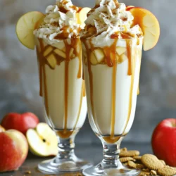 - 2 cups vanilla ice cream - 1 cup whole milk - 1 medium apple, diced (preferably Granny Smith for a tart flavor) - 1/4 cup caramel sauce (plus extra for drizzling) - 1/2 teaspoon cinnamon - Whipped cream for topping - Apple slices for garnish - Crushed graham crackers (optional, for added crunch) To make the perfect caramel apple milkshake, gather these ingredients first. Start with vanilla ice cream for a rich, creamy base. Use whole milk to achieve a smooth texture that blends well. For the apple, I recommend Granny Smith. Its tartness adds a nice contrast to the sweet caramel. Next, caramel sauce is key. It brings the flavor together and makes the shake feel indulgent. A sprinkle of cinnamon adds warmth and spice. Whipped cream is a must for that delicious topping, while apple slices and crushed graham crackers add fun and crunch. When you have all these ingredients ready, you're set to create a delightful milkshake. Each element plays a role in making this treat both tasty and enjoyable. Start by adding 2 cups of vanilla ice cream to your blender. Then, pour in 1 cup of whole milk. Blend these two ingredients together until you get a smooth and creamy texture. This is the base of your milkshake. You want it to be thick but pourable. Next, take 1 medium apple and dice it into small pieces. I recommend using a Granny Smith apple for a nice tart flavor. Add the diced apple to the blender. Then, pour in 1/4 cup of caramel sauce and sprinkle in 1/2 teaspoon of cinnamon. Pulse the blender a few times. This keeps some apple chunks for texture while mixing in the flavors. Now, taste your milkshake. If you want it sweeter, add a bit more caramel sauce. Blend it briefly to mix. Pour the milkshake into tall glasses, filling them about three-quarters full. For the final touch, top each milkshake with whipped cream. Drizzle extra caramel sauce over the cream. If you like some crunch, sprinkle crushed graham crackers on top. Lastly, garnish each glass with a slice of apple on the rim. For a great caramel apple milkshake, choose the right apple. The best variety is Granny Smith. It is tart and brings a fresh taste. This tartness balances the sweetness of the caramel. You can also use other apples, like Honeycrisp or Fuji. They add a different flavor but are still tasty. You can change the thickness of your milkshake easily. If you want it thicker, add more ice cream. For a thinner milkshake, add more milk. You can also mix in different flavors. Consider adding chocolate syrup for a rich taste. Vanilla extract can enhance the vanilla ice cream flavor too. Toppings make your milkshake look great. Whipped cream is a must for creaminess. Drizzle extra caramel on top for a sweet touch. You can also add apple slices for a fresh look. For crunch, sprinkle crushed graham crackers on top. This adds texture and makes it fun for social media posts. {{image_2}} You can make your caramel apple milkshake even better by adding seasonal spices. Try adding nutmeg or allspice for a warm flavor. A dash of pumpkin spice brings fall vibes. You can also switch sweeteners. Maple syrup or honey adds a unique taste. Each option gives a new twist to this classic drink. Want a dairy-free milkshake? Use almond, oat, or coconut milk instead of whole milk. These options give a nice flavor. You can also change the base flavor. Use chocolate or caramel ice cream for a richer taste. Mixing flavors can surprise your taste buds in a delightful way. Adding more fruits makes this milkshake fun! Try mixing in bananas or pears for extra sweetness. You can even swirl in some chocolate or caramel for extra richness. These add-ins make your drink more exciting and personal. Each sip can surprise you with new tastes and textures. Store any leftover milkshake in an airtight container. Keep it in the fridge for up to 24 hours. If your milkshake separates, just stir it before serving. For longer storage, freeze it. You can freeze the milkshake for up to one month. When you want to enjoy it again, let it thaw in the fridge overnight. Avoid re-freezing after thawing to keep the flavor fresh. You can make parts of the milkshake ahead of time. Prepare the caramel sauce and diced apple a day before. Store the apple in lemon juice to keep it fresh. You can also freeze apple pieces for later use. Just make sure they are in a sealed bag. For ice cream, scoop it into a container and freeze it. This way, you’ll save time when it’s milkshake time! If your milkshake thickens after storage, don’t worry. Just add a splash of milk and stir well. You can serve it chilled for a refreshing treat. If you like a frozen treat, blend it again to make it creamy. Both ways are delicious! Enjoy the milkshake however you like best. To make a vegan caramel apple milkshake, use plant-based ice cream. Almond, coconut, or soy ice cream works well. Replace whole milk with almond milk or oat milk. Use a vegan caramel sauce too. This keeps all the great flavors while being dairy-free. Yes, you can use any milk you like. Almond milk, soy milk, or oat milk are great choices. Each type will change the flavor a bit. For a creamier texture, use whole milk or 2% milk. Store the leftover milkshake in an airtight container. This keeps it fresh. Place it in the freezer if you need to save it longer. Before serving, let it sit out for a few minutes. This helps it soften and become drinkable again. You can make a milkshake without a blender by using a large bowl and a whisk. Mix the ice cream and milk together until smooth. Then, stir in the diced apple, caramel, and cinnamon. It will take some extra effort, but you will still enjoy a tasty milkshake! To make the perfect caramel apple milkshake, gather your ingredients and follow the steps outlined. Start with blending vanilla ice cream and whole milk. Add diced apples, caramel, and cinnamon for that delicious flavor. Customize it with your favorite toppings and flavors. Remember to choose the right apples for balance and to adjust thickness as desired. With these tips, you can create a delightful treat any time. Enjoy exploring variations and serving suggestions. This milkshake is sure to impress!