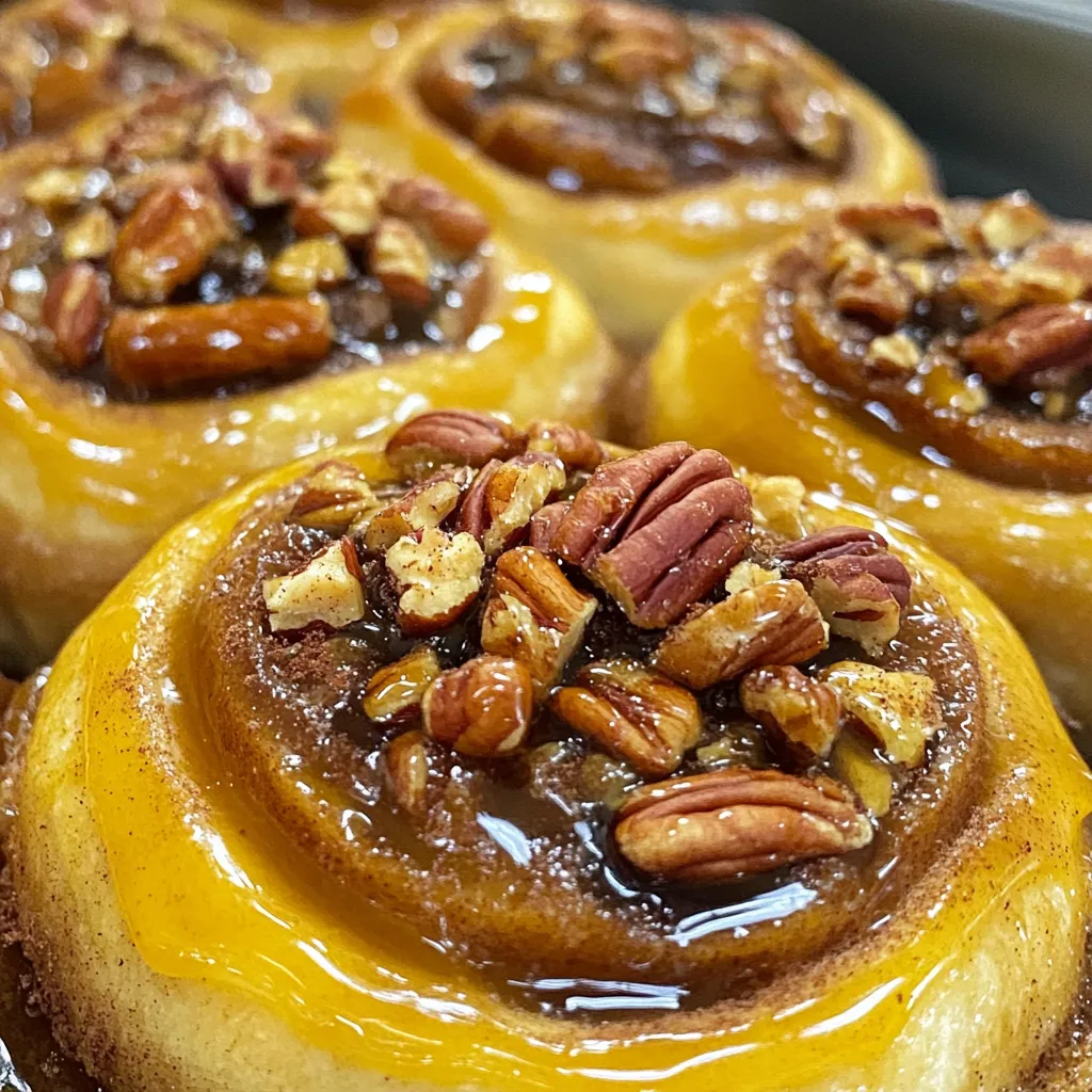 - 2 cups all-purpose flour - 1 cup warmed milk - 1/4 cup melted unsalted butter - 1/4 cup sugar - 1 packet instant yeast (2 1/4 tsp) - 1/2 teaspoon salt - 1/2 teaspoon ground cinnamon - 1 large egg - 1 cup chopped pecans - 1/2 cup maple syrup - 1/4 cup softened unsalted butter - 1 teaspoon vanilla extract You can swap all-purpose flour for whole wheat flour or gluten-free flour. Use coconut sugar or honey instead of regular sugar. Almond milk or oat milk works well in place of cow's milk. For a vegan twist, try using coconut oil instead of butter. You can replace the egg with 1/4 cup unsweetened applesauce. Maple Pecan Sticky Buns go great with hot coffee or tea. A glass of fresh orange juice also complements them well. You can serve them alongside scrambled eggs or a fresh fruit salad for a balanced breakfast. - First, mix the wet ingredients. In a large bowl, combine the warmed milk, melted butter, and sugar. Whisk it together until well blended. - Next, sprinkle the yeast on top of the mixture. Let it sit for about 5 minutes. You want it to become foamy. - In another bowl, mix the flour, salt, and ground cinnamon. This will be your dry mix. - Now, add the dry mix to the wet mix. Also, crack in the egg. Stir until you see a sticky dough form. - Transfer the dough to a floured surface. Knead it for about 5-7 minutes. You want it to be smooth. - Place the kneaded dough in a greased bowl. Cover it with a kitchen towel. Let it rise in a warm spot for about 1 hour. It should double in size. - While the dough rises, prepare the filling. In a small bowl, combine the softened butter, brown sugar, and vanilla extract. Mix until it forms a smooth paste. - Gather your filling ingredients. You will need chopped pecans for that nice crunch and flavor. - Once the dough has risen, punch it down gently. Roll it out into a 12x8 inch rectangle on a floured surface. - Spread the butter filling evenly over the dough. Then, sprinkle the chopped pecans on top. - Starting from the long edge, tightly roll the dough into a log. Cut this log into 12 equal pieces. - Place the cut pieces in a greased baking dish, cut side up. Make sure they are close together. - In a small saucepan, heat the maple syrup over medium heat until it starts to bubble. Pour this over the arranged buns. - Cover the dish and let the buns rise for another 30 minutes while you preheat the oven to 375°F (190°C). - Bake the buns for 25 to 30 minutes. Watch for a golden brown color. - After baking, let them cool for about 10 minutes. Then, invert the dish onto a serving platter. Enjoy the syrup pooling over the sticky buns! To make perfect buns, follow these dos and don’ts: - Do measure your ingredients carefully. This ensures the right texture. - Do use fresh yeast. Old yeast can fail to rise properly. - Don’t skip the resting time. This helps develop flavor and texture. - Don’t overcrowd the baking dish. Leave space for the buns to expand. Common pitfalls include: - Not kneading enough. Knead until smooth for best results. - Rolling the dough too thin. Aim for a 12x8 inch rectangle. The right environment helps your dough rise well. - Warm spot: An oven preheated for 2 minutes works great. Turn it off before placing the dough inside. - Proofing box: If you have one, it provides a stable warm area. Otherwise, a kitchen towel over the bowl can help. Make sure the dough is covered. This keeps it moist while rising. To serve sticky buns for the best flavor: - Warm buns: Serve them warm right out of the oven. The syrup will be gooey and delicious. - Topping: Add a sprinkle of chopped pecans on top before serving for extra crunch. For storing leftovers: - Keep in an airtight container at room temperature. Enjoy them within 2 days for the best taste. - You can also refrigerate them for up to a week. Just reheat before serving to restore softness. {{image_2}} You can make your Maple Pecan Sticky Buns even more special by adding spices. Nutmeg and cloves bring a warm flavor that pairs well with maple. Just a pinch of either spice can change the taste. You can also mix in different nuts or dried fruits. Walnuts or almonds can add a nice crunch. Dried cherries or cranberries give a sweet-tart twist. Experimenting with flavors can lead to your new favorite version! To enhance the flavor, consider using glazes or icings. A simple cream cheese icing can add richness. You can also try a vanilla glaze for a sweeter touch. If you want to change the syrup, use honey or agave. Both sweeteners work well and add their own unique taste. Swapping maple syrup can create a different experience while keeping it delicious! If you need a gluten-free version, it's easy to adapt. Use gluten-free flour blends to replace all-purpose flour. Look for blends that have xanthan gum. This helps with the dough's texture. You can also use almond flour for a nutty flavor. Just remember that the dough may need a little more liquid. Adjust as needed to get the right consistency. Enjoy the same great taste without the gluten! To keep your Maple Pecan Sticky Buns fresh in the fridge, place them in an airtight container. This helps to trap moisture and flavor. If you do not have one, wrap them tightly in plastic wrap. This prevents drying out. Try to store them within two days for the best taste. For long-term storage, you can freeze these sticky buns. First, let them cool completely. Then, wrap each bun in plastic wrap and place them in a freezer-safe bag. This keeps them safe from freezer burn. When you are ready to enjoy, remove them from the freezer. Let them thaw overnight in the fridge. Reheat them in the oven at 350°F (175°C) for about 10-15 minutes. This restores their soft texture. At room temperature, your Maple Pecan Sticky Buns stay fresh for about two days. Store them in a cool, dry place. Look for signs that they have gone bad. If they smell off or have mold, it’s time to toss them. Enjoy these buns while they’re fresh for the best flavor! Yes, you can make these sticky buns in advance. This saves time on baking day. Here are some tips for prep the night before: - Prepare the Dough: Make the dough and let it rise. After the first rise, punch it down. - Chill the Dough: Instead of baking right away, cover it tightly and place it in the fridge. - Shape the Buns: In the morning, roll out the dough, fill it, and shape the buns. - Second Rise: Let them rise for about 30 minutes before baking. This helps them get fluffy. This method keeps the flavor fresh and saves you time. You can reheat leftover sticky buns easily. Here are a few methods for reheating that keep them tasty: - Oven Method: Preheat your oven to 350°F (175°C). Wrap the buns in foil and heat for about 10-15 minutes. - Microwave Method: Place a bun on a microwave-safe plate. Heat for 10-15 seconds. Add a damp paper towel on top for moisture. Both methods work well, but the oven helps keep the texture better. Yes, you can swap out the pecans for other nuts. Here are some recommendations and their effects on taste: - Walnuts: They have a milder flavor and add a nice crunch. - Almonds: Sliced almonds give a sweet, nutty taste. - Hazelnuts: These offer a rich, buttery flavor that pairs well with maple. Feel free to mix nuts for a unique twist! Each nut brings its own charm to the sticky buns. You now have all the tools to make delicious Maple Pecan Sticky Buns. We've covered the ingredients, including substitutions for different diets. You learned step-by-step how to prepare, fill, and bake these buns. I shared tips to ensure perfect results and ideas for storage. Don't forget the various ways to tweak flavors and toppings. Enjoy baking and serving these sticky buns, and relish each sweet bite with your favorite drinks or dishes. Happy cooking!