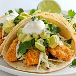 - 1 lb white fish fillets (cod or tilapia) - 1 cup breadcrumbs (preferably panko) - 1 teaspoon cumin powder - 1 teaspoon paprika - 1 teaspoon garlic powder - 1/2 teaspoon salt - 1/2 teaspoon black pepper - 1 tablespoon olive oil I love using white fish fillets like cod or tilapia. They cook quickly and stay tender. Panko breadcrumbs give the fish a great crunch. Spices like cumin, paprika, and garlic powder add warm flavors that make each bite tasty. - 8 small corn tortillas - 1 cup shredded cabbage - 1 avocado, diced - 1/2 cup sour cream - 1 lime, cut into wedges - Fresh cilantro, for garnish Toppings are key to tasty tacos. I use shredded cabbage for crunch and diced avocado for creaminess. Sour cream adds a cool touch, while lime juice gives a fresh zing. Fresh cilantro brightens everything up. - Air fryer - Mixing bowls - Cooking utensils You need a few tools to make these tacos. An air fryer cooks the fish and keeps it crispy. Mixing bowls help blend the breadcrumb mix. Simple cooking utensils make the process smooth and easy. To start, pat the fish fillets dry with paper towels. This helps remove extra moisture. Next, cut the fillets into strips. Aim for strips about one inch wide for even cooking. Now, let’s create a crunchy breadcrumb mixture. In a medium bowl, combine the breadcrumbs, cumin, paprika, garlic powder, salt, and pepper. Mix well to ensure even flavor. Drizzle olive oil over the mixture. Toss it gently to coat all the crumbs. This helps them stick to the fish and get crispy. Next, preheat the air fryer to 400°F (200°C). This step is important for cooking the fish evenly. It should take about 5 minutes to heat up. Once the air fryer is ready, dip each fish strip into the breadcrumb mixture. Press lightly to make sure they are well-coated. Place the coated strips in a single layer in the air fryer basket. Cook them for 10-12 minutes. Flip them halfway through. The fish should turn golden and crispy. While the fish cooks, warm the corn tortillas. You can do this in a dry skillet for about 30 seconds on each side. Alternatively, you can microwave them for about 20 seconds. Now, it’s time to assemble the tacos. Start with a warm tortilla. Add a handful of shredded cabbage to the center. Next, place a few crispy fish strips on top. Then, add diced avocado and a dollop of sour cream. Finish with a squeeze of lime juice and sprinkle fresh cilantro on top. Your tacos are ready to enjoy! To get that perfect crispiness, start by drying the fish. Pat the fish fillets with paper towels. This step removes excess moisture, allowing the coating to stick better. Next, coat the fish evenly with breadcrumbs. I like using panko for extra crunch. Press the fish strips into the breadcrumb mix firmly. This helps the coating stick during cooking. Cooking times vary by fish type. For cod or tilapia, cook for 10-12 minutes in the air fryer at 400°F (200°C). If using thicker fish, add a few extra minutes. Check your air fryer manual. Different models may cook at different rates. Always flip the fish halfway through cooking for even results. Make your fish tacos look colorful and appetizing. Use a vibrant platter to serve. Layer the tacos with shredded cabbage, diced avocado, and a dollop of sour cream. Add lime wedges on the side for a fresh touch. You can also pair them with salsa or pico de gallo. This adds flavor and color, making your dish pop! {{image_2}} You can switch up the fish in these tacos. While cod and tilapia are popular, try using halibut or mahi-mahi. These fish have great flavors and textures. If you want something different, shrimp works well too. Shrimp cooks fast and adds a nice twist to your tacos. Adding spices or marinades can make these tacos even more exciting. Try mixing lime juice with chili powder for a zesty kick. You can also use garlic or onion powder for added depth. Toppings matter, too! Fresh mango salsa or pico de gallo can bring bright flavors. Don’t forget to add some spicy jalapeños if you like heat. If you need gluten-free options, use crushed rice crackers as a breadcrumb alternative. They give a nice crunch and keep the dish gluten-free. For a low-calorie version, skip the sour cream and use Greek yogurt instead. It’s creamy but has fewer calories. Adjusting these ingredients helps everyone enjoy this dish! To keep your fish tacos fresh, store them in the fridge. Place the tacos in an airtight container. This helps prevent moisture loss and keeps them tasty. You can also wrap them in foil or plastic wrap. Leftover fish tacos stay good for up to three days in the fridge. When it's time to eat your leftovers, the best method is the air fryer. Preheat your air fryer to 350°F (175°C). Place the tacos in the basket for about 5-7 minutes. This keeps the fish crispy! You can also use a skillet on medium heat for a few minutes per side. Avoid the microwave, as it can make the tacos soggy. Enjoy your delicious fish tacos again! You can tell fish is cooked when it turns opaque and flakes easily with a fork. For best results, check that the internal temperature reaches 145°F (63°C). If your fish is golden brown and crispy on the outside, that’s a good sign too. Yes, you can prepare the fish and toppings in advance. Cook the fish and store it in an airtight container in the fridge for up to two days. Warm the fish before serving. Prepare the toppings and store them separately. This way, you can assemble fresh tacos in no time! For fish tacos, look for an air fryer with good capacity and even cooking. I recommend models like the Philips Airfryer or the Cosori Air Fryer. They heat well and cook food evenly. Check user reviews to find one that fits your kitchen needs. Absolutely! Just make sure to thaw the frozen fish fillets first. Pat them dry to remove excess moisture. Then, follow the same steps for coating and cooking. You may need to add a couple of extra minutes to your cooking time. In this post, we explored how to make delicious fish tacos using simple ingredients and tools. We covered the main ingredients, like white fish and panko breadcrumbs, and shared easy step-by-step instructions for cooking. I also provided tips for achieving crispiness and offered tasty variations to suit your taste. Remember, you can store leftovers in the fridge and reheat them to keep them crispy. Enjoy your cooking adventure, and have fun experimenting with your fish tacos!