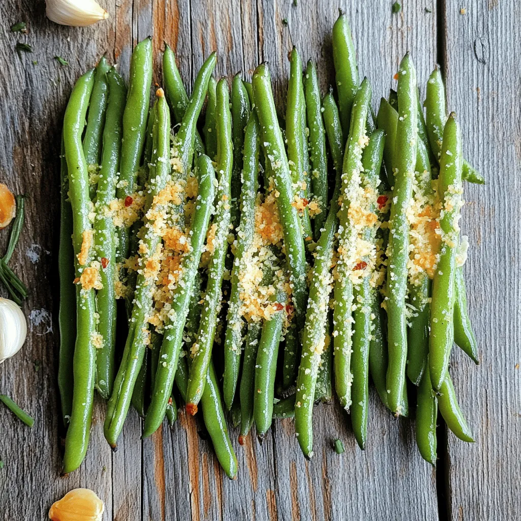 When making Air Fryer Garlic Parmesan Green Beans, you need to gather some simple ingredients. Here’s what you will need: - 1 pound fresh green beans, trimmed - 2 tablespoons olive oil - 4 cloves garlic, minced - ½ cup grated Parmesan cheese - 1 teaspoon garlic powder - ½ teaspoon black pepper - ½ teaspoon salt - Optional: crushed red pepper flakes These ingredients work together to create a dish that is both tasty and healthy. Fresh green beans give a crisp texture. Olive oil helps the beans become golden and delicious. Garlic adds a nice kick, while Parmesan cheese gives a rich, savory flavor. You can adjust the salt and pepper to fit your taste. If you like some heat, add the crushed red pepper flakes. This dish is flexible and easy to customize based on what you enjoy. With these ingredients, you will create a side dish that stands out. The mix of flavors will make your meal feel special. Start by setting your air fryer to 375°F (190°C). Preheating helps the green beans cook evenly. This step takes just a few minutes, but it makes a big difference. Next, grab a large bowl. Add 1 pound of trimmed green beans to it. Pour in 2 tablespoons of olive oil. Then, add 4 cloves of minced garlic. Sprinkle in 1 teaspoon of garlic powder, ½ teaspoon of black pepper, and ½ teaspoon of salt. Toss everything together until the green beans are fully coated. For a spicy kick, add some crushed red pepper flakes. This step not only flavors the beans but also makes them shine. Now, place the green bean mixture into the air fryer basket. Spread them out in one even layer. If your air fryer is small, you might need to cook in batches. Cook the beans for 8-10 minutes. Halfway through, shake the basket for even cooking. The beans should be crispy outside and tender inside. Once done, take them out and serve hot. For a finishing touch, sprinkle more Parmesan cheese on top. Enjoy the burst of garlic and cheese flavors! When picking green beans, look for bright, shiny pods. They should feel firm and snap easily when bent. Avoid beans that are limp or have dark spots. Fresh beans taste better and keep their crunch. To get crispy green beans, don't overcrowd the air fryer basket. Spread the beans out evenly. This allows hot air to circulate. Shake the basket halfway through cooking. This helps cook them evenly and keeps them crispy. You can change the flavor by adding or reducing garlic. If you want more heat, add crushed red pepper flakes. For a milder dish, use less garlic or skip the flakes. Taste the mixture before cooking to find your perfect balance. {{image_2}} You can easily switch up the flavor of your green beans. Try adding lemon zest for a bright taste. If you like heat, sprinkle in more crushed red pepper flakes. A dash of smoked paprika gives a nice, smoky flavor. You can also add dried herbs like thyme or oregano. These herbs pair well with garlic and Parmesan. If you want to change the cheese, use pecorino or feta. Both add a unique taste. You can also skip cheese for a lighter dish. Want more texture? Try adding toasted nuts like almonds or pine nuts. They add crunch and flavor. For a twist, mix in some sun-dried tomatoes or olives. These green beans work well as a side dish. Pair them with grilled chicken or fish for a tasty meal. You can also serve them over a bed of rice or quinoa. They make a great addition to a salad, too. Just chop them up and mix them in for extra flavor and nutrition. To keep leftover green beans fresh, let them cool first. Then, place them in an airtight container. Store them in the fridge for up to three days. This keeps them crisp and tasty for your next meal. When you want to enjoy leftover green beans, use your air fryer. Preheat it to 375°F (190°C). Add the beans in a single layer and heat for about 3-5 minutes. This method helps them regain their crispiness. You can also use a microwave, but they may not be as crunchy. If you have extra green beans, freezing is a great option. First, blanch them in boiling water for 2-3 minutes. Then, quickly place them in ice water to stop cooking. Drain and dry the beans, then pack them in a freezer bag. They will stay fresh for up to three months. Just remember to label the bag with the date! Yes, you can use frozen green beans. They are convenient and save prep time. Just remember to adjust the cooking time. Frozen beans might need a few extra minutes. So, check them after 10 minutes to see if they are done. You want them crispy and warm, just like fresh ones. To make the green beans less oily, use less olive oil. You can cut it down to one tablespoon. Another tip is to coat them lightly instead of soaking them. You can also use a cooking spray to get a thin, even layer. This helps keep the flavor while reducing the oil. These green beans pair well with many dishes. You can serve them with grilled chicken, steak, or fish. They also go great with pasta or rice. Tossing them in salads adds a nice crunch. Feel free to get creative! This blog post covered how to make Air Fryer Garlic Parmesan Green Beans. We explored the ingredients, steps, and helpful tips for the best results. You learned about storage, meal options, and how to customize flavors. In conclusion, these green beans are simple, tasty, and fun to make. Give them a try to enjoy a quick, healthy side dish! With practice, you’ll master this easy recipe and impress family and friends.