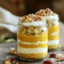 Here’s what you need for your Pumpkin Pie Overnight Oats: - 1 cup rolled oats - 1 cup almond milk (or any milk of choice) - 1/2 cup pumpkin puree (not pumpkin pie filling) - 1 tablespoon maple syrup (optional for sweetness) - 1 teaspoon vanilla extract - 1 teaspoon pumpkin pie spice - 1/2 teaspoon ground cinnamon - 1/4 cup Greek yogurt or dairy-free yogurt (for creaminess) - 2 tablespoons chopped pecans or walnuts (for topping) - 1 tablespoon chia seeds (optional for extra nutrition) Each of these ingredients plays a key role. The rolled oats provide a hearty base. Almond milk makes it creamy and smooth. Pumpkin puree gives that rich autumn flavor. The spices create warmth and sweetness, while yogurt adds creaminess. Nuts on top add a nice crunch. You can choose the milk you like best. You can also skip the maple syrup if you want less sugar. The chia seeds boost nutrition, but they are optional. Use this list to get ready for a tasty breakfast! - Combine 1 cup rolled oats, 1 cup almond milk, and 1/2 cup pumpkin puree in a mixing bowl. - Add 1 tablespoon maple syrup (if you like it sweet), 1 teaspoon vanilla extract, 1 teaspoon pumpkin pie spice, and 1/2 teaspoon ground cinnamon. - Then, mix in 1/4 cup Greek yogurt and 1 tablespoon chia seeds if you want extra nutrition. - Stir everything well until each ingredient is fully mixed and the oats are coated. - Spoon the mixture into jars or containers with lids. - Make sure the jars are airtight to keep the oats fresh. - Seal and place them in the refrigerator overnight, or at least for 4 hours. This soaking time helps the oats soften and absorb flavors. - In the morning, stir the oatmeal before serving. - If the oats seem too thick, add a splash of almond milk to reach your desired texture. - Top with 2 tablespoons of chopped pecans or walnuts for a nice crunch. Enjoy your tasty Pumpkin Pie Overnight Oats! To get the right thickness for your oats, adjust the almond milk. If you want thicker oats, use less milk. For creamier oats, add more. Soaking time is key. Let the oats sit overnight or for at least four hours. This helps them absorb the liquid and soften well. You can boost the flavor with extra spices. Try adding nutmeg or ginger for a warm taste. Using fresh pumpkin puree gives a vibrant flavor. Canned pumpkin puree is easy and works well too. Just make sure it's pure pumpkin, not pumpkin pie filling. Serve your oats in glass jars for a fun look. It shows off the beautiful colors. Garnish with a sprinkle of cinnamon and a dollop of yogurt. A small cinnamon stick adds a nice touch and looks great too. These simple steps make your dish more appealing and tasty. {{image_2}} You can easily change the sweetener in your pumpkin pie overnight oats. Instead of maple syrup, try honey or agave nectar. Both options add a nice flavor and work well. If you want to cut down on sugar, you can use sugar-free sweeteners. Stevia or erythritol are good choices. These options keep your oats sweet without added calories. Want to mix things up? Add chocolate chips or fresh fruit to your oats. Both will give your breakfast a fun twist. Chocolate chips add sweetness, while fruits like bananas or apples bring freshness. You can also stir in nut butters like almond or peanut butter. This makes your oats creamy and even more delicious. These overnight oats are flexible for different diets. You can make them vegan by using plant-based yogurt and milk. If you need gluten-free oats, make sure to check the label. Also, for nut-free options, use sunflower seed butter instead of nut butters. These swaps ensure everyone can enjoy this tasty dish. To keep your Pumpkin Pie Overnight Oats fresh, store them in airtight containers. Glass jars work great because they seal well. Make sure to refrigerate them right after making. Your oats will stay good in the fridge for up to 3 days. After that, they may lose flavor and texture. Can you freeze overnight oats? Yes, you can! Freezing is a great way to save extra servings. To freeze, place your oats in a freezer-safe container. Leave some space at the top because they expand when frozen. To thaw, move the oats to the fridge the night before you want to eat them. If you forget, you can also thaw them in the microwave for a minute or two. Once thawed, stir well and add a splash of almond milk if they seem thick. Enjoy your tasty oats like they were just made! Pumpkin pie overnight oats last up to five days in the fridge. This makes them a great option for meal prep. Just keep them in airtight containers. The oats will stay fresh and tasty. You can use quick oats, but the texture will change. Quick oats can become mushy. Rolled oats stay chewier and hold their shape. If you prefer a softer texture, quick oats work fine. Just remember to adjust the soaking time. Yes, this recipe is perfect for meal prep. You can make multiple servings at once. Just double or triple the recipe and divide it into jars. Store them in the fridge for quick breakfasts all week. This saves time and keeps mornings stress-free! This blog post explored making Pumpkin Pie Overnight Oats. We covered the key ingredients, mixing tips, and storage methods. You learned how to adjust the thickness and enhance flavors for the perfect bowl. I shared ideas for dietary adaptations and variants, so you can customize your oats. Try different toppings or sweeteners and enjoy this healthy meal. With a few simple steps, you can create a tasty breakfast that fits your lifestyle. Happy cooking!