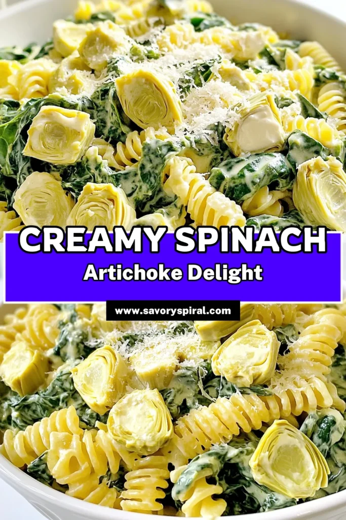 Savor the deliciousness of creamy spinach artichoke pasta with this easy one-pot recipe! Perfect for busy weeknights, this creamy dish combines fresh ingredients and rich flavors for a satisfying meal. With simple steps and just one pot to clean, you'll love how quick this is to prepare. Dive into this creamy goodness today and impress your family or dinner guests. Click to explore the full recipe! #CreamySpinachArtichokePasta #OnePotRecipes #PastaLovers #EasyRecipes