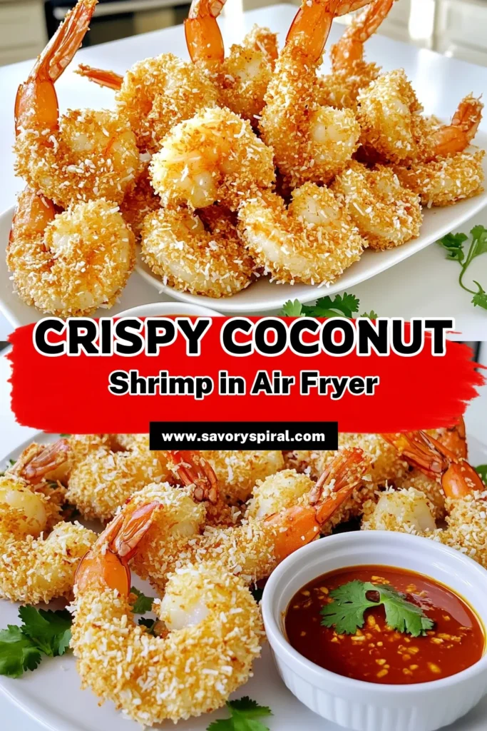 Indulge in deliciousness with this Crispy Air Fryer Coconut Shrimp recipe! Made with juicy shrimp, crunchy panko, and unsweetened coconut, this dish offers a perfect blend of flavors and textures. In just 25 minutes, you can enjoy a delightful meal that’s easy to prepare and sure to impress. Click through now to discover the full recipe and make your next dinner unforgettable! #CoconutShrimp #AirFryerRecipes #SeafoodLovers #EasyDinnerIdeas