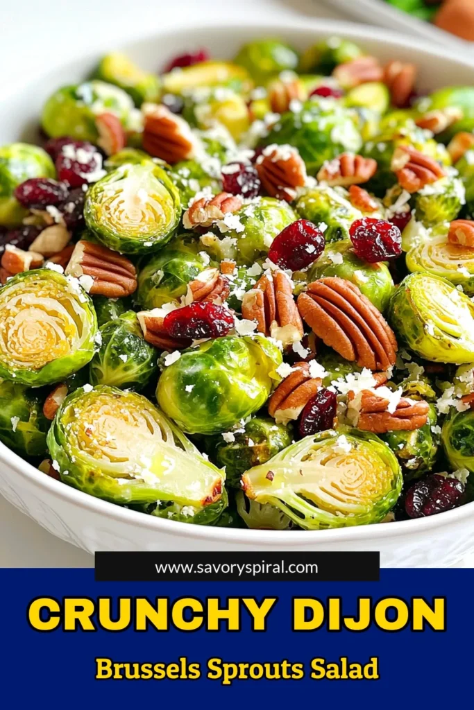 Elevate your salad game with this Dijon Brussels Sprouts Salad with Pecans! This delicious mix features roasted Brussels sprouts, crunchy pecans, and sweet cranberries, all tossed in a flavorful Dijon mustard dressing. Perfect for any occasion, this recipe is not only easy to make but also packed with nutrients. Click through for the full recipe and treat your taste buds today! #BrusselsSprouts #HealthySalad #DijonMustard #SaladRecipe