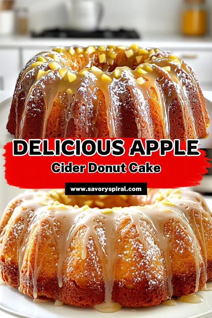 Indulge in the flavors of fall with this delicious Apple Cider Donut Bundt Cake! This moist and spiced dessert features real apples and a sweet glaze that’s perfect for any occasion. In just a few easy steps, you can create a show-stopping cake that will impress family and friends. Don’t miss out on this cozy recipe—click through for the full instructions and make your kitchen smell amazing! #AppleCiderDonut #BundtCake #FallBaking #DessertRecipes