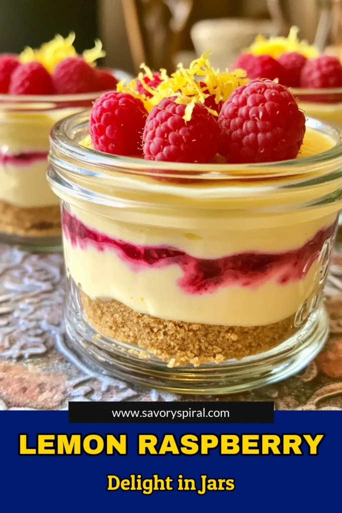 Indulge in these delightful No-Bake Lemon Raspberry Cheesecake Jars that are perfect for any occasion! With a creamy lemon filling, fresh raspberries, and a buttery graham cracker crust, this simple recipe will have you hooked. In just 20 minutes of prep, you'll create a stunning dessert that’s ready to impress. Click through to discover the full recipe and elevate your dessert game today!