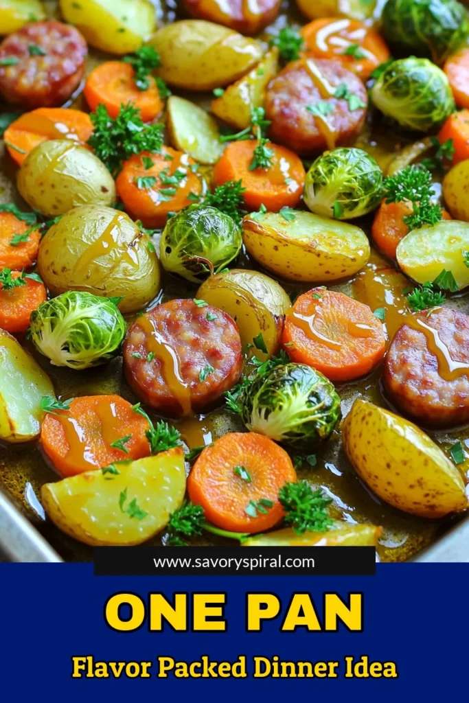 Looking for a delicious and easy dinner idea? Try this Sheet-Pan Maple Mustard Sausage & Veggies recipe! Packed with smoked sausage, Brussels sprouts, carrots, and baby potatoes, this one-pan meal is not only simple to make but also bursting with flavor. Just toss the ingredients with a delicious maple mustard glaze and roast them to perfection! Click through to explore this tasty recipe and make meal prep a breeze!