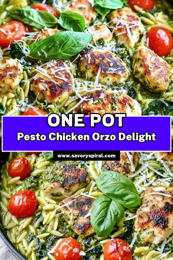 Indulge in the rich flavors of a One Pot Creamy Pesto Chicken Orzo that's perfect for busy weeknights! This delicious dish combines tender chicken, creamy basil pesto, and fresh veggies all in one pot for easy cleanup. Just follow our simple recipe and enjoy a hearty meal in under 30 minutes! Click to discover the full recipe today and impress your family with this delightful dinner idea. #OnePotRecipes #PestoChicken #QuickDinner #EasyRecipes