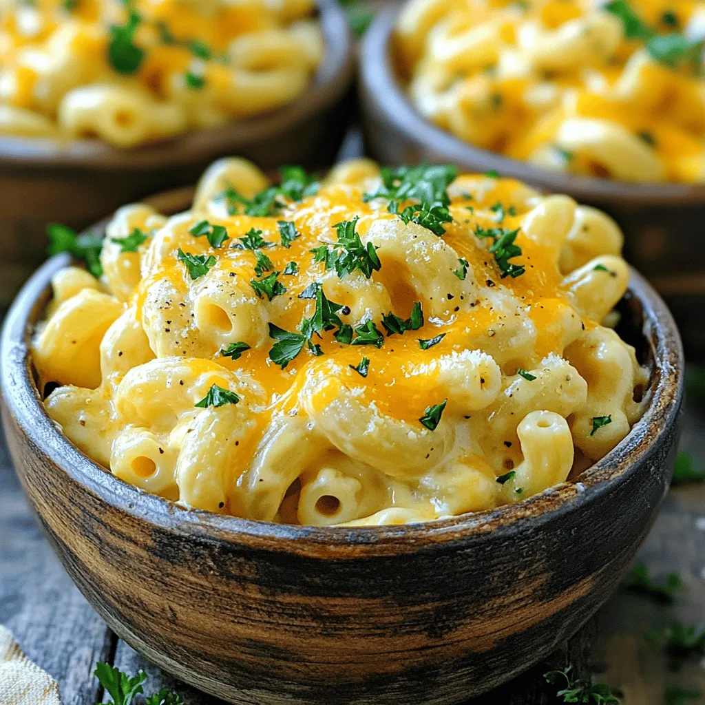 - 8 ounces whole grain elbow macaroni - 1 cup cottage cheese (low-fat or regular) - 1 cup shredded sharp cheddar cheese - 1/2 cup grated Parmesan cheese - 2 cups unsweetened almond milk (or regular milk) - 2 tablespoons butter - 1 teaspoon garlic powder - 1/2 teaspoon onion powder - Salt and pepper to taste - 1/4 cup chopped fresh parsley Let’s dive into the heart of this dish. First, we need the main ingredients. Whole grain elbow macaroni gives you a nice texture and adds fiber. Cottage cheese is our secret protein booster. I love using sharp cheddar cheese for that bold flavor. Grated Parmesan cheese adds a nice, salty kick. Next, we have the liquid ingredients. Unsweetened almond milk works great, but regular milk is fine too. The butter is key for a rich sauce. Now, let’s talk about seasoning and garnish. Garlic powder and onion powder bring depth to the dish. Don’t forget salt and pepper to enhance all the flavors. Fresh parsley on top adds color and a fresh taste. These ingredients come together to create a creamy, satisfying meal that is both tasty and nutritious. 1. Bringing water to a boil: Start by filling a large pot with water. Add a pinch of salt and heat on high until it bubbles. 2. Cooking macaroni until al dente: Once the water boils, add 8 ounces of whole grain elbow macaroni. Cook it as the package says, usually around 7-9 minutes. Test a piece to ensure it’s firm but tender, then drain the pasta and set it aside. 1. Making the roux: In the same pot, melt 2 tablespoons of butter over medium heat. Stir in 2 tablespoons of all-purpose flour. Cook this mixture for about 1 minute. Keep stirring so it doesn’t burn. 2. Adding milk and thickening the sauce: Gradually whisk in 2 cups of unsweetened almond milk until the mix is smooth. Keep cooking and stirring for 5-7 minutes until it gets thick. 1. Mixing in cottage cheese and other cheeses: Lower the heat. Add 1 cup of cottage cheese, 1 cup of shredded sharp cheddar cheese, and 1/2 cup of grated Parmesan cheese. Stir well until all the cheese melts and the sauce is creamy. 2. Seasoning and combining with pasta: Add 1 teaspoon of garlic powder, 1/2 teaspoon of onion powder, and salt and pepper to taste. Mix everything together, then fold in the cooked macaroni until it is fully coated in that cheesy goodness. Choosing cheese can change your dish. For a great texture, pick cheese that melts well. Sharp cheddar adds a nice flavor. Combine it with Parmesan for a rich taste. You can use low-fat or regular cottage cheese. Low-fat options cut calories but still taste good. Regular cottage cheese has more creaminess. Want more protein? Try adding cooked chicken or turkey. Beans also pack a protein punch. For a balanced meal, serve your mac and cheese with a side salad. This adds fiber and vitamins. You could also include steamed veggies. They will boost nutrition and color. The cheese sauce is key. To get it just right, stir constantly when making the roux. This helps avoid clumps. Gradually add milk and whisk until smooth. Keep an eye on the heat; too high can scorch the sauce. When you mix in the cheeses, do it slowly. This helps everything melt together evenly. {{image_2}} You can make this dish even better with veggies. Adding spinach or broccoli boosts nutrition and flavor. They cook fast and mix well with the cheese. Just toss them in during the last few minutes of pasta cooking. You can also use mushrooms or bell peppers. They add a nice crunch and taste. Slice them thin for quick cooking. Switching up the cheese can change the whole dish. Try using mozzarella for a gooey texture. Pepper jack adds a spicy kick. If you prefer dairy-free options, vegan cheese works too. Look for brands that melt well. Always check the label for protein content. Spices can turn a good dish into a great one. Adding paprika or cayenne gives a warm, rich flavor. For a fresh taste, mix in different herbs like basil or thyme. Herbs bring out the cheese's natural taste. Experiment with what you like best! To keep your Protein Cottage Cheese Mac & Cheese fresh, follow these tips: - Refrigeration: Place leftovers in an airtight container. This prevents moisture loss and keeps flavors intact. Store in the fridge for up to three days. - Freezing: You can freeze this dish, too! Use a freezer-safe container. Make sure to leave space for expansion. It can last up to three months in the freezer. Thaw in the fridge overnight before reheating. When it’s time to enjoy your leftovers, you have two good options: - Microwave: Place your mac and cheese in a microwave-safe bowl. Add a splash of almond milk to keep it creamy. Heat in 30-second intervals, stirring in between, until hot. - Stovetop: For a creamier result, use the stovetop. Heat in a saucepan over low heat. Stir in a little milk as needed to maintain that lovely creaminess. Knowing how long your dish lasts is important: - In the Fridge: This mac and cheese will stay good for about three days. - Signs of Spoilage: Look for changes in smell or color. If it smells sour or has an odd texture, it’s time to toss it. Yes, you can use low-fat cottage cheese. It cuts calories and fat. The taste remains creamy but may be slightly less rich. If you want more flavor, consider adding extra spices or cheese. Low-fat options still pack protein, making them a smart choice. Absolutely! You can use gluten-free pasta made from rice or corn. For the sauce, replace all-purpose flour with a gluten-free flour blend. This way, you keep the same creamy texture without gluten. Just make sure to check labels on all products. I love pairing this dish with fresh side salads. A simple green salad adds crunch and freshness. You can also serve it with steamed veggies, like broccoli or green beans. For protein, grilled chicken or shrimp works well. This article explored how to make a tasty Protein Cottage Cheese Mac & Cheese. We covered ingredients, cooking steps, and helpful tips to enhance your dish. You learned how to use whole grain macaroni, creamy cheeses, and various flavors. With these techniques and variations, you can create a meal that's both healthy and delicious. Experiment with different add-ins and enjoy your mac and cheese!