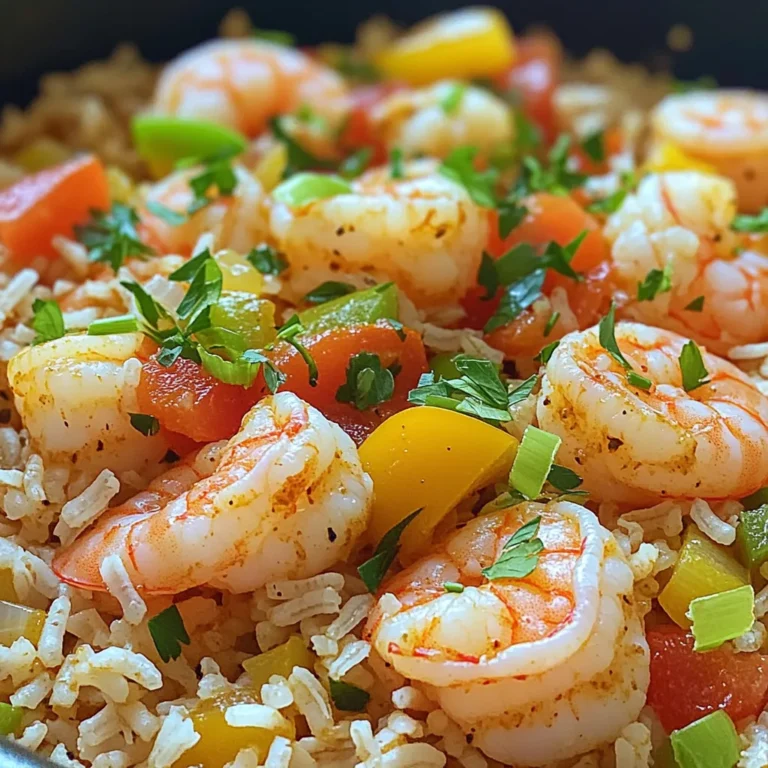 - 1 lb (450g) shrimp, peeled and deveined - 1 cup long-grain rice - 2 cups chicken broth - 1 bell pepper, chopped (any color) - 1 small onion, diced - 2 cloves garlic, minced - 1 tablespoon Cajun seasoning - 1 cup canned diced tomatoes (with juice) - Salt and pepper to taste - Chopped green onion and fresh parsley for garnish In this dish, shrimp is the star. Make sure you use fresh shrimp for the best taste. It should be peeled and deveined for easy cooking. You also need long-grain rice. This rice keeps its shape and has great texture. Chicken broth enhances the flavor, making the dish rich and hearty. Next, we have the veggies. Choose a bell pepper that you like. Red, yellow, or green all work well. The diced onion adds sweetness, while garlic gives a nice kick. These three ingredients create a tasty base for your meal. For seasoning, we use Cajun seasoning. This spice mix brings heat and depth. You can adjust the spice level based on your taste. Add salt and pepper to enhance all the flavors. Lastly, canned diced tomatoes add moisture and a hint of acidity. Don't forget the green onions and parsley for garnish. They add color and freshness to the plate. This simple mix of ingredients makes a delicious and vibrant dish. First, grab a large skillet or pan. Heat one tablespoon of olive oil over medium-high heat. Once hot, add the diced onion and chopped bell pepper. Sauté these for about 3-4 minutes until they soften. This step lays the flavor foundation. Now, stir in the minced garlic. Cook it for another minute until it smells amazing. Next, add one pound of shrimp to the pan. Sprinkle them with one tablespoon of Cajun seasoning, salt, and pepper. Cook the shrimp for about 2-3 minutes until they start turning pink. This shows they are cooking through. Push the shrimp to one side of the pan. On the empty side, add one cup of long-grain rice. Mix everything well to combine it with the shrimp and veggies. Now it’s time to bring it all together. Pour in two cups of chicken broth and one cup of canned diced tomatoes with juice. Stir everything to combine. Bring the mixture to a boil. Once it boils, lower the heat to a simmer. Cover the pan and let it cook for about 18-20 minutes. The rice should be tender and soak up all the liquid. After cooking, remove it from heat and let it sit with the lid on for 5 minutes. Finally, fluff the rice with a fork and mix the shrimp in well before serving. To cook shrimp just right, aim for 2-3 minutes. When they turn pink, they’re ready. Overcooking makes them tough. Keep a close eye on the color. Fresh shrimp cooks quickly, so don’t walk away. Use long-grain rice for best results. It stays fluffy and separate. Use a 2:1 liquid-to-rice ratio. For every cup of rice, add two cups of broth. This will help it cook evenly. Rinse rice before cooking to remove excess starch. Want more flavor? Add spices like paprika or cayenne. Increase the Cajun seasoning for extra heat. If you like it mild, cut back on spices. Always taste as you go. This helps you find your ideal flavor balance. {{image_2}} You can switch shrimp for chicken or tofu. Both options taste great and absorb flavor well. For chicken, use bite-sized pieces. Cook them until they are no longer pink. Tofu is a nice choice for a meatless meal. Use firm tofu and cube it before adding. You can also try other seafood like scallops or fish. Just cook them until they are tender and flaky. Feel free to add your favorite veggies. Zucchini, corn, or spinach work well. They add color and nutrients to your dish. If you want ease, use frozen vegetables. They are quick to add and save prep time. Just toss them in with the shrimp and rice. If you want a healthier option, consider brown rice or quinoa. Brown rice has more fiber and a nutty flavor. Quinoa cooks faster and is gluten-free. For a low-carb choice, try cauliflower rice. It’s light and soaks up flavors nicely. Just be sure to adjust the cooking time so it doesn’t turn mushy. To keep your One Pan Cajun Shrimp Rice fresh, cool it down quickly. Spread it out in a shallow dish. This helps the heat escape and cools it faster. Once it's cool, transfer it to an airtight container. You can store leftovers in the fridge for up to three days. Freezing this dish is easy. First, let it cool completely. Then, pack it in a freezer-safe bag or container. Remove as much air as you can to prevent freezer burn. You can freeze it for up to three months. When you're ready to eat, thaw it in the fridge overnight. To reheat, warm it in a pan on the stove or in the microwave. Add a splash of chicken broth for moisture. This keeps the flavors bright and the rice fluffy. Shrimp cooks quickly, usually in about 2-3 minutes. In this recipe, you add shrimp after sautéing the veggies. As soon as they turn pink, they are ready. This quick cooking keeps them tender and juicy. Yes, you can prep this dish in advance. Cook the shrimp and rice, then store them separately. Keep the rice in an airtight container in the fridge. You can also chop the veggies ahead of time. When ready to eat, just reheat and combine. This dish pairs well with a fresh salad or steamed veggies. A side of coleslaw adds a nice crunch. You might also serve it with crusty bread to soak up the flavors. Each option adds a tasty touch to your meal. This blog post took you through making a delicious one-pan Cajun shrimp rice dish. We covered the essential ingredients, step-by-step cooking instructions, and helpful tips to avoid common mistakes. You also learned about variations and storage methods for leftovers. In summary, this meal is simple, tasty, and can mix with many ingredients. I hope you feel confident to try it out and make it your own! Enjoy cooking.